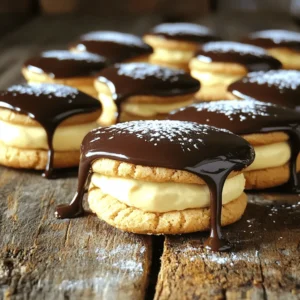 To make Easy Boston Cream Pie Cookie Bites, you will need the following: - 1 cup all-purpose flour - 1/2 teaspoon baking powder - 1/4 teaspoon salt - 1/2 cup unsalted butter, softened to room temperature - 1/2 cup granulated sugar - 1 large egg - 1 teaspoon pure vanilla extract - 1/2 cup instant vanilla pudding mix - 1 cup cold milk - 1/2 cup semi-sweet chocolate chips - 1 tablespoon coconut oil - A sprinkle of powdered sugar for finishing Measuring ingredients correctly helps your cookies turn out perfect. Use dry measuring cups for flour and sugar. Fill the cup, then level it off with a knife. For butter, use a scale or cut the wrapper to get the right amount. Eggs should be large and fresh for the best taste. When measuring liquids, use a clear liquid measuring cup. Check the measurement at eye level for accuracy. You can easily swap some ingredients if you need to. Here are a few ideas: - Butter: Use margarine or coconut oil for a dairy-free option. - Sugar: Try brown sugar for a richer flavor. - Flour: Use almond flour for a gluten-free treat. - Milk: Substitute with almond milk or oat milk for a dairy-free version. - Chocolate Chips: Use white chocolate or dark chocolate chips for a different taste. Feel free to get creative with these swaps while keeping the essence of Boston Cream Pie! For the complete recipe, check out the [Full Recipe]. To start, preheat your oven to 350°F (175°C). This step ensures even baking. Line a baking sheet with parchment paper. This helps the cookies release easily. In a medium bowl, mix the all-purpose flour, baking powder, and salt. Whisk these dry ingredients until well combined. Set this bowl aside for now. In a larger mixing bowl, beat the softened butter and granulated sugar. Use a hand mixer for about 2-3 minutes. The mixture should turn light and fluffy. Next, add the egg and vanilla extract. Blend until everything is smooth and mixed well. Gradually add the dry flour mixture into the wet ingredients. Stir gently until just blended. Avoid overmixing to keep the cookies soft. Now, take a cookie scoop or a spoon. Portion out small balls of dough and place them on the lined baking sheet. Space them about 1 inch apart for even baking. Lightly press each ball down to flatten them a bit. This helps them bake evenly. Place the baking sheet in the oven. Bake for 10-12 minutes. Look for lightly golden edges. When they are done, let the cookies cool on the baking sheet for about 5 minutes. Then, transfer them to a wire rack to cool completely. While your cookies cool, it’s time to prepare the vanilla pudding. In a medium bowl, whisk the instant vanilla pudding mix with cold milk. Stir until it thickens to a custard-like consistency. Cover the bowl and refrigerate for about 15 minutes. This helps the pudding set up nicely. Once the cookies are cool, take half of them. Spread a generous dollop of the prepared vanilla pudding on the flat side of each cookie. Top with the remaining cookies, pressing down gently to create delightful cookie sandwiches. For the final touch, melt semi-sweet chocolate chips with coconut oil in a microwave-safe bowl. Heat in 30-second intervals, stirring until smooth. Dip the tops of the cookie sandwiches into the warm chocolate glaze. Let any excess chocolate drip off before placing them back on the parchment paper. Once the chocolate sets, finish your treats with a light sprinkle of powdered sugar. Enjoy your Easy Boston Cream Pie Cookie Bites! For a full recipe, check out the link! To get soft and chewy cookie bites, watch your mixing. Overmixing can make them tough. When you add the flour, mix just until you see no dry bits. Make sure your butter is at room temperature. This helps it blend smoothly with sugar, giving a great texture. When baking, check for light golden edges. This means they are perfect! One big mistake is not letting the cookies cool. If you don’t wait, the filling can ooze out. Another issue is using warm cookies for the chocolate glaze. Cold cookies help the glaze set better. Lastly, don’t skip the sprinkle of powdered sugar. It adds charm and sweetness! Using a cookie scoop can save time. It helps you make uniform cookie sizes. A hand mixer works well for creaming butter and sugar. Keep a whisk on hand for mixing pudding. Finally, parchment paper is a must. It keeps cookies from sticking and makes cleanup easy. For the complete recipe, check out the Full Recipe. {{image_4}} You can change the flavor of your cookie bites easily. Try adding almond or coconut extract. These add a nice twist to the classic taste. Just one teaspoon of your chosen extract will do. Mix it in with the butter and sugar for a new flavor. You can get creative with toppings and fillings. Instead of vanilla pudding, use chocolate or butterscotch pudding. You can also try whipped cream for a light topping. If you want a crunchy texture, add crushed nuts or sprinkles on top of the chocolate glaze. This makes each bite unique and fun. Making these cookie bites gluten-free is simple. Use a gluten-free flour blend instead of all-purpose flour. For a dairy-free option, switch to dairy-free butter and plant-based milk. This way, everyone can enjoy these tasty treats. You can still keep the flavor and texture while adapting for dietary needs. To keep your Boston cream pie cookie bites fresh, store them in an airtight container. I recommend placing a layer of parchment paper between the layers of cookies. This prevents them from sticking together. Make sure the container is kept in a cool, dry place. Avoid direct sunlight to maintain their texture and flavor. When stored correctly, these cookie bites last about 3 to 5 days. If you notice any changes in smell or texture, it’s best to toss them out. For longer storage, freezing is a great option. You can freeze the cookie bites for up to three months. Make sure they are completely cooled before freezing. Wrap each cookie tightly in plastic wrap and place them in a freezer-safe bag. To thaw, simply leave them at room temperature for about an hour. Enjoy them fresh, and they will taste just as good! For best results, avoid refreezing thawed cookies. Yes, you can make these cookie bites ahead of time. Prepare the cookies and let them cool completely. You can store them in an airtight container for up to three days. If you want to keep them longer, freeze the cookie bites without the filling. When you're ready to enjoy them, thaw and add the vanilla pudding and chocolate glaze before serving. Vanilla pudding is super versatile! You can use it in many recipes. It works great in trifles, parfaits, and even as a filling for cakes. You can mix it into cupcakes for added moisture. It also shines in layered desserts or as a dip for fruits. The options are endless! Making your cookie bites look pretty is fun! Here are some ideas: - Arrange them on a colorful platter. - Add fresh berries or mint leaves for color. - Drizzle extra chocolate on top. - Use a piping bag for even chocolate coating. - Sprinkle with crushed nuts or coconut for texture. Try these tips, and your cookie bites will impress everyone! For the complete recipe, check out the Full Recipe link. You now know how to make Easy Boston Cream Pie Cookie Bites. We covered the key ingredients, measuring tips, and substitutions to fit your needs. I shared step-by-step instructions for prep and baking, plus how to make a tasty vanilla pudding filling. I also provided tips for perfect texture and common mistakes to avoid. You can explore different flavors and toppings, or even make them gluten-free. Finally, we looked at smart storage methods for freshness. Enjoy creating these treats that everyone will love!
