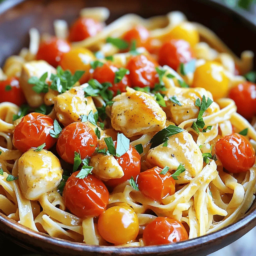 - 8 oz linguine pasta - 2 boneless, skinless chicken breasts - 4 tablespoons unsalted butter - 3 cloves garlic, finely minced For this dish, you want to pick good-quality ingredients. The linguine pasta is the base of your meal. I love using fresh, high-quality chicken breasts. They cook up juicy and tender. Unsalted butter gives the sauce a rich flavor, and fresh garlic brings in a nice aroma. - 1 teaspoon smoked paprika - ½ teaspoon cayenne pepper - 1 teaspoon dried oregano - 1 teaspoon dried thyme These seasonings make the dish pop! Smoked paprika adds a deep, smoky essence. Cayenne pepper gives it a nice kick, but you can adjust it to your taste. Dried oregano and thyme add herbal notes that brighten the dish. - ½ cup low-sodium chicken broth - 1 cup cherry tomatoes - Salt and pepper to taste - Fresh parsley for garnish Chicken broth adds moisture and depth to the sauce. Cherry tomatoes burst with flavor and add sweetness. Don’t forget salt and pepper—they help bring out all the flavors. Fresh parsley is perfect for a bright, fresh finish on your plate. For the full recipe, check out the link. Enjoy cooking! To start, fill a large pot with water and add salt. Bring the water to a boil. This step is key for tasty pasta. Once boiling, add the linguine. Cook the pasta for 8-10 minutes until it is al dente. You want it firm, not mushy. Stir the pasta occasionally to prevent sticking. Once done, drain the linguine and set it aside in a warm bowl to keep it nice and cozy. Next, we focus on the chicken. Heat 2 tablespoons of butter in a large skillet over medium heat. Once melted, add the chicken pieces. Season them well with salt and pepper. This gives the chicken great flavor. Cook for about 5-7 minutes. You want the chicken to be golden brown and cooked through. To check for doneness, cut a piece in half. It should be white all the way through. Remove the chicken from the skillet and keep it warm on a plate. Now it’s time for the magic sauce! In the same skillet, add the last 2 tablespoons of butter. Let it melt, then add the minced garlic. Stir in smoked paprika, cayenne pepper, dried oregano, and thyme. Cook for about a minute. The garlic should smell amazing and turn light golden. This is where a lot of flavor comes from. Return the cooked chicken to the skillet and mix it into the sauce. Then, add the drained linguine. Toss everything together until the pasta is well coated. Make sure each strand gets that buttery sauce. Taste and adjust with more salt and pepper if needed. You want it to be just right. For a lovely plate, twirl a serving of pasta using a fork and spoon. This makes it look fancy. Add extra cherry tomatoes on top for color. Drizzle a bit of olive oil for richness. Finally, sprinkle freshly chopped parsley over the dish. This adds a nice touch and a burst of flavor. Your Easy Cowboy Butter Chicken Linguine is now ready to impress! For the full recipe, you can check the complete instructions. To make the best linguine, always start with salted water. Salt helps the pasta absorb flavor. Bring a large pot of water to a rolling boil. Add 1 tablespoon of salt for every quart of water. Cook the linguine according to the package instructions for al dente. This usually takes 8 to 10 minutes. To avoid sticky pasta, stir the pasta occasionally while it cooks. Drain the pasta well but do not rinse it. Rinsing removes the starch that helps the sauce stick. Keeping chicken juicy is key to great flavor. Cut the chicken into bite-sized pieces for even cooking. Season the chicken with salt and pepper before cooking. Sauté it in a hot skillet for about 5 to 7 minutes. This will give it a nice golden color. After cooking, let the chicken rest on a plate for a few minutes. This resting time helps the juices stay inside when you slice it. Fresh herbs can greatly improve your dish. They add a bright flavor that dried herbs often lack. Use fresh parsley when garnishing for a pop of color. If you use dried herbs instead, make sure to add them early in the cooking process. For a delicious cowboy butter, use unsalted butter, garlic, and spices. You can make it at home by mixing softened butter with your favorite herbs and spices. This adds a rich flavor to your dish, making it truly special. For the full recipe, check out the details above. {{image_4}} You can easily change the protein in Easy Cowboy Butter Chicken Linguine. For a seafood twist, try shrimp. Cook them until they turn pink. If you want a plant-based option, use tofu. Just press it to remove water and then sauté until golden. Adding veggies boosts flavor and nutrition. Try spinach for a pop of color. You can also toss in bell peppers for crunch and sweetness. These swaps make the dish more fun and adaptable. If you need gluten-free options, look for gluten-free linguine. Many brands make pasta from rice or corn. They cook similarly, so you won't lose the dish's charm. For dairy-free adjustments, swap out butter with a plant-based alternative. Coconut oil or vegan butter work well. These changes keep the dish creamy without dairy. Pair Easy Cowboy Butter Chicken Linguine with a light salad. A simple green salad with lemon dressing complements the rich pasta. You could also serve it with garlic bread for a hearty meal. For meal prep, this dish stores well. Divide it into containers for easy lunches. Just reheat and enjoy! It’s a simple and satisfying option for busy days. After you enjoy your Easy Cowboy Butter Chicken Linguine, store any leftovers in an airtight container. Place the container in the fridge within two hours of cooking. This keeps the dish fresh and safe to eat later. Leftovers will stay good for 3 to 4 days. Always check for any signs of spoilage before eating. To enjoy your leftovers, reheating is key. The best way is on the stovetop. Use a medium heat and add a splash of chicken broth to keep it moist. Stir often until heated through. If you use a microwave, place the pasta in a microwave-safe dish. Cover it with a lid or damp paper towel. Heat in short bursts, stirring in between. This helps prevent dry spots. Yes, you can freeze Cowboy Butter Chicken Linguine! It’s a great way to save extra meals. First, let the dish cool completely. Then, scoop it into a freezer-safe container. Make sure to leave some space at the top for expansion. Seal it tightly and label with the date. It will stay fresh for up to 3 months. To thaw, transfer it to the fridge overnight. Reheat it gently on the stovetop or in the microwave for the best flavor. To make Cowboy Butter, you need a few simple ingredients. You will need unsalted butter, minced garlic, smoked paprika, cayenne pepper, dried oregano, and dried thyme. Start by melting the butter in a pan. Then, add the garlic and spices. Cook for about a minute until the garlic smells good. This quick method gives you a rich, flavorful sauce for your pasta. Yes, you can! While I recommend linguine, other types work well too. Spaghetti, fettuccine, or even penne can be great choices. Just make sure to cook them until they are al dente. This way, they hold their shape and texture in the dish. Adjusting the spice level is easy. If you like it mild, cut back on the cayenne pepper. You can even leave it out. For more heat, add an extra pinch of cayenne or more smoked paprika. Just remember to taste as you go to find the right balance for you. Great side dishes can make your meal shine. A fresh garden salad pairs nicely. You can also serve garlic bread for a tasty addition. Roasted vegetables, like asparagus or zucchini, go well too. These sides add color and flavor to your plate. Yes, you can make this dish ahead of time! Cook the chicken and sauce, then store them separately from the pasta. Keep everything in airtight containers in the fridge. When you're ready to eat, just reheat and combine. This way, dinner is quick and easy! For the full recipe, check back for all the details. This blog post detailed how to create a delicious Cowboy Butter Chicken Linguine. You learned about the main ingredients, cooking methods, and tips for the best flavor. I shared variations for different diets and discussed storage options for leftovers. My final thought is simple: cooking can be fun and tasty. Try this recipe, and enjoy the results. You’ll impress everyone at the table with your skills.