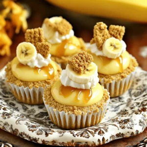 Creating these mini banana pudding cheesecakes is simple and fun. You only need a few key ingredients to make them taste amazing. Here’s what you will need: - 1 ½ cups graham cracker crumbs - ½ cup unsalted butter, melted - 2 tablespoons brown sugar - 16 oz cream cheese, softened to room temperature - ½ cup granulated sugar - 1 teaspoon vanilla extract - 2 ripe bananas, mashed until smooth - 1 cup heavy whipping cream, chilled - ¼ cup powdered sugar - 1 teaspoon banana extract (optional for extra flavor) - Mini Nilla wafers and banana slices for garnish Each ingredient plays a role in creating the perfect blend of flavors. The graham cracker crumbs make a crunchy crust. The cream cheese gives a rich and creamy base. Bananas add natural sweetness, while the whipped cream keeps it light. You can also use banana extract to boost that banana flavor if you wish. These ingredients combine to create a delightful treat that everyone will love. For the full recipe, check the details above! - Preheat the Oven to 325°F (160°C). - Combine crust ingredients: - 1 ½ cups graham cracker crumbs - ½ cup unsalted butter, melted - 2 tablespoons brown sugar Start by setting your oven. This step is key for even baking. Next, mix the graham cracker crumbs, melted butter, and brown sugar in a bowl. Stir until it feels like wet sand. This mixture will create a tasty base for your cheesecakes. - Beat cream cheese with granulated sugar and vanilla extract. - Gently fold in the mashed bananas. In a clean bowl, beat the softened cream cheese. Add the granulated sugar and vanilla extract. Mix until smooth and creamy. Then, gently fold in the mashed bananas. Be careful here; you want it blended but not overmixed. The bananas add a nice flavor and texture. - Whip heavy cream with powdered sugar until stiff peaks form. - Carefully fold whipped cream into banana mixture. - Fill muffin tin with cheesecake filling. In another bowl, whip the heavy cream with powdered sugar. Whip until you see stiff peaks form. This is what makes your cheesecake light and airy. Now, carefully fold this whipped cream into your banana mixture. Use a spatula and be gentle. Finally, spoon the cheesecake filling into your muffin tin. Fill each liner just below the top. - Bake for 15-18 minutes until set around the edges. - Chill the cheesecakes for at least 3 hours before serving. Place your muffin tin in the oven. Bake for 15 to 18 minutes. Check that the edges are set but the centers are a bit wobbly. This means they are done. After baking, let them cool at room temperature. Then, refrigerate for at least 3 hours. Chilling is important for the best flavor and texture. For the full recipe, refer to the previous section on ingredients. To get a smooth filling, always start with room temperature cream cheese. If your cream cheese is cold, it can be lumpy. For a richer banana flavor, add a teaspoon of banana extract. This step is optional but can elevate your dessert to a new level! Serve your mini cheesecakes on a decorative platter for a beautiful display. Adding mini Nilla wafers and banana slices on top makes each cheesecake look cute and inviting. You can even drizzle a bit of caramel sauce for extra flair! Be careful not to overbake your mini cheesecakes. They should be set around the edges but a little wobbly in the center. This keeps them creamy. Also, don’t skip the chilling step. Letting them cool in the fridge for at least three hours helps the flavors meld and sets the texture perfectly. {{image_4}} You can change the flavors of your cheesecakes easily. Swap bananas for other fruits like strawberries or blueberries. This creates a fresh twist that excites the flavor. You can also mix in chocolate or caramel into the filling. This adds richness and depth, perfect for those who love sweets. If you need a gluten-free dessert, you can still enjoy these cheesecakes. Just use gluten-free graham cracker crumbs for the crust. They work just as well and keep the taste intact. You get all the flavor without the gluten. For those avoiding dairy, a simple swap can make these cheesecakes vegan. Use a vegan cream cheese alternative instead of regular cream cheese. This keeps the texture smooth and creamy. You won’t lose any of the great taste that makes these cheesecakes so delightful. For the full recipe, check out the link to make your own delicious mini banana pudding cheesecakes! To keep your mini banana pudding cheesecakes fresh, store them in the refrigerator. Place them in airtight containers. This helps maintain their creamy texture and prevents them from drying out. Always ensure they are sealed well. If you skip this step, they may absorb odors from your fridge. If you want to save some for later, freezing is a great option. To freeze, first cool them completely. Then, wrap each cheesecake tightly in plastic wrap. After that, place them in a freezer-safe container. This helps prevent freezer burn and keeps them tasty. You can freeze your mini cheesecakes for up to three months. When you want to enjoy them, take them out and thaw in the fridge overnight. This method helps retain their original texture and flavor. For the best experience, avoid refreezing them after thawing. Remember, proper storage keeps these treats delicious for longer! For the full recipe, visit the link. Mini cheesecakes last about 5 to 7 days in the fridge. To keep them fresh, store them in an airtight container. This helps prevent them from drying out or absorbing other odors from the fridge. If you enjoy them chilled, they taste even better after a couple of days! Yes, you can make these cheesecakes a day or two ahead. Just follow the full recipe and chill them as directed. Doing this allows the flavors to blend well. If you want to serve them later, consider adding the garnishes just before serving to keep things fresh and pretty. If you want to switch things up, use crushed cookies like Oreos or vanilla wafers. You can also try making a nut crust with almond or pecan flour. These options give a new twist to your mini cheesecakes, adding different flavors and textures. You learned how to make tasty mini banana pudding cheesecakes. We covered the ingredients and simple steps to create them. Remember to chill them well for the best taste and texture. You can play with flavors by using different fruits or making them gluten-free. Proper storage keeps them fresh. Enjoy sharing these sweet treats with family and friends. Make each bite count!