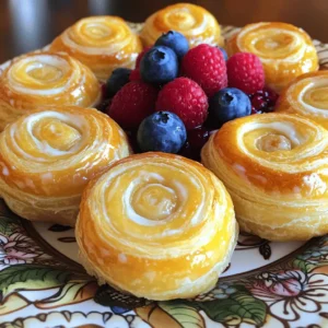 To make delicious Cheese Danishes, you will need a few key items. Here’s what you need: - 1 package (8 oz) cream cheese, softened - 1/3 cup granulated sugar, adjust for taste - 1 teaspoon pure vanilla extract - 1 package (2 sheets) puff pastry, thawed - 1 egg, beaten (for egg wash) - 1/4 cup powdered sugar (for glaze) - 1 tablespoon milk (for glaze consistency) - Fresh blueberries or raspberries (optional) These ingredients come together to create a sweet and creamy filling wrapped in flaky pastry. You will need some simple tools to make these pastries. - Mixing bowl for your filling - Hand mixer or whisk for blending - Rolling pin to flatten the pastry - Sharp knife or pizza cutter for cutting - Baking sheet lined with parchment paper - Pastry brush for the egg wash Having the right tools will make your cooking smoother and more enjoyable. Feel free to add your own twist to these Cheese Danishes. Here are some fun ideas: - A sprinkle of cinnamon for warmth - Chopped nuts for crunch - A dash of lemon zest for brightness - More fruits like strawberries or blackberries These options can boost flavor and make your danishes even more delightful. For the full recipe, check out the Decadent Sweet Cream Cheese Danishes section. To start, gather your ingredients. In a bowl, mix together: - 1 package (8 oz) cream cheese, softened - 1/3 cup granulated sugar - 1 teaspoon pure vanilla extract Beat these until smooth. A hand mixer works well, but a whisk is fine too. This filling is rich and creamy. Set it aside while you prepare the pastry. Next, you will work with puff pastry. Roll out one sheet on a floured surface. Cut it into 4 equal squares. Repeat this with the second sheet, making 8 squares in total. Now, make small cuts in each corner of the squares. These cuts should form a square shape, stopping about an inch from the center. This will help you fold the corners later. In the center of each square, place a tablespoon of your cream cheese mixture. Be careful not to overfill; this keeps the filling inside. Fold the corners over the filling, pinching them together in the center. This creates a beautiful pinwheel shape. Make sure they are sealed tight to prevent leaks. Preheat your oven to 375°F (190°C). Line a baking sheet with parchment paper so nothing sticks. Brush the tops of each pastry with a beaten egg. This gives them a lovely golden color while baking. Place the danishes on the baking sheet and bake for 20-25 minutes. Look for a puffy, golden brown finish. While they bake, prepare a glaze. Mix 1/4 cup powdered sugar with 1 tablespoon of milk until smooth. Adjust the mix for your desired glaze thickness. Once the danishes are done, let them cool a bit. Drizzle the glaze over each one. Enjoy your delightful Cheese Danishes! For more details, check the Full Recipe. To make great puff pastry, keep it cold. Cold fat creates layers. When you roll out the dough, don’t overwork it. This helps the pastry puff up nicely. Aim for even thickness; about a quarter inch is best. If you see any cracks, just patch them up gently. This will keep the filling inside when baking. For a golden shine, use an egg wash. Beat one egg and brush it over the tops of the danishes before baking. This gives them that lovely color we all love. If you want an extra touch, sprinkle a little sugar on top. This will add shine and a nice crunch. Keep an eye on them while baking, so they don’t burn. Get creative with flavors! You can mix in lemon zest for a fresh twist. Try adding a bit of almond extract for a nutty taste. Want something fruity? Toss in some fresh berries into the cream cheese mix. You could even use chocolate chips for a fun dessert. The options are endless! For the full recipe, check out the Decadent Sweet Cream Cheese Danishes. {{image_4}} You can switch up the cheese filling for your danishes. Cream cheese is popular, but there are many other options. Try ricotta for a creamy texture. Mascarpone gives a rich, sweet flavor. For a tangy twist, use goat cheese. Each cheese brings its own taste to the table. Feel free to mix cheeses for a unique blend. Adding fruit is a fun way to enhance your danishes. Fresh fruits like blueberries, strawberries, or peaches work well. You can also mix fruit with the cheese filling. For example, add mashed raspberries to cream cheese for a fruity kick. Using fruit preserves or jams is another great option. They add sweetness and a pop of color. If you love savory flavors, try making a savory cheese danish. Use cheese like feta or cheddar mixed with herbs. Spinach or roasted peppers can add color and flavor. You can even add cooked bacon or ham for a hearty option. These savory treats make great snacks or appetizers. They are perfect for brunch or parties. By exploring different fillings and toppings, you can customize your cheese danishes. This creativity keeps every batch exciting! For the full recipe, check out the Decadent Sweet Cream Cheese Danishes. After you enjoy your cheese danishes, store any leftovers in a safe way. First, let them cool completely. Then, place them in an airtight container. This keeps them fresh and tasty. It's best to eat them within two to three days. If you leave them out, they may get dry or hard. You can also use parchment paper between layers to avoid sticking. Freezing is a great option if you want to save your danishes for later. Wrap each danish in plastic wrap. Then, place them in a freezer bag or container. Make sure to squeeze out the air to prevent freezer burn. You can freeze them for up to three months. When you want to eat one, just thaw it in the fridge overnight. To enjoy your cheese danishes fresh again, reheating is key. Preheat your oven to 350°F (175°C). Place the danishes on a baking sheet. Heat them for about 10-15 minutes. This keeps them crispy. You can also use a microwave, but be careful. It may make the pastry soft. If using the microwave, heat for 15-20 seconds. For more details, check out the Full Recipe. The best cheese for cheese danishes is cream cheese. It has a rich, smooth texture that blends well with sugar and vanilla. You can also try ricotta or mascarpone for a lighter taste. Each cheese brings its own flavor, so experiment to find what you like best. Yes, you can make cheese danishes ahead of time. You can prepare the filling and store it in the fridge for up to two days. You can also assemble the danishes and freeze them before baking. Just remember to bake them straight from the freezer, adding a few extra minutes to the baking time. To avoid soggy pastry, ensure your puff pastry is fully thawed before using it. Avoid overfilling the danishes, as excess filling can seep out and make the pastry wet. Also, bake them on a preheated baking sheet lined with parchment paper. This helps achieve a crisp bottom. For a delicious twist, try the Full Recipe to create these delightful treats. You learned about the key ingredients and the right equipment for making cheese danishes. I shared steps to prepare the filling, assemble the pastry, and bake it to perfection. You also discovered tips for golden finishes and flavor variations. Remember, storing leftovers and reheating properly keeps your danishes fresh. Enjoy experimenting with different fillings and toppings! With these insights, you can create delicious cheese danishes that impress everyone. Happy baking!