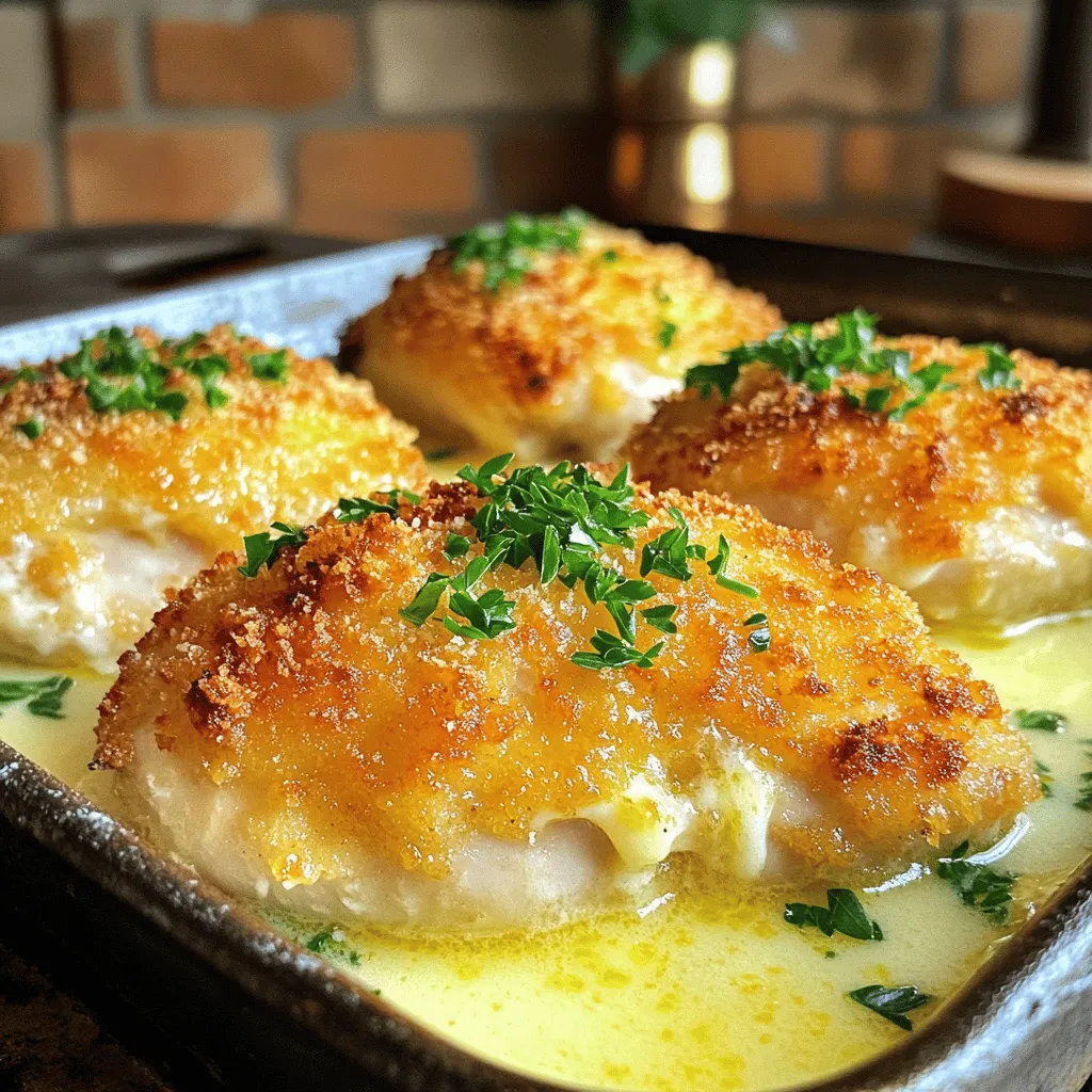 This melt-in-your-mouth chicken recipe is simple and delicious. You will need basic ingredients to make it shine. This dish balances flavors and textures, ensuring a meal that everyone will love. - 4 boneless, skinless chicken breasts - 1 cup buttermilk - 1 tablespoon garlic powder - 1 teaspoon smoked paprika - 1 teaspoon onion powder - 1 teaspoon salt - 1/2 teaspoon black pepper - 1 cup all-purpose flour - 1/2 cup grated Parmesan cheese - 1/2 teaspoon dried oregano - 1/4 teaspoon cayenne pepper (optional for heat) - 1/4 cup unsalted butter - Fresh parsley, chopped (for garnish) If you don't have buttermilk, use regular milk mixed with lemon juice. For a gluten-free option, swap all-purpose flour with almond flour. You can replace Parmesan with another cheese like mozzarella. If you want a different spice, try adding chili powder instead of cayenne. Each swap keeps the dish tasty and fun! First, we need to marinate the chicken to make it tender and flavorful. In a bowl, whisk together: - 1 cup buttermilk - 1 tablespoon garlic powder - 1 teaspoon smoked paprika - 1 teaspoon onion powder - 1 teaspoon salt - 1/2 teaspoon black pepper Once mixed, add the 4 boneless, skinless chicken breasts to the bowl. Make sure they are covered by the marinade. Cover the bowl with plastic wrap and place it in the fridge. Let the chicken marinate for at least 1 hour, but overnight is best. This time allows the flavors to soak in. While the chicken marinates, let's prepare the coating. In a shallow dish, combine: - 1 cup all-purpose flour - 1/2 cup grated Parmesan cheese - 1/2 teaspoon dried oregano - 1/4 teaspoon cayenne pepper (optional) Mix these ingredients well. This mixture creates a crispy and tasty crust for the chicken. Now it's time to cook! Preheat your oven to 400°F (200°C). This ensures the chicken cooks perfectly. After marinating, take the chicken out of the fridge. Let any extra buttermilk drip off. Dredge each piece in the flour mixture, pressing lightly to coat well. Next, heat a large oven-safe skillet over medium-high heat. Add 1/4 cup unsalted butter and let it melt. Once hot, add the coated chicken breasts. Sear them for about 4-5 minutes on each side until golden brown. After searing, transfer the skillet to the oven. Bake the chicken for 20-25 minutes. Check that the internal temperature reaches 165°F (75°C) to ensure it is fully cooked. The chicken should be juicy and tender. Once done, take the skillet out of the oven. Let the chicken rest for about 5 minutes. This keeps the juices inside. You can sprinkle some chopped fresh parsley on top for a fresh touch before serving. Enjoy your melt-in-your-mouth chicken! Marinades are key for flavor. They add depth and make your chicken juicy. For this recipe, use buttermilk as the base. It makes the chicken tender and adds a slight tang. Mix buttermilk with garlic powder, smoked paprika, onion powder, salt, and black pepper for the best flavor. Let the chicken soak in this mixture for at least one hour. For even better results, marinate it overnight. The longer it sits, the more flavor it absorbs. The right texture is crucial for Melt In Your Mouth Chicken. Start by coating the marinated chicken in a flour mixture. This mixture includes all-purpose flour, grated Parmesan cheese, and dried oregano. This gives a crispy crust. Make sure to press the coating onto the chicken well. When you sear it in butter, it locks in moisture and flavor. Baking it afterward keeps it juicy inside while the outside gets golden and crispy. Many cooks make simple mistakes that ruin the chicken. One common mistake is not marinating long enough. A short soak won’t let the flavors develop. Another mistake is not letting the excess buttermilk drip off before coating. This can lead to a soggy crust. Lastly, don’t skip the resting time after baking. Letting it rest for 5 minutes helps the juices settle. This way, when you cut into it, the chicken stays moist and delicious. {{image_4}} To spice things up, add cayenne pepper to the coating. You can use 1/2 teaspoon for a mild kick or more if you like it hot! This will give your Melt In Your Mouth Chicken a nice, fiery twist. You can also mix in some hot sauce into the buttermilk marinade. It adds depth and heat, making each bite exciting. If you enjoy fresh flavors, try adding herbs. Dried thyme, basil, or rosemary can enhance the taste. Mix these herbs into the coating for a fragrant touch. You can also add fresh chopped herbs directly to the buttermilk. This will give your chicken a lovely, garden-fresh flavor. Not in the mood for baking? You can grill or air fry your chicken! For grilling, preheat your grill and cook the chicken for about 6-8 minutes per side. This gives a smoky flavor and nice grill marks. If you prefer air frying, set your air fryer to 375°F (190°C) and cook for about 15-18 minutes. This method keeps the chicken juicy while making it crispy without much oil. Each method brings a unique flavor and texture to this great dish. After you make Melt In Your Mouth Chicken, let it cool first. Once it's cool, place it in an airtight container. This keeps the chicken fresh. Store it in the fridge for up to three days. If you want to keep it longer, consider freezing it. To reheat, take the chicken out of the fridge or freezer. If frozen, let it thaw overnight in the fridge. Preheat your oven to 350°F (175°C). Place the chicken on a baking sheet. Heat it for about 15 to 20 minutes, or until it’s warm inside. You can also use a microwave, but the oven keeps the texture better. If you want to freeze the chicken, wrap it tightly in plastic wrap first. Then, place it in a freezer-safe bag or container. Label it with the date. It can last up to three months in the freezer. When you’re ready to eat, simply thaw it in the fridge and reheat as mentioned. This way, you can enjoy your delicious meal later! For the best taste, marinate the chicken for at least one hour. This helps the flavors soak in. If you can, marinate it overnight. This longer time allows the buttermilk to tenderize the meat. The garlic and spices mix well, giving your chicken a rich flavor. Yes, you can use bone-in chicken. It adds flavor and moisture. However, bone-in pieces may take longer to cook. Make sure to adjust your cooking time. Always check that the internal temperature reaches 165°F (75°C). This keeps the chicken safe and juicy. Many sides go well with this chicken. Try mashed potatoes for a comforting meal. Steamed vegetables add color and nutrients. A fresh salad can balance the richness of the chicken. Rice or quinoa also make great choices. These sides complete your meal nicely. In this post, we covered how to make Melt In Your Mouth Chicken. We discussed the needed ingredients and offered substitutions. You learned step-by-step cooking methods, like marinating and baking. I shared tips to enhance flavor and texture. We also explored fun variations, storage techniques, and common questions. Cooking this dish can be simple and fun. Enjoy experimenting with the recipe and make it your own!