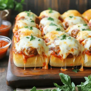 - 1 pound ground beef - 1/2 cup breadcrumbs - 1/4 cup grated Parmesan cheese - 1/4 cup fresh parsley, finely chopped - 1 clove garlic, minced - 1 large egg - 1 teaspoon salt - 1/2 teaspoon ground black pepper - 2 cups marinara sauce (plus extra for serving) - 12 soft slider rolls (preferably fluffy) - 1 cup shredded mozzarella cheese - 2 tablespoons olive oil - Optional: Fresh basil leaves for garnish Each ingredient plays a key role in making these sliders delicious: - Ground Beef: This is the main protein. It gives the sliders their hearty flavor. - Breadcrumbs: These keep the meatballs moist and add a nice texture. - Parmesan Cheese: This adds a rich, savory taste to the meatballs. - Fresh Parsley: This herb brings freshness and color to the dish. - Garlic: Minced garlic adds a strong flavor that complements the meat. - Egg: This binds the meat mixture, helping the meatballs hold their shape. - Salt and Black Pepper: These spices bring out the flavors of all the ingredients. - Marinara Sauce: This sauce coats the meatballs and adds a comforting, rich taste. - Slider Rolls: These are the base for your sliders. Choose soft rolls for easy pulling apart. - Mozzarella Cheese: This cheese melts beautifully and adds creamy goodness. - Olive Oil: This helps to brown the meatballs and adds flavor. - Fresh Basil: This is optional but adds a lovely touch of color and flavor. Feel free to mix things up! Here are some ideas to personalize your sliders: - Different Meat: You can use ground turkey or chicken for a lighter version. - Spices: Add red pepper flakes for a spicy kick. - Veggies: Mix in chopped bell peppers or onions for extra crunch. - Cheese Varieties: Try provolone or gouda for a different cheese flavor. - Toppings: Top with pickles or jalapeños for more zest. For the full recipe, check out the detailed steps to make these Pull-Apart Meatball Sliders. Enjoy! Start by setting your oven to 350°F (175°C). This warms things up for baking. While the oven heats, gather your ingredients. You will need ground beef, breadcrumbs, and Parmesan cheese. Don’t forget the parsley, garlic, egg, salt, and pepper. These will make your meatballs taste amazing! In a big bowl, mix the ground beef, breadcrumbs, and grated Parmesan cheese. Add the chopped parsley and minced garlic. Don’t forget the egg, salt, and black pepper. Use your hands to blend all the ingredients well. This is the secret to flavorful meatballs. Once mixed, roll the meat into small balls, about one inch wide. You should have around 15 to 18 meatballs. Heat one tablespoon of olive oil in a large skillet over medium heat. Add your meatballs and cook them until they are brown on all sides. This should take about 7 to 10 minutes. Once done, remove them from the skillet. Next, warm your marinara sauce in a separate pot over low heat. Add the browned meatballs to the sauce and stir gently to coat them well. Now, take your slider rolls and slice them in half. Place the bottom halves in a baking dish. Spoon the meatballs and sauce on top. Don’t hold back on the sauce! Sprinkle shredded mozzarella cheese over the meatballs. Place the top halves of the rolls on next. Brush olive oil on top for a nice finish. Cover the dish with foil and bake for 15 minutes. After that, remove the foil and bake for another 10 minutes. You want the cheese to melt and the tops to turn golden. Once done, let the sliders cool for a few minutes. Cut them apart with a sharp knife, and you’re ready to serve. You can even add fresh basil on top for a pop of color and flavor. Enjoy your delicious Pull-Apart Meatball Sliders! For the full recipe, click here. To make juicy meatballs, start with quality ground beef. I like to use 80/20 beef for the right balance of fat and flavor. Mixing in breadcrumbs helps keep the meatballs moist. Don't skip the egg; it binds the ingredients well. When shaping the meatballs, keep them small and uniform. This way, they cook evenly. Sautéing the meatballs before adding them to the sauce seals in the juices. Cook them until they are nicely browned, about 7-10 minutes. This step adds depth to the flavor. You can also avoid overcooking by using a meat thermometer. Aim for an internal temperature of 160°F (71°C). This ensures they are safe to eat and still juicy. To store leftover sliders, place them in an airtight container. They last about 3 days in the fridge. When reheating, use the oven for best results. Preheat to 350°F (175°C) and cover the sliders with foil. Bake for about 15 minutes. This keeps the bread soft and the cheese melty. If you want to freeze them, wrap each slider tightly in plastic wrap. Then place them in a freezer bag. They can last up to 3 months. To reheat frozen sliders, thaw them in the fridge overnight. Then bake as mentioned above. For the best flavor, serve sliders warm with extra marinara sauce. You can add fresh basil on top for a pop of color and taste. If you want a little kick, sprinkle some crushed red pepper flakes. Pair your sliders with a simple side salad or crispy fries. This makes for a fun and filling meal. You can also set up a slider bar with toppings like pickles, onions, or jalapeños. This way, everyone can customize their sliders. For the full recipe, check the detailed instructions above! {{image_4}} You can switch up the meat for your meatballs. Here are some great options: - Ground turkey - Ground chicken - Ground pork - Plant-based meat alternatives Using different meats can change the flavor. For example, ground turkey gives a lighter taste. Ground pork adds richness. Plant-based options can cater to vegetarians. Each choice brings a unique twist to your sliders. Sauces can elevate your sliders. While marinara is classic, consider these options: - Barbecue sauce for a smoky touch - Alfredo sauce for a creamy bite - Homemade pesto for fresh green notes Try mixing sauces too. A blend of marinara and barbecue can create a delicious fusion. Experiment with what you like best to find your perfect flavor. Toppings make your sliders special. Here are some fun ideas: - Sliced jalapeños for heat - Fresh arugula for a peppery crunch - Caramelized onions for sweetness Cheese can also vary. Instead of mozzarella, try: - Provolone for a bold taste - Cheddar for a sharp kick - Fontina for a nutty flavor Mix and match toppings and cheeses to customize your meal. Get creative and make it your own! For the full recipe, check out the detailed steps above. To store leftover sliders, first let them cool down to room temperature. Place the sliders in an airtight container. You can stack them if needed. They will stay fresh in the fridge for up to three days. If you want to keep them longer, consider freezing. To freeze sliders, wrap each one tightly in plastic wrap. Then, place the wrapped sliders in a freezer-safe bag or container. Make sure to remove as much air as possible from the bag. They can stay frozen for up to two months. When you are ready to eat, just take out what you need. When you want to eat your leftover sliders, you can reheat them easily. Preheat your oven to 350°F (175°C). Place the sliders on a baking sheet. Cover them with foil to keep them moist. Heat for about 15-20 minutes. If you like them crispy, remove the foil for the last 5 minutes. You can also microwave them for a quick option, but the oven gives better texture. For best flavor, serve with extra marinara sauce on the side. Pull-apart meatball sliders can last up to three days in the fridge. Store them in an airtight container. Make sure they cool down before sealing. This helps keep them fresh and tasty. Yes, you can make these sliders ahead of time. Prepare the meatball mixture and cook them. Assemble the sliders without baking. Cover and store them in the fridge. When you're ready, bake them as directed. This saves time and makes serving easy. Serve sliders warm with extra marinara sauce on the side. This adds flavor and a fun dipping option. You can also garnish with fresh basil leaves. This gives a nice touch and brightens the dish. Enjoy them at parties or family dinners! For the full recipe, check out the complete instructions above. Pull-apart meatball sliders are a fun and tasty dish. We covered ingredients, cooking steps, and tips to make them juicy. You learned about variations and how to store leftovers. These sliders are easy to make and customize. Remember, you can mix flavors and get creative with toppings. Enjoy this recipe for tasty meals! Use the tips to store and reheat properly. With a bit of planning, you can always have these sliders ready to enjoy!