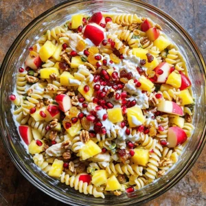 - Diced cooked chicken (leftover or rotisserie) - Chopped fresh apples (red or green) - Diced fresh pineapple (ripe and juicy) - Pomegranate seeds (for color and flavor) - Chopped walnuts (or pecans) To make a great Ensalada Navideña, you need fresh ingredients. First, use diced cooked chicken. Leftover chicken works well, or you can grab rotisserie chicken. Next, add chopped fresh apples, either red or green. Both give a sweet crunch. For a juicy touch, include diced fresh pineapple. Pomegranate seeds add vibrant color and a burst of flavor. Finally, toss in chopped walnuts or pecans for a nutty crunch. - Creamy Greek yogurt (for tanginess) - Honey (to balance flavors) - Fresh lime juice (for brightness) - Ground cinnamon (for warmth) Now, let’s talk dressing. Use creamy Greek yogurt for a tangy base. Honey adds a nice sweetness and balances the flavors. Squeeze in fresh lime juice for brightness. A dash of ground cinnamon gives the dressing warmth and depth. - Salt and pepper to taste - Additional honey for sweetness Seasoning is key. Add salt and pepper to taste. If you prefer a sweeter salad, stir in more honey. This allows you to adjust the flavors to your liking. For the full recipe, check the link. - Combine all fresh ingredients in a large mixing bowl. - Whisk together the yogurt dressing components in a separate bowl. - Pour the dressing over the salad mixture and gently toss. Start by adding the cooked pasta, diced chicken, chopped apples, diced pineapple, pomegranate seeds, walnuts, and raisins to your bowl. Make sure everything is mixed well. This step is key to getting the flavors combined. In another bowl, whisk the Greek yogurt, honey, lime juice, and ground cinnamon. This will make a creamy dressing with great flavor. Once it's smooth, pour it over your salad mix. Toss everything gently to coat each piece well. - Cover the salad and refrigerate for flavor enhancement. - Recommended chilling time for best results (at least 30 minutes). After mixing, cover your salad with plastic wrap or a lid. Put it in the fridge for at least 30 minutes. This chilling time is important. It helps all the flavors blend together. You can even make it a day ahead for extra flavor. - How to present the salad for festive occasions. - Garnishing tips for appealing presentation. When you’re ready to serve, dish the salad into individual bowls or a large platter. To make it look festive, sprinkle extra pomegranate seeds on top. A light dusting of cinnamon can add a nice touch too. This salad is not just tasty; it’s also beautiful on the table! To get the best texture in your Ensalada Navideña, choose the right pasta. Fusilli or rotini are perfect because they hold the dressing well. This makes each bite flavorful. Make sure your pasta is cooked al dente. It will stay firm and not get mushy. Cut your fruits and veggies into small, even pieces. This helps them mix well with the pasta. Try to use a sharp knife for clean cuts. It makes a big difference in how your salad looks and tastes. You can boost the flavor with extra spices and herbs. A pinch of nutmeg or a dash of ginger can add warmth. Fresh herbs like cilantro or mint also work well. They bring a fresh taste that brightens the salad. If you like it sweeter, add more honey or use different fruits. You might try mangoes or berries for a twist. These changes can make your salad more unique and delicious. Serving your Ensalada Navideña chilled is best. The cold salad feels refreshing, especially during the holidays. Be sure to refrigerate it for at least 30 minutes before serving. This helps the flavors meld together nicely. For special occasions, elevate your dish with garnishes. Extra pomegranate seeds on top give a pop of color. A light sprinkle of cinnamon adds warmth and a festive touch. You can also use fresh mint leaves for a bright look. {{image_4}} You can switch up proteins in Ensalada Navideña to fit your needs. If you want a meatless option, try using chickpeas or tofu. Both add protein and texture. For a different taste, consider shrimp or turkey as alternatives to chicken. When it comes to fruits and nuts, feel free to get creative. Instead of apples, you could use pears for a sweet twist. Swap the pineapple for mango if you like a tropical vibe. For nuts, pecans work great instead of walnuts. Each choice brings new flavors to the salad. If you follow a vegan diet, replace the Greek yogurt with a plant-based yogurt. This keeps the dressing creamy while making it dairy-free. You can also omit the honey or use agave syrup for sweetness. For those needing gluten-free options, choose gluten-free pasta. Many brands offer great alternatives that taste fantastic. Just make sure to check the label to ensure it meets your dietary needs. Ensalada Navideña varies by region, adding unique flavors and ingredients. In some places, people use jicama for crunch or add roasted peppers for a spicy kick. You can include local fruits that are in season to make it your own. Try adding avocado for creaminess or using local nuts like almonds. These choices celebrate your area’s flavors while keeping the dish festive. You can keep the Ensalada Navideña fresh in the fridge for up to three days. To store leftovers, place the salad in an airtight container. This helps keep it cool and safe from odors. Make sure to press out as much air as possible before sealing. You want to keep all those yummy flavors intact! You can freeze some ingredients, but not the whole salad. Freezing fresh fruits like apples and pineapple changes their texture. Instead, freeze only the cooked chicken and nuts if you have leftovers. When you're ready to eat, thaw the chicken in the fridge overnight. For the best quality, avoid refreezing thawed ingredients. You don’t need to reheat this salad. It tastes best cold! If you find it a bit soggy after refrigeration, add fresh fruits right before serving. This brings back the crunch and makes it look nice. A sprinkle of fresh pomegranate seeds can also help! Ensalada Navideña is a festive salad popular in Latin American culture. It celebrates Christmas with vibrant colors and flavors. This salad often includes fruits, nuts, and a creamy dressing. Each family may have their unique twist, making it a beloved holiday dish. To make Ensalada Navideña, start by mixing your fresh ingredients. Combine cooked pasta, diced chicken, chopped apples, and pineapple in a large bowl. Add pomegranate seeds, walnuts, and raisins for extra flavor. In a separate bowl, whisk together Greek yogurt, honey, lime juice, and cinnamon. Pour the dressing over the salad and mix gently. Season with salt and pepper. Chill for 30 minutes to blend the flavors. For a full recipe, check the detailed instructions above. Yes, you can make Ensalada Navideña ahead of time. Prepare the salad a day before your event. Store it in the fridge until you're ready to serve. This chilling time helps the flavors meld beautifully. Just remember to keep it covered to maintain freshness. Ensalada Navideña pairs well with many holiday dishes. Serve it alongside roasted meats, like turkey or ham. It also complements festive rice dishes. For beverages, consider sparkling water or a light white wine. These pairings create a delightful holiday feast. This article covered the basics of Ensalada Navideña, from fresh ingredients to serving suggestions. You learned how to mix crisp fruits, savory chicken, and a creamy yogurt dressing. Remember to chill your salad for better flavor. Feel free to personalize it with your favorite fruits or nuts. With a few tweaks, you can make it fit any diet. Enjoy this festive dish at your next gathering. It's a crowd-pleaser that highlights rich flavors and vibrant colors!