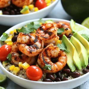 - Fresh shrimp selection and preparation Choose one pound of large shrimp. Look for shrimp that are firm and smell fresh. Peel and devein them before cooking. This helps keep the shrimp tender and clean. - Choosing the right spices and seasonings Use these spices for flavor: - 2 tablespoons extra virgin olive oil - 1 tablespoon smoked paprika - 1 teaspoon garlic powder - 1 teaspoon onion powder - 1/2 teaspoon cayenne pepper (adjust for spice level) - 1/2 teaspoon freshly ground black pepper - 1 teaspoon salt These spices create a smoky and spicy taste that enhances the shrimp. - Other key ingredients for bowl assembly Assemble your bowl with: - 1 cup cooked quinoa - 1 cup black beans, drained and rinsed - 1 cup corn kernels (canned or frozen) - 1 ripe avocado, sliced - 1 cup cherry tomatoes, halved - Fresh cilantro leaves, chopped, for garnish - Lime wedges, for serving Each ingredient adds color, texture, and nutrition. The quinoa acts as a base, while the beans and corn add protein and fiber. The fresh vegetables brighten up the dish. For the full recipe, check the details above. To start, you need to marinate the shrimp with spices. In a medium bowl, mix 1 pound of shrimp with 2 tablespoons of olive oil, 1 tablespoon of smoked paprika, 1 teaspoon of garlic powder, 1 teaspoon of onion powder, 1/2 teaspoon of cayenne pepper, 1/2 teaspoon of black pepper, and 1 teaspoon of salt. Toss well to coat the shrimp evenly. Let it sit for 15-20 minutes. This helps the spices soak in. Next, let’s focus on cooking techniques for optimal blackening. Preheat a large skillet over high heat until it's very hot. This high heat is key to getting that perfect blackened crust. Carefully place the marinated shrimp in a single layer in the skillet. Do not stir them for the first 2-3 minutes. This helps the shrimp get a good sear. Now, here are some safety tips for using high heat with shrimp. Always be cautious when working with hot oil. Use tongs to flip the shrimp, and avoid overcrowding the skillet. This ensures even cooking and a nice blackened look. Now it's time to assemble the bowl. Start with a generous spoonful of cooked quinoa as the base in each serving bowl. This provides a hearty foundation. Next, layer on the black beans and corn. Use 1 cup of black beans and 1 cup of corn. These add protein and sweetness. Then, add the beautifully blackened shrimp on top. Each bowl should look vibrant and colorful. After that, add sliced avocado and halved cherry tomatoes for freshness. Finally, garnish the bowls with chopped cilantro. This adds a fresh flavor and a pop of color. Serve each bowl with lime wedges on the side. Squeezing lime juice over the shrimp bowls adds a zesty kick. Enjoy your delicious blackened shrimp bowls! For full details, check the Full Recipe. How can I adjust spice levels to taste? Start with the cayenne pepper. This spice adds heat. Use less if you prefer mild flavors. You can also add more smoked paprika for a smoky taste without extra heat. Taste your spice mix before marinating the shrimp. Adjust it until it feels just right for you. What are tips for achieving the best crust? A hot skillet is key. Preheat your skillet until it is very hot. This helps the shrimp develop that nice blackened crust. Avoid overcrowding the pan; cook in batches if needed. This ensures each shrimp gets the heat it needs. Do not stir the shrimp too early; let them sear for a few minutes to form a good crust. What are common mistakes to avoid while cooking shrimp? One mistake is overcooking shrimp. They cook fast, so stay alert. Cook them just until they are opaque. Another issue is not using enough oil. A light coating helps with browning. Lastly, don’t skip marinating. It adds flavor and moisture to the shrimp, making your dish even better. What side dishes pair well with blackened shrimp bowls? You can serve your blackened shrimp bowls with a fresh salad. A simple green salad adds crunch. Grilled veggies also make a great side. Try roasted asparagus or bell peppers for a colorful plate. They complement the shrimp's bold flavors perfectly. What beverage recommendations complement the meal? A crisp white wine pairs nicely. A Sauvignon Blanc or Pinot Grigio works well. For a non-alcoholic choice, try sparkling water with lime. It refreshes and balances the dish's spice. What are creative serving ideas for gatherings or meal prep? You can create a build-your-own bowl station. Offer quinoa, beans, and toppings in separate bowls. Guests can customize their meals. For meal prep, pack everything in containers. This makes lunch easy and delicious throughout the week. It’s a fun way to enjoy blackened shrimp anytime! {{image_4}} You can customize your blackened shrimp bowls with different ingredients. If you want to replace quinoa, try brown rice or farro. Both add good fiber and taste. For beans, chickpeas work well. They have a nice texture and pack protein. If you want to switch up the protein, chicken or tofu are great options. Marinate them the same way as the shrimp. For a vegetarian or vegan dish, use grilled vegetables or tempeh. They absorb flavors well and add a hearty bite. To boost flavor, think about sauces or dressings. A squeeze of lime juice brightens up the dish. You could also drizzle some tahini or yogurt for creaminess. Seasonal ingredients can keep your meal fresh. Try adding bell peppers in summer or roasted squash in fall. Both give great taste and color. If you like more heat, toss in some jalapeños or a dash of hot sauce. For sweetness, consider adding mango or pineapple. They create a nice contrast with the spices. Explore these variations, and feel free to mix and match based on what you enjoy! To keep your blackened shrimp bowls fresh, store them in airtight containers. Place the shrimp, quinoa, beans, and veggies in separate containers if possible. This helps maintain their texture and flavor. When reheating, use the microwave for quick warming. Heat in short bursts to avoid overcooking the shrimp. You can also reheat in a skillet over low heat. Add a splash of water to keep it moist. If you plan to freeze the bowls, let them cool completely first. Freeze in airtight containers for up to three months. Thaw in the fridge overnight before reheating. Cooked shrimp can last in the fridge for about three days. Always check for any off odors or slimy texture before eating. For fresh vegetables, like avocado and tomatoes, consume them within a day or two. They spoil faster than grains or beans. Signs of spoilage include weird smells, changes in color, or a mushy feel. If something looks or smells off, it’s best to throw it away. What is the best type of shrimp for blackening? The best shrimp for blackening are large, fresh shrimp. Look for wild-caught shrimp if possible. They have better flavor and texture. Always choose shrimp that are peeled and deveined for ease. Can I prepare blackened shrimp in advance? Yes, you can prepare the shrimp in advance. Marinate them and store them in the fridge for up to an hour. Cooking is best done right before serving. This keeps the shrimp juicy and flavorful. How can I make blackened shrimp bowls spicier or milder? To adjust the spice level, change the amount of cayenne pepper. For milder shrimp, reduce or leave out the cayenne pepper. You can also add more paprika for flavor without heat. Caloric breakdown of the dish One serving of blackened shrimp bowls has about 450 calories. This includes shrimp, quinoa, black beans, and toppings. The healthy fats from avocado add richness. Health benefits of ingredients used This recipe is rich in protein from the shrimp and black beans. Quinoa adds fiber and nutrients. Avocado provides healthy fats and vitamins. Together, these ingredients create a balanced meal. Tips for making the recipe more nutritious To make it even healthier, use brown rice instead of quinoa. Add more veggies like bell peppers or spinach. These additions boost vitamins and minerals. What does “blackened” mean in cooking? "Blackened" means cooking food at high heat in a skillet. The spices create a dark, flavorful crust. This adds depth and a smoky flavor to the shrimp. Can I use an oven instead of a skillet for the shrimp? You can use an oven, but it won't give the same crust. If you bake the shrimp, use a high temperature, around 400°F, to mimic skillet cooking. How do I avoid overcooking shrimp? To avoid overcooking shrimp, watch the time closely. Cook for only 2-3 minutes on each side. Shrimp are done when they turn pink and opaque. Remove them from heat right away. Blackened shrimp bowls are a flavorful meal that you can easily create. Start with fresh shrimp, the right spices, and tasty ingredients. Follow simple steps to both marinate and cook the shrimp safely. Assemble your bowl with a solid base, and don’t forget the garnishes. Remember to adjust flavors and serve with fun sides. You can even swap ingredients for your taste. Storing leftovers properly keeps your meal fresh, and these bowls are great for meal prep. Enjoy making this dish again and again!