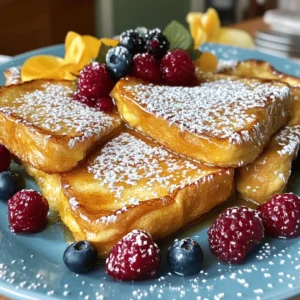 To make Overnight Crème Brûlée French Toast, gather these simple ingredients: - 1 loaf of brioche bread - 6 large eggs - 1 cup heavy cream - 1 cup whole milk - 1 cup granulated sugar - 1 tablespoon vanilla extract - 1 teaspoon ground cinnamon - 1 pinch of salt - 1 tablespoon unsalted butter (for greasing) - 1/4 cup granulated sugar (additional, for caramelizing) These ingredients work together to create a rich and creamy dish. The brioche bread adds a soft and sweet base. Eggs and dairy make the custard smooth. Sugar adds sweetness, while vanilla and cinnamon bring warmth and flavor. When choosing brioche, look for a fresh loaf. It should feel soft and have a golden color. This type of bread soaks up the custard well, giving you that melt-in-your-mouth texture. Gathering all these items before you start will make cooking easier. Prepare your kitchen, and let’s get ready to create something delicious! For the complete recipe, check out the Full Recipe. Start by greasing your baking dish with unsalted butter. Use a 9x13-inch dish for this recipe. Make sure to cover the bottom and sides well. This step prevents sticking and helps the French toast slide out easily later. In a large mixing bowl, add six large eggs. Whisk them together until they blend well. Then, pour in one cup of heavy cream and one cup of whole milk. Next, add one cup of granulated sugar, one tablespoon of vanilla extract, one teaspoon of ground cinnamon, and a pinch of salt. Keep whisking until the mixture is smooth and creamy. This custard mix adds rich flavor and moisture to the bread. Take the slices of brioche bread and lay them in a single layer in the greased baking dish. If needed, slightly overlap the slices to fit them all. Once the bread is arranged, pour the custard mixture evenly over the slices. Make sure each piece gets soaked well. Cover the dish tightly with plastic wrap and place it in the fridge overnight. This soaking time allows the bread to absorb all the tasty flavors. The next morning, preheat your oven to 350°F (175°C). After letting the dish sit at room temperature for about 15 minutes, put it in the oven. Bake uncovered for 30 to 35 minutes. You know it’s done when the top turns golden brown and a knife inserted in the center comes out clean. Once the French toast is baked, take it out of the oven and let it cool for a few minutes. Evenly sprinkle a quarter cup of granulated sugar over the top. Use a kitchen torch to caramelize the sugar, creating a crispy shell. If you don’t have a torch, you can place it under the broiler for a few minutes. Just keep a close eye on it to avoid burning. After caramelizing, let the French toast sit for a moment. Slice it into individual portions. Serve warm, garnished with fresh berries or a dollop of whipped cream. These toppings make the dish even more delightful. For the full recipe, check out the details provided above. Choosing the right bread makes a big difference. Brioche is soft and rich, perfect for soaking up the custard. Look for a loaf with a tight crumb and a golden crust. This bread easily absorbs the creamy mixture without falling apart. You want thick slices to hold the custard well. Fresh brioche works best, but day-old bread can also add a nice texture. Making this dish a day ahead is a great idea. Prepare everything the night before for easy cooking in the morning. After soaking, cover the dish tightly with plastic wrap. This helps the bread soak up all the flavors. Just pop it in the fridge and let it rest overnight. In the morning, you just bake it and enjoy! Avoiding soggy or dry French toast is key. Make sure your custard mixture is well whisked. This ensures even soaking. Each slice should be coated but not swimming in liquid. If using day-old bread, soak it for a shorter time. Keep an eye on the baking time. You want the top golden brown, but the inside should be soft and moist. A knife inserted should come out clean to show it’s done just right. {{image_4}} You can easily change the taste of your Overnight Crème Brûlée French Toast. Adding fruits or chocolate chips to the custard gives it a fun twist. - Fruits: Try mixing in berries, bananas, or even peaches. These fruits add sweetness and color. - Chocolate: Toss in some mini chocolate chips for a rich, decadent treat. They melt and create gooey pockets of chocolate. - Spices: Besides cinnamon, add nutmeg or cardamom for a warm flavor boost. These small changes can make your French toast extra special. If you need to make this dish fit your diet, there are great options. You can easily swap ingredients to make it dairy-free or gluten-free. - Dairy-Free: Use almond milk or coconut milk in place of whole milk. For the cream, try coconut cream or a dairy-free heavy cream substitute. - Gluten-Free: Choose gluten-free brioche or bread. Many brands offer tasty options that work well in this recipe. These substitutions help more people enjoy this delicious meal. How you serve this French toast can change the whole experience. Here are some fun ideas for toppings and syrups. - Toppings: Fresh berries, sliced bananas, or a sprinkle of nuts can enhance the dish. - Syrups: Drizzle with maple syrup, honey, or a fruit compote for extra flavor. - Whipped Cream: A dollop of whipped cream on top adds a light, airy touch that balances the richness. Feel free to mix and match these ideas. Each serving can be unique and exciting! After you enjoy your Overnight Crème Brûlée French Toast, store the leftovers in the fridge. Place the cooled French toast in an airtight container. This keeps it fresh and tasty. It can stay good for up to three days. If you want to keep the caramelized topping crisp, store it separately. Just sprinkle sugar on top right before you reheat. You can freeze this French toast if you want to save some for later. Wrap individual slices tightly in plastic wrap. Then, place them in a freezer bag. This method helps keep the flavor and texture intact. You can freeze it for about two months. If you want to freeze unbaked French toast, pour the custard over the bread, cover it, and freeze before baking. To enjoy your French toast again, reheat it in the oven for the best results. Preheat the oven to 350°F (175°C). Place the French toast on a baking sheet and cover it with foil. Bake for about 15-20 minutes until warm. If you prefer the microwave, heat slices for about 30 seconds at a time. Just remember, the oven keeps the texture nice and crispy. Yes, you can make this recipe in advance. In fact, it works best when you prepare it the night before. This gives the brioche bread time to soak in the custard. Here’s how to do it: - Grease your baking dish with unsalted butter. - Slice the brioche bread and arrange it in the dish. - Whisk the eggs, cream, milk, sugar, vanilla, cinnamon, and salt together. - Pour the custard over the bread. - Cover the dish tightly with plastic wrap and place it in the fridge overnight. This will help the flavors blend and create a rich texture. If you can’t find brioche, don't worry! You have options. Here are some great alternatives: - Challah: This eggy bread has a similar richness and texture. - French bread: Look for a soft loaf for best results. - Whole wheat bread: This adds a nutty flavor and is a healthy choice. Each of these options will give you a tasty result. Just remember that the texture and flavor may change slightly. Knowing when your French toast is done is key. Here are some signs to look for: - The top should be golden brown and slightly firm. - A knife inserted in the center should come out clean. - You can also gently shake the dish. It should not jiggle too much. If you see these signs, your French toast is ready! Enjoy the delightful aroma as it bakes. This blog post detailed how to make French toast using brioche bread and a rich custard mix. You learned about the ingredients, step-by-step instructions, and tips for the best results. We also explored fun variations and storage options to keep your dish fresh. Always remember to adapt recipes to fit your taste. Enjoy crafting your perfect French toast and share it with friends and family for a delightful feast!