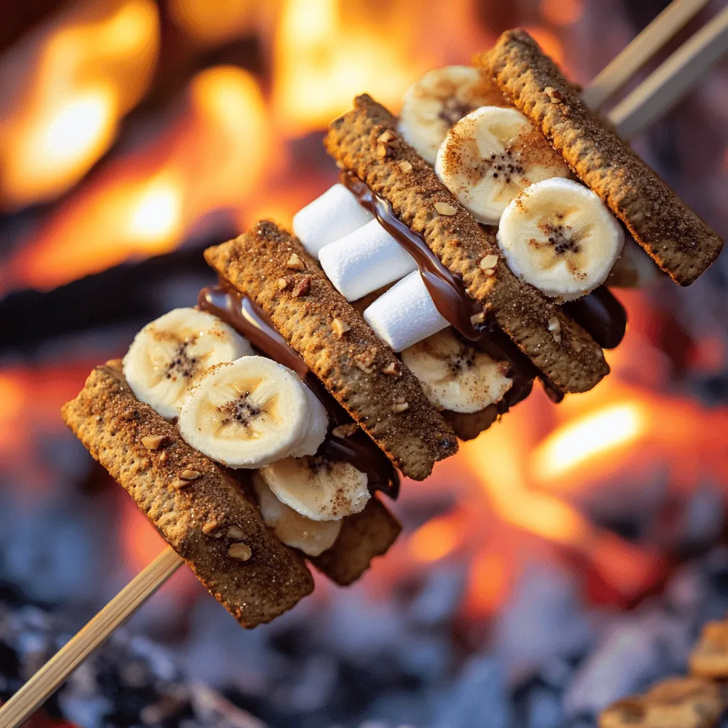 To make the best campfire s'mores, you need a few key items. These are: - 1 sleeve of graham crackers - 1 cup of mini marshmallows - 1 cup of chocolate bars (milk chocolate or dark chocolate) - Skewers or roasting sticks These four ingredients create the classic s'more taste that everyone loves. The graham crackers provide a crunchy base. The chocolate adds a rich flavor. The marshmallows give that sweet, gooey texture. To make your s'mores even better, consider adding these fun extras: - 1 ripe banana, sliced - ¼ teaspoon ground cinnamon - ½ cup chopped nuts (optional) The ripe banana adds a unique twist. It brings a fruity taste that pairs well with chocolate. A sprinkle of cinnamon gives a warm spice. Chopped nuts add crunch and more flavor. You can mix and match these add-ins to suit your taste. Having the right tools makes s'mores easy and fun to prepare. Here’s what you need: - Skewers or roasting sticks for toasting marshmallows - A small plate for assembling your s'mores - A campfire or fire pit With these tools, you’ll be ready to enjoy your delicious treats. The skewers allow you to hold the marshmallows over the fire safely. A plate helps keep your workspace tidy while you build your s'mores. Start your campfire by gathering wood and kindling. Light the fire safely and let it burn down. Wait until you see glowing coals; this is the best time to cook. The heat will be even, making it perfect for roasting. While waiting, you can enjoy the fresh air and relax. Now, let’s build those tasty s'mores. First, break your graham crackers into squares. You’ll need two pieces for each s'more. Place one square on a clean surface. On top of it, add a piece of your favorite chocolate. You can use milk or dark chocolate. Next, slice a ripe banana and place a few slices on the chocolate. A sprinkle of ground cinnamon adds a nice touch too! Top it off with mini marshmallows. Make sure to pile them high for a gooey treat. Finally, place the other graham cracker square on top, pressing gently to hold everything together. Now comes the fun part—roasting the marshmallows! Take a skewer or roasting stick and carefully pierce your s'more. Hold it above the fire, but not too close. Rotate it slowly over the glowing embers. Keep an eye on it; you want the marshmallows to turn golden brown and start to bubble. This process takes about 1-2 minutes. Be careful not to let them catch fire! Once they are perfectly toasted, take your s'more off the fire. Allow it to cool for a few seconds before taking a big bite. If you want more crunch, roll the edges in chopped nuts. Enjoy your delicious campfire treat! For the complete Campfire S'mores Delight recipe, check out the [Full Recipe]. To roast marshmallows well, start by holding them away from the flames. Aim for the glowing embers; they heat evenly. Rotate your marshmallow slowly to achieve a nice golden color. If it catches fire, blow it out quickly. This will help avoid that burnt taste. A perfect marshmallow should be gooey on the inside. Safety is key when cooking over a fire. Always have a bucket of water or sand nearby. This helps in case the fire spreads or if you need to cool down hot items. Never leave the fire unattended, especially with kids around. Use long skewers to keep hands safe from heat. Wear closed shoes to protect your feet from hot coals. Cleanup can be simple with a few tricks. Bring trash bags to collect waste. Keep your area tidy as you cook. Use foil to wrap leftover food scraps. This keeps your site neat and makes it easier to carry home. After the fire cools, make sure to fully extinguish it. Pour water over the ashes and stir until cold. This way, you leave no trace behind. {{image_4}} You can use many kinds of chocolate for s'mores. Instead of milk chocolate, try dark chocolate or white chocolate. Each type gives a unique taste. If you want something fun, consider peanut butter cups or caramel-filled chocolates. They melt nicely and add a sweet twist. S'mores are not just about chocolate and marshmallows. You can mix flavors! Try adding fruit like strawberries or raspberries for a fresh touch. You can also spread peanut butter on your graham cracker before adding chocolate. This makes the s'mores rich and creamy. Don't forget spices! A pinch of sea salt or cinnamon can boost the taste. If you have food needs, you can still enjoy s'mores. Use gluten-free graham crackers if you're avoiding gluten. For a vegan option, swap out the chocolate for dairy-free chocolate and use vegan marshmallows. You can also replace graham crackers with rice cakes or cookies. These choices keep the fun alive while respecting your diet. For more fun ideas, check the Full Recipe! To keep your s'mores ingredients fresh, store them in airtight containers. This method will help maintain their flavor and texture. For graham crackers, place them in a sealed bag or container. Chocolate bars can stay in their wrappers, but a container adds extra protection. Mini marshmallows should also go in a sealed bag. Make sure to keep them in a cool, dry spot. You can prep some ingredients ahead of time for easy assembly. Break graham crackers into squares and store them in a container. Slice bananas and put them in a bowl with a bit of lemon juice. This keeps them from browning. You can also pre-portion your chocolate and nuts into small bags. This way, you save time when it’s time to make s'mores. - Graham crackers: They last about 6 months if stored properly. - Chocolate bars: They can stay fresh for up to a year. - Mini marshmallows: They usually last around 8 months. - Bananas: Use them fresh, as they don’t store well. By following these tips, you’ll enjoy your campfire s'mores at their best! For complete details on making this delicious treat, check the Full Recipe. If you can’t find graham crackers, use cookies or biscuits. Shortbread or digestive biscuits work well too. They add a nice crunch and sweetness to your s'mores. You can even try rice cakes for a gluten-free option. Just choose something that can hold the gooey filling well. Yes, you can make s'mores indoors! Use a microwave or an oven. For the microwave, stack your s'more on a microwave-safe plate. Heat it for about 10-15 seconds until the marshmallow puffs up. If using an oven, preheat it to 350°F (175°C). Bake your s'mores on a baking sheet for 5 minutes. This method gives you that tasty, melty goodness without a campfire. To toast marshmallows perfectly, hold them above the glowing embers, not the flames. Rotate them slowly for even cooking. Aim for that golden brown color. If they start to burn, move them further away from the heat. It takes practice, but you’ll get it right! Enjoy the sweet, melted marshmallow in your s'mores. Check out the Full Recipe for more tips on making delicious s'mores! S'mores are a fun and tasty treat that anyone can make. We covered all the key ingredients, tools, and steps to craft perfect s'mores over a campfire. I also shared tips to roast marshmallows safely and easily clean up afterward. Plus, we explored variations and storage methods to keep your ingredients fresh. Enjoy experimenting with flavors and sharing fun s'mores moments with friends. Remember, whether indoors or out, s'mores bring smiles to every gathering. Happy s'moring!