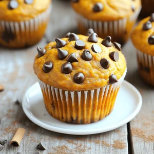 To make the best Pumpkin Chocolate Chip Muffins, gather these simple ingredients: - 1 ½ cups all-purpose flour - 1 cup canned pumpkin puree - ½ cup brown sugar, packed - ½ cup granulated sugar - ½ cup vegetable oil - 2 large eggs - 1 teaspoon vanilla extract - 1 teaspoon baking soda - ½ teaspoon baking powder - ½ teaspoon salt - 1 teaspoon ground cinnamon - ½ teaspoon ground nutmeg - 1 cup semi-sweet chocolate chips When you collect these items, you set the stage for a tasty treat. Each ingredient plays a vital role. The canned pumpkin adds moisture and flavor, while the sugars create sweetness. The oils help the muffins stay soft. The spices, like cinnamon and nutmeg, bring warmth and aroma. The chocolate chips add a rich, sweet surprise with each bite. You can find the full recipe at Delicious Pumpkin Chocolate Chip Muffins . Enjoy baking! - Preheat oven to 350°F (175°C). - Line or grease muffin pan. To start, you need to preheat your oven. This step is vital for baking. While the oven warms, get your muffin pan ready. You can use paper liners or grease the cups with cooking spray. This helps the muffins come out easily. - Combine flour, baking soda, baking powder, salt, cinnamon, and nutmeg. Next, grab a large bowl. In it, mix the flour, baking soda, baking powder, salt, cinnamon, and nutmeg. Use a whisk to blend these dry ingredients. Make sure there are no lumps. This mix adds flavor and structure to your muffins. - Blend pumpkin puree, sugars, oil, eggs, and vanilla. Now, take another bowl. Here, you will blend the pumpkin puree, brown sugar, granulated sugar, vegetable oil, eggs, and vanilla extract. Whisk until smooth. This mixture gives the muffins moisture and sweetness. - Gradually mix dry ingredients into wet ingredients. - Fold in chocolate chips. It's time to combine the two mixtures. Gradually add the dry mix to the wet mix. Stir gently until just moistened. Overmixing can make the muffins tough. After that, use a spatula to fold in the chocolate chips. They will melt slightly during baking, adding a delightful touch. - Pour batter into muffin cups. - Bake and check for doneness. Now, pour the batter into your prepared muffin cups. Fill each cup about three-quarters full. This allows the muffins to rise nicely. Place the muffin pan in the oven and bake for 18 to 20 minutes. To check if they are done, insert a toothpick into the center of a muffin. It should come out clean or with just a few crumbs. Once baked, let them cool in the pan for 5 minutes before moving them to a wire rack. For the complete recipe, refer to Delicious Pumpkin Chocolate Chip Muffins . Overmixing can ruin your muffins. When you mix too much, the muffins turn tough. For soft and tender muffins, mix gently. Combine the wet and dry ingredients just until you see no dry flour. It is okay if the batter looks a bit lumpy. This keeps your muffins light and fluffy. To make fluffy muffins, focus on two key things: the right ingredients and proper mixing. Use fresh baking powder and baking soda. This helps your muffins rise well. Also, let your ingredients come to room temperature. This small step makes a big difference. When you pour the batter into the muffin cups, fill them only three-quarters full. This allows space for rising without spilling over. You can easily swap some ingredients if needed. For a healthier muffin, replace white sugar with honey or maple syrup. If you want to cut fat, use applesauce instead of oil. You can even use whole wheat flour instead of all-purpose flour for more fiber. Just remember to adjust the liquid in your recipe. These changes keep your muffins delicious while adding a twist! For the complete list of ingredients, check the Full Recipe. {{image_4}} You can make your pumpkin chocolate chip muffins even better with fun add-ins. Here are some ideas: - Nuts: Add chopped walnuts or pecans for a crunchy texture. - Fruits: Mix in dried cranberries or raisins for added sweetness. - Spices: A pinch of ginger or cloves can give a warm kick. Feel free to experiment with these options. They can bring new flavors to your muffins! If you need a gluten-free version, it’s easy to swap flour. Use a gluten-free flour blend instead of all-purpose flour. Look for one that has a good mix of starches and proteins. This will help your muffins rise and stay fluffy. Just measure the same amount of gluten-free flour as the recipe calls for, and you’re set! For a vegan twist, you can replace the eggs and oil. Use a “flax egg” instead of each egg. To make a flax egg, mix one tablespoon of ground flaxseed with three tablespoons of water. Let it sit for a few minutes to thicken. For the oil, choose a plant-based oil like coconut or avocado oil. This keeps your muffins moist and delicious. To keep your pumpkin chocolate chip muffins fresh, store them at room temperature. Place them in an airtight container. This helps keep them moist. You can also use a zip-top bag. If you stack the muffins, add a piece of parchment paper between layers. This prevents them from sticking together. If you want to save muffins for later, freezing is the best option. Allow the muffins to cool completely first. Wrap each muffin in plastic wrap. Then, place them in a freezer-safe bag or container. When you are ready to eat, remove a muffin from the freezer. Let it thaw at room temperature. You can also heat it in the microwave for about 20 seconds. This brings back the warmth and taste. These muffins stay fresh for about 3 to 4 days at room temperature. If you freeze them, they can last up to 3 months. After that, they may lose flavor and texture. Always check for any signs of spoilage before enjoying. For the full recipe, visit Delicious Pumpkin Chocolate Chip Muffins . Yes, you can make these muffins ahead of time. Simply bake them and let them cool. After cooling, store them in an airtight container. They will stay fresh for about three days at room temperature. You can also freeze them for up to three months. Just thaw them before serving. To make pumpkin puree from scratch, choose a small sugar pumpkin. Cut it in half and remove the seeds. Place the halves cut-side down on a baking sheet. Bake at 350°F (175°C) for about 45 minutes. Once soft, scoop out the flesh and puree it in a blender or food processor until smooth. Muffins can sink due to too much liquid or not enough flour. Overmixing can also cause sinking. To solve this, measure your ingredients carefully. Mix gently until just combined. Avoid opening the oven door too early, as this can cause them to collapse. You can use many different ingredients instead of chocolate chips. Consider using chopped nuts, dried fruits, or white chocolate chips. For a twist, try adding peanut butter chips or spices like cardamom for a unique flavor. Yes, you can double the recipe! Just ensure you have a large enough mixing bowl. Bake the muffins in batches if your oven cannot fit two muffin pans at once. Keep an eye on baking time; larger batches may need a few extra minutes. You can find the full recipe for these delicious pumpkin chocolate chip muffins in the section titled Delicious Pumpkin Chocolate Chip Muffins . You now have a guide to make tasty pumpkin chocolate chip muffins. We covered the key ingredients, step-by-step instructions, and tips for perfect texture. Remember, gentle mixing makes a big difference in softness. You can also make these muffins gluten-free or vegan. Store them well to keep them fresh, and they will be a treat for days. Enjoy baking and sharing this delicious recipe with family and friends! Happy cooking!