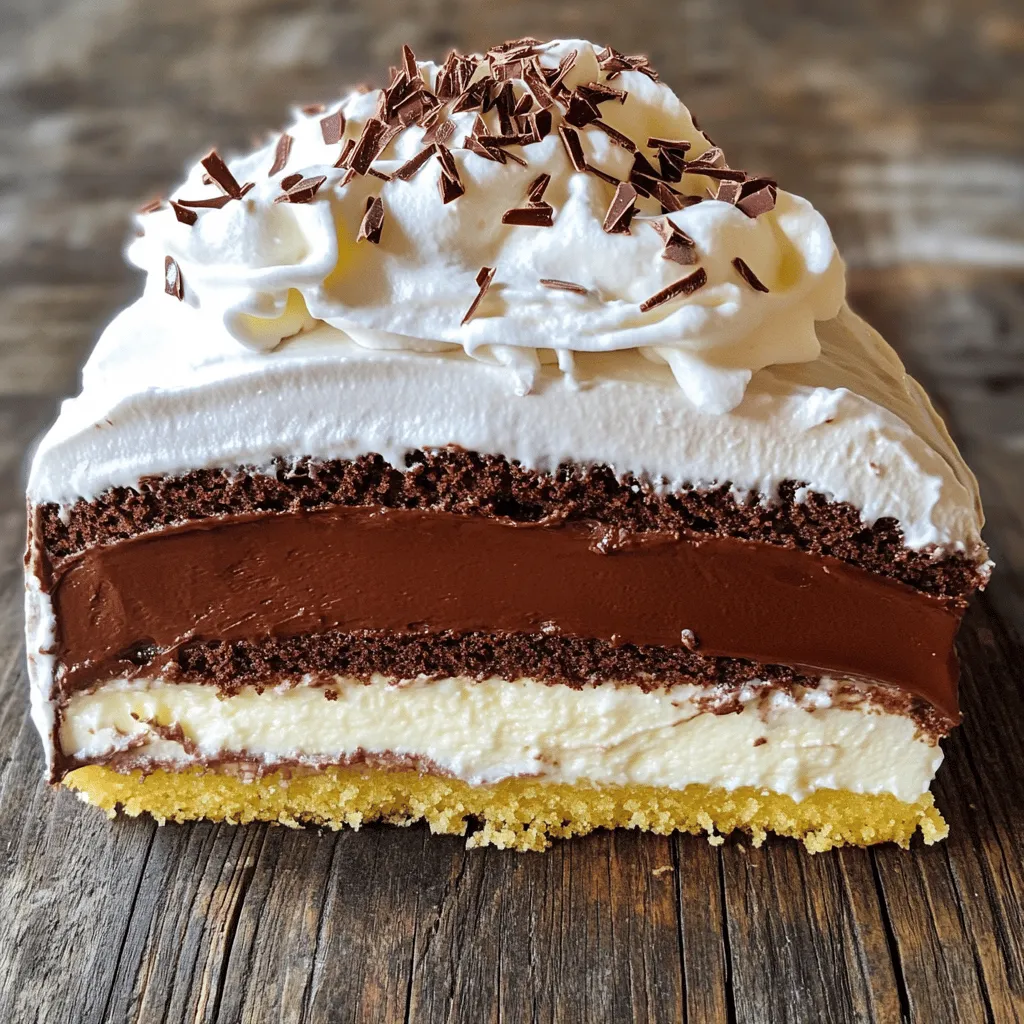 To make French Silk Pie Cake, you need the following key ingredients: - 1 cup all-purpose flour - 1/2 cup unsweetened cocoa powder - 1/2 teaspoon baking powder - 1/4 teaspoon salt - 1/2 cup unsalted butter, softened - 1 cup granulated sugar - 2 large eggs - 1 teaspoon pure vanilla extract - 1 cup heavy cream, chilled - 1/4 cup powdered sugar - 1/2 cup semi-sweet chocolate chips - Whipped cream (for topping) - Chocolate shavings (for garnish) Want to elevate the taste? Consider adding: - A splash of espresso for a richer chocolate flavor - A teaspoon of almond extract for a nutty twist - A pinch of sea salt to enhance sweetness No worries if you are missing some items. Here are some swaps: - Use whole wheat flour instead of all-purpose flour for added fiber. - Coconut oil can replace unsalted butter for a dairy-free option. - Substitute maple syrup for granulated sugar for a natural sweetener. - For a lighter texture, yogurt can replace heavy cream. These substitutions keep the cake's essence while catering to different needs. Remember, cooking is about creativity and experimenting! For the full recipe, check out the details above. Gather all your ingredients first. This helps you stay organized. You will need: - 1 cup all-purpose flour - 1/2 cup unsweetened cocoa powder - 1/2 teaspoon baking powder - 1/4 teaspoon salt - 1/2 cup unsalted butter, softened to room temperature - 1 cup granulated sugar - 2 large eggs - 1 teaspoon pure vanilla extract - 1 cup heavy cream, chilled - 1/4 cup powdered sugar - 1/2 cup semi-sweet chocolate chips - Whipped cream (for topping) - Chocolate shavings (for garnish) Preheat your oven to 350°F (175°C). Grease and flour a 9-inch round cake pan. This step is very important to avoid sticking. In a medium bowl, sift together the flour, cocoa powder, baking powder, and salt. This ensures no lumps in your cake. In a large bowl, cream the softened butter with the granulated sugar using an electric mixer. Beat until it looks light and fluffy, about 3-5 minutes. Add the eggs one by one, mixing well after each. Stir in the vanilla extract to add flavor. Now, slowly mix the dry ingredients into the wet mixture on low speed. Make sure you do not overmix. Pour the batter into your prepared cake pan. Bake for 25-30 minutes. To check if it’s done, insert a toothpick in the center. If it comes out clean, the cake is ready. Let it cool in the pan for 10 minutes before transferring it to a wire rack. In a small saucepan, melt the semi-sweet chocolate chips over low heat. Stir until smooth and then let it cool for a few minutes. In another bowl, whip the heavy cream and powdered sugar until you see soft peaks. This will make your filling light and fluffy. Gently fold the cooled melted chocolate into the whipped cream. Mix it carefully until fully combined. You should have a rich, airy chocolate filling ready to go! Once the cake is completely cool, slice it in half horizontally with a serrated knife. Spread half of the chocolate filling on the bottom layer. Place the top layer back on and then spread the remaining filling on top. Cover the cake with plastic wrap and chill it in the fridge for at least 1 hour. This allows the filling to set and firm up. When you're ready to serve, top it with whipped cream and sprinkle chocolate shavings for decoration. You can find the full recipe for this delightful cake to ensure you don’t miss any steps! To make the best French Silk Pie Cake, focus on the cake texture. Use room temperature butter for easy mixing. This helps create a light and fluffy batter. Be careful not to overmix when combining wet and dry ingredients. Overmixing can lead to a dense cake. Aim for a smooth batter with small lumps. This gives you a tender cake that rises well. Whipping cream is key for that dreamy texture. Start with heavy cream that is very cold. Chill your mixing bowl, too, for better results. Use an electric mixer on medium speed. Mix until soft peaks form. This means the cream should hold its shape but still look soft. Add powdered sugar gradually to sweeten it. For a flavor twist, add a splash of vanilla extract. Presentation is all about fun and flair. After chilling the cake, top it with whipped cream. Use a spatula or piping bag for a pretty design. Then, sprinkle chocolate shavings on top. They add a nice touch and make it look fancy. Serve slices on decorative plates to impress your guests. Enjoy the delight of every bite! {{image_4}} You can switch up the flavors in your French Silk Pie Cake. Instead of cocoa powder, try using matcha powder for a fun twist. This gives a green tea flavor that surprises everyone. You can also add orange zest to the batter for a bright citrus note. Almond extract is another great option for a nutty flavor. If you need a gluten-free version, swap the all-purpose flour for almond flour or a gluten-free blend. Make sure to check the baking powder and cocoa powder labels for gluten-free certification. This way, you can still enjoy this delicious cake without gluten. To make this cake vegan, you can replace the eggs with flax eggs. Mix one tablespoon of flaxseed meal with three tablespoons of water. Let it sit until it thickens, then use it in place of each egg. Use coconut cream instead of heavy cream for the filling. It whips up nicely and adds a rich flavor. For the Full Recipe, you can find detailed steps and ingredients to guide you through making this delightful cake. Store leftover French Silk Pie Cake in an airtight container. This keeps it fresh and moist. If you don’t have a container, wrap the cake tightly in plastic wrap. Place it in the fridge to maintain its flavor and texture. This method works best for a few days. You can freeze this cake for longer storage. First, let the cake cool completely. Then, wrap each slice in plastic wrap tightly. Next, place the wrapped slices in a freezer bag. Be sure to label the bag with the date. The cake can last up to three months in the freezer. When ready to enjoy, thaw it in the fridge overnight. The shelf life of your cake depends on how you store it. When kept in the fridge, it lasts about 5 to 7 days. If you freeze it, the flavor remains great for up to three months. Just remember, the sooner you eat it, the better it tastes! French Silk Pie Cake is a dreamy dessert that blends cake and pie. It features a rich chocolate filling that mimics the classic French silk pie. The cake is soft, moist, and topped with whipped cream. Each bite offers a sweet chocolate flavor that melts in your mouth. It’s perfect for any occasion or simply as a treat. Yes, you can make this cake ahead of time. Just prepare the cake and chill it in the fridge. It stays fresh for a few days. This makes it a great choice for parties or gatherings. You can simply take it out before serving and add the whipped cream topping. To prevent sticking, grease and flour your pan well. Use a non-stick spray or butter to coat the inside. Dust the pan with flour, shaking out the excess. This will help the cake release easily after baking. If you follow these steps, you should have no issues. You can serve this cake with a dollop of whipped cream on top. Fresh berries, like strawberries or raspberries, add a nice touch. You can also drizzle chocolate sauce for extra sweetness. Each side offers a different flavor that pairs well with the cake. Enjoy experimenting with your favorite toppings! This blog post shared key steps to make a French Silk Pie Cake. We discussed essential and optional ingredients, plus tasty substitutions. I led you through preparation, mixing, and baking. You learned how to create a rich filling and assemble your cake. Tips on texture, whipped cream, and presentation helped enhance your skills. We also explored variations for different diets and how to store leftovers effectively. Remember, this cake is versatile and can delight any crowd. Enjoy your baking journey!