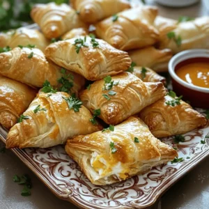 - 1 can (8 oz) refrigerated crescent roll dough - 1 cup lump crab meat, drained and flaked - 1 cup cream cheese, softened - 1/2 cup shredded sharp cheddar cheese - 1/4 cup green onions, finely chopped - 1 tablespoon freshly squeezed lemon juice - 1 teaspoon garlic powder - 1/2 teaspoon Old Bay seasoning (optional) - Salt and pepper to taste - 1 egg, beaten (for egg wash) To make Crab & Cheese Stuffed Crescent Puffs, you need simple yet delicious ingredients. The star is the lump crab meat. It brings a sweet and ocean-fresh taste. The cream cheese gives a creamy texture that balances the dish. Sharp cheddar adds a nice kick, while green onions bring a bit of crunch and flavor. You might wonder about the Old Bay seasoning. It adds a hint of spice and depth. Feel free to skip it if you prefer. The lemon juice brightens the filling, making every bite refreshing. - Spices to enhance taste - Alternative cheeses (e.g., mozzarella) You can play with spices if you want. Try adding cayenne for heat or dill for a fresh taste. If you love cheese, swap in mozzarella for a gooey texture. - Baking sheet - Parchment paper - Mixing bowl - Pastry brush Using the right tools makes cooking easier. A baking sheet lined with parchment paper helps with clean-up. A mixing bowl is essential for blending the filling. Don’t forget a pastry brush for that golden egg wash! This recipe is all about making cooking fun and easy. Check the Full Recipe for more details on how to put it all together. - Preheat the oven to 375°F (190°C). - Unroll the crescent roll dough. Separate it into triangles along the pre-scored lines. - In a bowl, combine the crab meat, cream cheese, cheddar cheese, green onions, lemon juice, garlic powder, and Old Bay seasoning (if using). - Mix gently until well blended. This helps all the flavors come together. - Place a generous 1-2 tablespoons of the filling on the wide end of each triangle. - Roll the dough from the wide end to the tip. Pinch the edges firmly to seal the filling inside. - Arrange the stuffed puffs on a baking sheet lined with parchment paper. - Brush the tops with the beaten egg to give them a nice golden color. - Bake for 12-15 minutes until puffed and golden brown. You can find the full recipe in the previous section. Enjoy your cooking journey! To achieve the best texture, focus on the dough. Use fresh crescent roll dough for fluffy puffs. Roll the dough gently around the filling. This keeps air inside, making them light and airy. Make sure to pinch the edges tightly. This prevents any filling from leaking out during baking. Use a small amount of filling; too much can cause spills. Garnishing ideas can elevate your dish. A sprinkle of fresh parsley adds color and freshness. You can also use chives or dill for a twist. Pair these puffs with tasty dipping sauces. Cocktail sauce offers a nice tang. Lemon aioli brings a creamy, zesty flavor that complements the puffs well. Ovens can vary, so check your puffs as they bake. If your oven runs hot, reduce the bake time slightly. For even cooking, rotate the baking sheet halfway through. This helps all sides cook perfectly. If you use multiple trays, bake them one at a time for the best results. Follow the Full Recipe for step-by-step guidance. {{image_4}} You can switch up the main protein in these puffs. For a tasty twist, use shrimp or cooked chicken instead of crab. Both will bring their unique flavors while still being creamy and delicious. If you want a meat-free option, try a filling made of spinach and feta. This mix gives you a fresh taste and a nice texture, making it a great choice for vegetarians. Cheese is key to making these puffs creamy and rich. While cream cheese is a classic choice, feel free to explore other options. You can mix in mozzarella for a milder flavor or even pepper jack for a bit of spice. Combining different cheeses can create a new taste every time. If you need a dairy-free option, use a cream cheese alternative made from nuts. It still gives that creamy texture without the dairy. Want to kick up the heat? You can add spicy seasonings to the filling. Things like cayenne pepper or chili powder can make a big difference. If you love heat, consider adding jalapeños or a splash of hot sauce. This will give your puffs a spicy flair that many will enjoy. Adjust the spice to match your taste; it’s all about what you like! For the full recipe, check out the Crab & Cheese Stuffed Crescent Puffs. Store leftover puffs in the fridge. Place them in an airtight container. This helps keep them fresh. You can also wrap them in plastic wrap. Make sure to seal it well. This prevents air from getting in. Leftover puffs taste best within three days. You can freeze the puffs before baking. To do this, assemble the puffs and place them on a baking sheet. Freeze them for about an hour. Once frozen, transfer them to a freezer bag. Seal the bag tightly and label it. You can also freeze baked puffs. Let them cool, then place in a container. Use the same method as above. When you are ready to eat, reheat them in the oven at 350°F (175°C) for about 10-15 minutes. In the fridge, the puffs last about three days. If you freeze them, they can last up to three months. Check for signs of spoilage before eating. Look for strange smells or changes in color. If the puffs feel sticky or slimy, it’s best to throw them away. Proper storage keeps your crab & cheese stuffed crescent puffs tasting great. Look for a golden brown color on top. The puffs should be puffy and firm. If they are still pale, give them a couple more minutes. You can also check the bottom; it should be slightly crispy. Yes, you can make the filling a day in advance. Just store it in the fridge in a sealed container. When ready to use, let it sit at room temperature for a bit before filling the dough. This helps it spread easily in the puffs. There are many fun ways to use leftover filling. You can spread it on crackers for a snack. Try mixing it with pasta for a creamy dish. You can even use it in a sandwich or wrap for a tasty lunch. Absolutely! You can use puff pastry for a flakier texture. Phyllo dough is another option for a lighter bite. Just keep in mind that baking times may change, so watch them closely. Check the [Full Recipe] for more details. You learned how to make delicious Crab & Cheese Stuffed Crescent Puffs. We covered the ingredients needed, step-by-step instructions, and tips for perfecting your dish. Don’t forget that you can switch up ingredients for different flavors or save leftovers. Enjoy making these tasty bites for any occasion. Your family and friends will love them, and you’ll feel proud of your cooking skills. Try these today and savor every bite!
