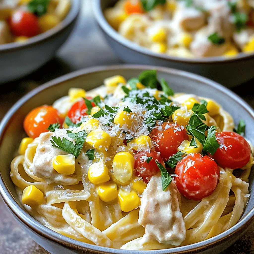 Here are the ingredients you need for Creamy Cowboy Butter Chicken Linguine: - 8 oz linguine pasta - 2 tablespoons unsalted butter - 1 pound boneless chicken breast, diced into bite-sized pieces - 4 cloves garlic, minced - 1 small onion, finely chopped - 1 cup heavy cream - 1 cup chicken broth (low sodium recommended) - 1 cup corn kernels (fresh or frozen) - 1 teaspoon smoked paprika - 1 teaspoon ground cumin - ½ teaspoon chili powder - ½ teaspoon salt (adjust to taste) - ¼ teaspoon ground black pepper - 1 cup cherry tomatoes, halved - ¼ cup fresh parsley, chopped (for garnish) - ¼ cup grated Parmesan cheese (optional) If you don’t have all the ingredients, here are some easy swaps: - Linguine: Use fettuccine or spaghetti if you prefer. - Chicken Breast: Swap with chicken thighs for more flavor. - Heavy Cream: Substitute with half-and-half for a lighter sauce. - Corn: Use peas or skip it altogether if you don’t like corn. - Parmesan Cheese: Try crumbled feta or leave it out for a dairy-free option. To make this dish, you will need: - A large pot for boiling pasta. - A spacious skillet for cooking the chicken and sauce. - A cutting board and knife for chopping ingredients. - Measuring cups and spoons for accuracy. - A stirring spoon to mix everything well. This list helps you gather what you need for a delightful meal. For the full recipe, check the earlier section to guide you in cooking this tasty dish. First, grab a large pot and fill it with water. Add a pinch of salt. Bring the water to a boil over high heat. Once it boils, add 8 oz of linguine pasta. Cook it according to the package instructions until it is al dente. This usually takes about 9-11 minutes. After cooking, drain the pasta in a colander. Save a small cup of pasta water for later. This water can help adjust the sauce if needed. Next, take a large skillet and place it over medium heat. Add 2 tablespoons of unsalted butter. Let the butter melt until it starts to foam. Then, add 1 pound of diced chicken breast to the skillet. Season the chicken with ½ teaspoon of salt, ¼ teaspoon of black pepper, 1 teaspoon of smoked paprika, 1 teaspoon of ground cumin, and ½ teaspoon of chili powder. Cook the chicken for about 5-7 minutes. Stir it occasionally until it turns golden brown and is fully cooked. Once the chicken is ready, add a finely chopped small onion and 4 minced garlic cloves to the skillet. Sauté these for 2-3 minutes. You want the onion to turn translucent and the garlic to become fragrant. Now, pour in 1 cup of chicken broth and 1 cup of heavy cream into the skillet with the chicken. Stir well to mix everything together. Let this mixture come to a gentle simmer. Allow it to cook for about 5 minutes. This helps the flavors blend perfectly. After that, stir in 1 cup of corn kernels and 1 cup of halved cherry tomatoes. Let everything simmer for another 3-4 minutes. This step heats the corn and slightly thickens the sauce. Then, gently add the cooked linguine to the skillet. Toss it well in the creamy sauce. If the sauce seems too thick, add a splash of the reserved pasta water. Heat everything through for about 1 minute. Finally, remove the skillet from the heat. If you want extra creaminess, stir in ¼ cup of grated Parmesan cheese. This step is optional but adds a nice richness. Garnish with ¼ cup of chopped fresh parsley before serving. For the full recipe, check out the complete instructions. Enjoy your creamy cowboy butter chicken linguine! To cook chicken well, use fresh, quality meat. Cut it into even pieces. This helps it cook evenly. I recommend seasoning the chicken with salt and pepper first. Cook it in hot butter until golden brown. This usually takes 5-7 minutes on medium heat. Don't overcrowd the pan; this keeps the heat steady. If you have extra chicken, cook it in batches. For a rich, creamy sauce, use heavy cream. It blends well with the broth. Simmer the sauce gently to let the flavors mix. If the sauce seems too thick, splash in some pasta water. This adds moisture without losing creaminess. Stir in grated Parmesan cheese at the end for more flavor. This step is optional, but it adds a nice touch. Serve your creamy linguine in wide, shallow bowls. This gives a nice look and makes it easier to eat. Top with fresh parsley and a sprinkle of Parmesan cheese. For color, add some cherry tomato halves around the dish. This not only looks good but adds freshness, too. Make the meal pop with these simple tips! For the full recipe, check out the details above. {{image_4}} You can easily turn Cowboy Butter Chicken Linguine into a vegetarian dish. Replace the chicken with diced mushrooms or tofu. Both options soak up flavor well. Use the same spices to keep the taste bold. You can also add extra veggies, like bell peppers or zucchini. This change keeps the dish hearty and satisfying. If you like heat, add more chili powder or a dash of cayenne pepper. You can also mix in some crushed red pepper flakes. For a milder flavor, reduce the spices. Taste as you cook to get the right level for you. Remember, you can always add heat, but it’s hard to take it away! Linguine is great, but you can switch it up. Try fettuccine, penne, or even whole wheat pasta. Gluten-free pasta options also work well. Cook the pasta as directed on the package. This way, you’ll still enjoy a creamy sauce with your favorite pasta type. Each choice gives a new twist to the dish! For the full recipe, check out the details on how to prepare this delightful meal. To keep your creamy cowboy butter chicken linguine fresh, store it in an airtight container. Let it cool down first. Place it in the fridge within two hours of cooking. It will stay good for about three to four days. Make sure to label the container with the date. This way, you can keep track of how long it has been stored. If you want to save some for later, freezing is a great option. First, let the dish cool completely. Then, transfer it to a freezer-safe container. Leave some space at the top for the sauce to expand. You can freeze it for up to three months. When you’re ready to eat, thaw it overnight in the fridge before reheating. To reheat your creamy cowboy butter chicken linguine, use a skillet over medium heat. Add a splash of chicken broth or cream to keep it moist. Stir often until it’s heated through. You can also microwave it in short bursts. Stir in between to avoid hot spots. Enjoy your meal just like it was fresh! For the full recipe, check out the details above. You can easily make this dish gluten-free by swapping the linguine pasta. Use gluten-free pasta made from rice, corn, or chickpeas. These options cook similarly and taste great. Just follow the cooking instructions on the package. The rest of the recipe remains the same. Enjoy your creamy cowboy butter chicken linguine without any gluten! Yes, you can use leftover chicken for this recipe. It’s a great way to save time and reduce food waste. Just make sure the chicken is already cooked. Dice it into bite-sized pieces before adding it to the skillet. Heat the chicken with the spices for a few minutes before adding the cream and broth. This keeps the flavors rich and tasty. This dish pairs well with several side options. Here are some ideas: - Garlic bread: Perfect for soaking up the creamy sauce. - Caesar salad: Adds freshness and crunch to your meal. - Steamed vegetables: Broccoli or green beans work nicely. - Caprese salad: A light, refreshing choice with tomatoes and mozzarella. These sides will complement the creamy cowboy butter chicken linguine perfectly. For the full recipe, check the link above. Enjoy! This blog post covered the steps to make Cowboy Butter Chicken Linguine. We explored key ingredients, substitutes, and essential tools. I shared step-by-step instructions for cooking the pasta, chicken, and sauce. You learned tips for perfect chicken, creamy texture, and serving ideas. We also discussed variations, storage tips, and answers to common questions. Cooking can be fun and creative. Use this recipe as a base, and make it yours! Enjoy your meal and happy cooking!