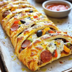 - 1 pound pizza dough (store-bought or homemade) - 1 cup mozzarella cheese, shredded - 1/2 cup provolone cheese, shredded - 1/2 cup pepperoni slices - 1/2 cup cooked Italian sausage, crumbled To make a great Stromboli, you need a good base. Pizza dough serves as the perfect foundation. You can use store-bought dough or make your own. Both work well! Next, you'll need cheese. Mozzarella brings that classic taste, while provolone adds a nice sharpness. The filling is where the fun begins! Pepperoni and Italian sausage give it a hearty flavor. - 1/2 cup bell peppers, thinly sliced (both red and green for color) - 1/4 cup black olives, sliced - 1 teaspoon Italian seasoning - 1/2 teaspoon garlic powder - 1 egg, beaten (for egg wash) - Olive oil, for brushing the top - Marinara sauce, for dipping Feel free to get creative! Add bell peppers for crunch and color. Black olives add a briny taste. Seasoning is key, so sprinkle Italian seasoning and garlic powder for extra flavor. You can brush the top with olive oil and use an egg wash for a nice golden color. Don’t forget the marinara sauce for dipping. This adds a tasty touch to every bite. For the full recipe, check it out! Preheat Oven and Prepare Baking Sheet Start by preheating your oven to 400°F (200°C). This helps the Stromboli cook evenly. While the oven heats, line a baking sheet with parchment paper. This will keep the Stromboli from sticking. Roll Out Dough Next, take your pizza dough and place it on a clean, lightly floured surface. Use a rolling pin to roll the dough into a rectangle, about 1/4 inch thick. Make sure it is even all around. This helps it bake nicely. Add Cheeses and Layer Fillings Now, sprinkle the shredded mozzarella and provolone cheeses evenly over the rolled-out dough. Leave a one-inch border along the edges. This will stop the filling from spilling out later. On top of the cheese, layer your pepperoni slices, crumbled Italian sausage, thinly sliced bell peppers, and black olives. Spread them out so every bite has a bit of everything. Season and Roll the Dough Sprinkle the Italian seasoning and garlic powder over the toppings. This will boost the flavor. Then, carefully roll the dough from one long side to the other, forming a tight log. Tuck in the edges as you roll to keep the filling inside. Seal Edges and Transfer Pinch the seams and ends of the rolled dough to seal it well. This step is key to keeping all the tasty filling in. Then, place the Stromboli seam side down on your baking sheet. Prepare for Baking and Bake in Oven Brush the top of the Stromboli with olive oil for extra flavor. Next, use the beaten egg wash to give it a golden look as it bakes. Make several diagonal slashes on top with a sharp knife. This helps steam escape during baking. Put the baking sheet in the preheated oven and bake for 25-30 minutes. Look for a golden brown color on the dough. Once it’s done, let it cool for a few minutes. Then, slice it up and serve with marinara sauce for dipping. Enjoy your homemade Stromboli! To make the best dough, keep it simple. Use warm water when mixing. This helps the yeast grow. Knead the dough until it feels smooth and elastic. It should bounce back when you poke it. Let it rise in a warm spot. Cover it with a damp cloth to keep moisture in. For storing dough, wrap it tightly in plastic wrap. It can stay in the fridge for up to three days. If you want to freeze it, place it in a freezer bag. It will stay fresh for about three months. Just thaw it in the fridge overnight before using. Spices can make a big difference. I recommend mixing oregano, basil, and a pinch of red pepper flakes for a kick. These spices bring warmth and depth. You can even try adding a bit of smoked paprika for a twist. When it comes to cheese, get creative! Besides mozzarella and provolone, try using cheddar or gouda for a unique taste. Mixing different cheeses can give your Stromboli a rich flavor. Dipping sauces can elevate your meal. Marinara sauce is a classic choice. You can also try ranch or garlic butter for a new taste. Each sauce adds a different layer of flavor. For garnishing, use fresh herbs. Chopped basil or parsley adds color and flavor. You can also sprinkle some grated Parmesan on top after baking. It gives a nice finish to your Stromboli. For the full recipe, check out the complete guide to homemade Stromboli. {{image_4}} You can make Stromboli in many ways. I enjoy mixing and matching ingredients. Here are two popular options. - Vegetarian Options: For a meat-free meal, use lots of veggies. Spinach, mushrooms, and artichokes work great. Add ricotta or feta cheese for creaminess. Don’t forget to sprinkle in some Italian herbs for added flavor. - Meat Lovers' Stromboli: If you love meat, this one is for you! Combine pepperoni, salami, and ham. Add cooked sausage for a savory punch. Use extra cheese to make it rich and gooey. This option is a hearty choice for a filling dinner. Stromboli can also take on flavors from around the world. Here are two fun ideas to try. - Mexican-Inspired Stromboli: Switch up the usual ingredients with taco meat, black beans, and corn. Top with cheddar cheese and jalapeños for a kick. Serve with salsa or guacamole for dipping. It’s a fiesta in every bite! - Mediterranean Flavors: Use ingredients like grilled chicken, sun-dried tomatoes, and olives. Add feta cheese and a drizzle of olive oil. This twist gives you a taste of the Mediterranean right at home. Pair it with tzatziki sauce for a refreshing touch. These variations let you create a Stromboli that fits your taste. Each option brings something new to the table. For a complete guide on making different types, check out the Full Recipe. To store leftover Stromboli, wrap it tightly in plastic wrap. This keeps moisture in and prevents it from drying out. You can also place it in an airtight container. Your Stromboli will stay fresh for about 3 to 4 days in the fridge. For the best taste, eat it within two days. If you want to save your Stromboli for later, freezing is an excellent option. First, let the Stromboli cool completely. Then, wrap it in plastic wrap and aluminum foil. This layering keeps it safe from freezer burn. You can freeze it for up to three months. To reheat, remove the wrapping and place the Stromboli on a baking sheet. Preheat your oven to 350°F (175°C). Bake for about 20-25 minutes or until heated through. You can also slice it and heat it in the microwave for 1-2 minutes. Just make sure to cover it to keep it from getting tough. Enjoy your meal with some marinara sauce! For the full recipe, check out the link provided. Can I use store-bought dough? Yes, you can use store-bought dough. It saves time and works great. I often use it for quick meals. Just roll it out and follow the same steps. How do I know when the Stromboli is done? The Stromboli is done when it turns golden brown. You can also check the inside. Use a thermometer; it should read 190°F. If it’s golden and hot, it’s ready to eat! Why is my Stromboli leaking filling? Leaking can happen if the dough is not sealed well. Make sure to pinch the edges tightly. Also, avoid overfilling it. Less is more when it comes to filling. What to do if the dough is too sticky? If your dough is sticky, sprinkle a bit of flour on it. Use your hands to knead in the flour gently. This helps make it easier to roll out without sticking. Caloric Content and Macros One serving of Stromboli has about 350 calories. It includes 15 grams of protein, 20 grams of fat, and 30 grams of carbs. This makes it a tasty and hearty meal. Allergen Information This recipe contains gluten, dairy, and meat. If you have allergies, you can modify it. Use gluten-free dough and dairy-free cheese for a safe option. You learned how to make Stromboli from scratch. Remember the main ingredients: dough, cheeses, and fillings. Following the steps for prep, filling, and baking is key. Use my tips to perfect your dough and add great flavor. Don’t forget the fun variations you can try, like Mexican or vegetarian styles. Proper storage keeps your Stromboli fresh. I hope you feel ready to create a tasty Stromboli that suits your taste! Enjoy the process and the delicious results.
