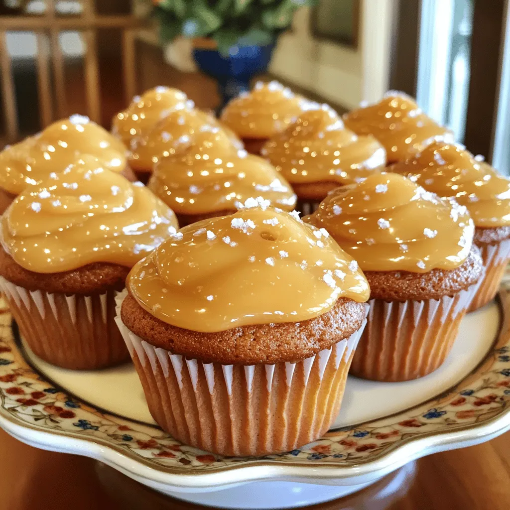 Gooey Salted Caramel Cupcakes are a sweet dream come true. They combine fluffy cake with rich caramel. Each bite offers a burst of flavor. This recipe is easy to follow and yields 12 cupcakes. - 1 ½ cups all-purpose flour - 1 teaspoon baking powder - ½ teaspoon baking soda - ½ teaspoon salt - ½ cup unsalted butter, softened at room temperature - 1 cup granulated sugar - 2 large eggs, at room temperature - 1 teaspoon pure vanilla extract - ½ cup buttermilk, at room temperature - ½ cup salted caramel sauce (store-bought or homemade) - Sea salt flakes for topping For the best results, I recommend using these brands: - All-purpose flour: King Arthur Flour - Unsalted butter: Challenge Butter - Granulated sugar: Domino Sugar - Salted caramel sauce: Ghirardelli or homemade These brands ensure quality and flavor. Using high-quality ingredients makes a big difference in taste. First, set your oven to 350°F (175°C). This helps the cupcakes bake evenly. Next, grab a standard muffin tin and line it with fun cupcake liners. This makes cleanup easy and adds a nice touch to your cupcakes. In a medium bowl, combine the dry ingredients: 1 ½ cups all-purpose flour, 1 teaspoon baking powder, ½ teaspoon baking soda, and ½ teaspoon salt. Use a whisk to mix them well. This step ensures that all the leavening agents work together when you bake. In a large bowl, take ½ cup of softened unsalted butter and 1 cup of granulated sugar. Using an electric mixer, cream them together on medium speed for about 3-4 minutes. The mix should look light and fluffy. This step adds air to your batter, making your cupcakes soft. Add the eggs one at a time to the fluffy butter and sugar mix. Make sure to mix well after each egg. Then, stir in 1 teaspoon of pure vanilla extract. Gradually add the dry mix and ½ cup of buttermilk, starting and ending with the flour. Mix until combined. Be careful not to overmix, as it can make the cupcakes tough. Now for the fun part! Carefully fold in ½ cup of salted caramel sauce into the batter. This creates a beautiful marbled effect. Next, fill each muffin liner about two-thirds full with the batter. Place the muffin tin in the oven and bake for 18-20 minutes. They are ready when a toothpick comes out clean or with a few moist crumbs. After baking, cool them in the tin for 5 minutes before moving to a wire rack. Finally, drizzle more salted caramel on top and sprinkle sea salt flakes. Enjoy your gooey salted caramel cupcakes! Check out the Full Recipe for all the details. To get the best texture, measure your ingredients carefully. Use a kitchen scale if you can. Make sure your butter is soft, not melted. Cream the butter and sugar well until light and fluffy. This adds air and makes your cupcakes rise. When mixing the wet and dry ingredients, combine them gently. Overmixing can make the cupcakes tough. One common mistake is not using room temperature ingredients. Cold eggs and milk can lead to uneven mixing. Another error is filling the cupcake liners too much. Aim for two-thirds full to allow space for rising. Be sure to check the baking time. Ovens can vary, so a toothpick test is key. If it comes out clean, your cupcakes are ready! Presentation matters! Once your cupcakes are cool, drizzle extra salted caramel on top. It adds a nice look and flavor. Use a piping bag for a neat design. You can also sprinkle sea salt flakes on top for a gourmet touch. For a fun display, arrange them on a colorful platter. Serve with a small pitcher of salted caramel sauce for fun. For the complete recipe, check the Full Recipe section above. {{image_4}} You can play with flavors in gooey salted caramel cupcakes. For a twist, use chocolate cake batter instead of vanilla. This rich flavor pairs well with caramel. You can also add a hint of espresso powder for a coffee kick. It boosts the flavor and gives a lovely depth. Another option is to mix in some chopped nuts, like pecans or walnuts. They add a nice crunch and a nutty flavor to your cupcakes. If you love fruit, try adding fresh raspberries or banana slices. Their sweetness contrasts nicely with the salty caramel. You can still enjoy these cupcakes with gluten-free flour. Use a 1:1 gluten-free flour blend. Look for blends that contain xanthan gum. This gives your cupcakes the same texture. Just follow the same measurements in the Full Recipe. Make sure to check all other ingredients. Some brands of baking powder and sugar may contain gluten. Always read the labels carefully to ensure everything is safe. To make vegan gooey salted caramel cupcakes, replace eggs with flax eggs. Mix one tablespoon of ground flaxseed with three tablespoons of water. Let it sit for five minutes to thicken. For butter, use coconut oil or vegan butter. Substitute buttermilk with plant-based milk mixed with a splash of vinegar. This gives you a similar acidity. Lastly, choose dairy-free caramel sauce for drizzling on top. These variations keep the spirit of gooey salted caramel cupcakes while catering to different diets. To keep your gooey salted caramel cupcakes fresh, store them in an airtight container. Place a piece of wax paper between layers to prevent sticking. Keep them at room temperature for up to three days. If you want to enjoy them later, refrigeration is an option. Just remember to let them sit out for a bit before eating. Freezing these cupcakes is easy and smart. Wrap each cupcake tightly in plastic wrap. Then, place them in a freezer-safe bag or container. They can last up to three months in the freezer. Just make sure to label the bag with the date. When you're ready to enjoy, let them thaw at room temperature. To reheat your cupcakes, use a microwave. Heat them for about 10 to 15 seconds. This warms them without drying them out. You can also place them in a preheated oven at 350°F (175°C) for a few minutes. This method revives the texture and flavor nicely. Drizzle with extra salted caramel sauce before serving for a delicious touch! You can tell the cupcakes are done when a toothpick inserted in the center comes out clean or with a few moist crumbs. The edges will also look golden brown. If you see wet batter on the toothpick, give them a few more minutes. Remember, they will continue to cook a bit after you take them out. Yes, you can absolutely use homemade salted caramel sauce! In fact, it can add an extra touch of love to your cupcakes. Just make sure it's thick enough to hold its shape. You want it to swirl beautifully in the batter and on top. If you don’t have buttermilk, you can easily make a substitute. Mix one cup of milk with one tablespoon of white vinegar or lemon juice. Let it sit for about five minutes until it thickens slightly. This will give you that tangy flavor and moisture that buttermilk provides. You can bake the cupcakes a day in advance. Store them in an airtight container at room temperature. For longer storage, freeze them. Wrap each cupcake in plastic wrap and then place them in a freezer-safe bag. When you're ready to enjoy, let them thaw at room temperature. Drizzle with salted caramel just before serving for the best taste! In this post, we covered all you need to know to make amazing cupcakes. We discussed the full recipe, the best ingredients, and how to mix them properly. I shared tips for texture and common mistakes to avoid. You also found ways to customize flavors, learn storage tips, and answered frequent questions. Remember, the joy of baking is all about experimentation. Try new flavors and have fun with it! Enjoy your baking journey!
