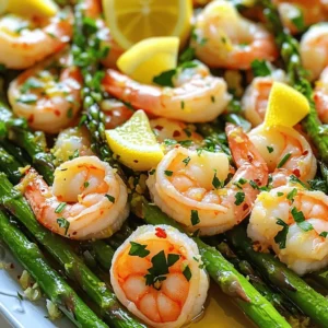 This dish is easy and quick. You need a few fresh ingredients. It takes just 20 minutes to cook. You can serve it for dinner or lunch. Here’s what you need for the zesty lemon garlic shrimp and asparagus: - 1 pound large shrimp, peeled and deveined - 1 bunch asparagus, trimmed and cut into 2-inch pieces - 4 cloves garlic, finely minced - 3 tablespoons extra virgin olive oil - Zest and juice of 1 large lemon - 1 teaspoon red pepper flakes (optional for heat) - Salt and freshly ground black pepper, to taste - Fresh parsley, finely chopped (for garnish) - Lemon wedges, for serving These ingredients make each bite bright and full of flavor. The shrimp cook fast, while the asparagus adds a nice crunch. You can also add more flavors. Consider these options: - Cherry tomatoes for sweetness - Spinach for extra greens - A splash of white wine for depth These add-ins make your dish more varied and fun. Mix and match to find your favorite twist! If you want to try the full recipe, check it out for more details. First, gather all your ingredients. You need: - 1 pound large shrimp, peeled and deveined - 1 bunch asparagus, trimmed and cut into 2-inch pieces - 4 cloves garlic, finely minced - 3 tablespoons extra virgin olive oil - Zest and juice of 1 large lemon - 1 teaspoon red pepper flakes (optional for heat) - Salt and freshly ground black pepper, to taste - Fresh parsley, finely chopped (for garnish) - Lemon wedges, for serving Next, prep the shrimp and asparagus. Rinse the shrimp and pat them dry. Trim the asparagus and cut it into pieces. Mince the garlic finely. Now, heat 2 tablespoons of olive oil in a large skillet over medium heat. Wait until the oil shimmers. Add the minced garlic and, if you like spice, the red pepper flakes. Sauté for about 1 minute. Stir constantly to prevent the garlic from browning. Increase the heat to medium-high. Add the shrimp to the skillet in a single layer. Season with salt and freshly ground black pepper. Cook the shrimp for 2-3 minutes on each side. They should turn pink and opaque when done. Use a slotted spoon to remove the shrimp. Place them on a plate and set aside. In the same skillet, add the remaining tablespoon of olive oil and the asparagus. Sauté for about 4-5 minutes. The asparagus should be bright and tender but still crisp. Return the cooked shrimp to the skillet. Add the lemon zest and juice. Toss everything gently to combine. Sauté for another 1-2 minutes to heat through. Taste your dish. Adjust the seasoning with more salt, pepper, or lemon juice if needed. Remove the skillet from the heat. Sprinkle finely chopped parsley on top for a fresh touch. Serve your lemon garlic shrimp and asparagus on a vibrant platter. Add lemon wedges for extra flair. This dish pairs well with rice or quinoa. Enjoy this tasty meal with family and friends! For the complete recipe, check out the Full Recipe. To make your lemon garlic shrimp and asparagus shine, use fresh ingredients. Fresh garlic packs more punch than dried. The zest of the lemon adds a bright, bold flavor. Keep the shrimp and asparagus crisp for the best taste. Adjust salt and pepper for a balanced flavor. If you like heat, add red pepper flakes. They give a nice kick without overpowering. Cook shrimp quickly to keep them tender. Overcooking makes shrimp rubbery. Sauté them just until they turn pink. For asparagus, aim for a bright green color. They should be tender yet still crisp. Use a large skillet to avoid crowding. This way, everything cooks evenly. A beautiful plate makes the meal special. Serve the shrimp and asparagus on a large, colorful platter. Garnish with fresh parsley for a pop of color. Add lemon wedges on the side for a fresh touch. For a complete meal, serve it over rice or quinoa. This adds texture and makes the dish more filling. Enjoy this tasty dinner recipe for a delightful experience! You can find the full recipe above. {{image_4}} You can swap shrimp for other proteins. Chicken breast works well. Cut it into small pieces. Cook until golden brown. Firm fish like salmon or cod is tasty too. Just adjust cooking time as needed. If you prefer plant-based options, try tofu or chickpeas. They soak up flavors nicely. Asparagus shines in this dish, but you can use other veggies. Broccoli or green beans add a nice crunch. Bell peppers give a pop of color and sweetness. Zucchini or snap peas provide freshness. Mix and match to keep it exciting and colorful. Change the flavor to suit your mood. Add herbs like basil or cilantro for a fresh twist. Use lime juice instead of lemon for a zesty kick. Try adding a splash of soy sauce for umami depth. Experiment with spices like cumin or curry powder for a unique touch. Each variation brings new life to the dish, so don’t be afraid to explore! Store any leftover lemon garlic shrimp and asparagus in an airtight container. Make sure to cool it down first. Place the container in the fridge. It will stay fresh for about 2 to 3 days. Keep the shrimp and asparagus together. This will help keep the flavors intact. To reheat, use a skillet over medium heat. Add a splash of olive oil to help with moisture. Stir the shrimp and asparagus gently for about 5 minutes. You want them warm but not overcooked. This will keep the shrimp tender and asparagus crisp. You can freeze this dish, but it’s best to do it before reheating. Place cooled shrimp and asparagus in a freezer-safe bag. Remove as much air as possible before sealing. The dish will last up to 2 months in the freezer. When ready to eat, thaw in the fridge overnight and reheat as described above. Enjoy your meal again with fresh flavors! For the complete recipe, check out the Full Recipe section. Yes, you can use frozen shrimp! Just remember to thaw them first. Place the shrimp in a bowl of cold water for about 15-20 minutes. You want them to be fully thawed before cooking. This helps them cook evenly. Frozen shrimp often work well in recipes like Lemon Garlic Shrimp and Asparagus. Many side dishes pair nicely with this dish. Here are a few ideas: - Fluffy rice: White or brown rice soaks up the flavors. - Quinoa: This adds a nutty taste and is very healthy. - Garlic bread: A crunchy side to enjoy with the shrimp. - Mixed greens salad: A fresh salad adds brightness to the meal. These sides balance the rich flavors of the shrimp and asparagus. To add heat, use red pepper flakes, as listed in the recipe. You can adjust the amount based on your taste. For even more spice, try these ideas: - Cayenne pepper: A little goes a long way for heat. - Hot sauce: Drizzle some on top before serving for an extra kick. - Sliced jalapeños: Add fresh jalapeños while cooking for a bold taste. These options will spice up your Lemon Garlic Shrimp and Asparagus dish. For the full recipe, check out the earlier section. This blog post covered the key ingredients and steps to make Lemon Garlic Shrimp and Asparagus. We explored the main ingredients, optional add-ins, and tips for enhancing flavor. You learned cooking techniques and ways to present your dish. Variations also let you personalize the recipe, while storage tips ensure freshness. Remember, cooking is fun and creative. Try new flavors and make this dish your own! Enjoy your cooking!