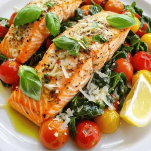 To make Tuscan Garlic Salmon, gather these fresh ingredients. Each one adds flavor and color to the dish. - Salmon Fillets: Use four fillets, about 6 ounces each. This fish is rich and tasty. - Garlic: You will need four cloves, finely minced. Garlic gives a strong, aromatic flavor. - Olive Oil: Three tablespoons of extra virgin olive oil add healthy fat and moisture. - Cherry Tomatoes: One cup of halved cherry tomatoes brings sweetness and juiciness. - Baby Spinach: One cup of fresh baby spinach adds color and nutrients. - Italian Seasoning: One teaspoon of this blend enhances the dish's flavor profile. - Lemon Juice: Use the juice of one fresh lemon for brightness and zest. - Additional Seasonings: Don’t forget sea salt and freshly cracked black pepper to taste. For the complete recipe, see the Full Recipe above. Start by preheating your oven to 400°F (200°C). This step is key for even cooking. A hot oven ensures that the salmon cooks perfectly. Next, take a large, oven-safe skillet. Pour in 2 tablespoons of olive oil and heat it over medium. Once the oil is shimmering, add the minced garlic. Sauté the garlic for about 30 seconds. The garlic should smell great but not brown. If it browns, it can taste bitter. Then, add the halved cherry tomatoes. Cook them for 3 to 4 minutes. They should soften and release their juices. After that, stir in fresh baby spinach. Cook for an additional 2 minutes until the spinach wilts. Season the mixture with Italian seasoning, salt, and pepper. This will boost the flavor. Now, create a space in the skillet for the salmon fillets. Push the tomato and spinach mix to the edges. Drizzle the last tablespoon of olive oil into the center. Place the salmon fillets skin-side down. Season each fillet with salt and pepper. Squeeze the fresh lemon juice over the salmon. Spoon some of the tomato-spinach mix on top of each fillet. This adds more flavor. Now, move the skillet to the preheated oven. Bake for 12 to 15 minutes. The salmon is ready when it flakes easily with a fork. Once cooked, take the skillet out of the oven. If you want, sprinkle freshly grated Parmesan cheese on top. This adds a rich creaminess. Finish by garnishing with fresh basil leaves for a bright touch. Serve the salmon on a white plate, and add a lemon wedge on the side. This not only looks nice but gives an extra zing. Enjoy your Tuscan Garlic Salmon! For the full recipe, check out the earlier section. To get the best Tuscan Garlic Salmon, timing is key. You want to cook the salmon until it flakes easily. Aim for 12 to 15 minutes in the oven at 400°F (200°C). If you cook it too long, it can dry out. Always check it a few minutes early. Salmon should be opaque and tender. Fresh ingredients make a big difference. Choose salmon that looks bright and fresh, not dull. Look for firm fillets with no brown spots. For tomatoes, pick ones that are vibrant and smell sweet. Fresh spinach should be crisp and green. Use good quality olive oil for the best flavor. To boost flavor, try these quick tips. Add a splash of white wine to the skillet after sautéing garlic. It adds depth and richness. You can also sprinkle some red pepper flakes for a mild kick. Fresh herbs like thyme or parsley can brighten the dish. For a twist, try a different cheese like feta instead of Parmesan. You can find the full recipe [here](#). {{image_4}} You can use other fish instead of salmon. Trout works well and has a mild flavor. Cod is another great choice, and it cooks quickly. These fish can soak up the Tuscan flavors just like salmon. Simply adjust your cooking time based on the thickness of the fillets. If you want to change up your veggies, try zucchini or bell peppers. Both add nice color and taste. You can also use kale instead of spinach. It gives a heartier texture and pairs well with garlic. Just make sure to cook them until they're tender but not mushy. Baking is an easy way to cook Tuscan Garlic Salmon. If you want a crispy outside, try pan-searing the fish first. Start in a hot skillet, then finish in the oven. You can also grill the salmon for a smoky flavor. Just be sure to watch it closely so it doesn’t overcook. Feel free to explore these variations to make the dish your own. For the full recipe, check out the detailed instructions above. Store your Tuscan Garlic Salmon in an airtight container. It stays fresh for up to three days. Let the salmon cool down before sealing it in. This helps prevent moisture buildup. If you want fresh flavors, eat it within this time. You can freeze Tuscan Garlic Salmon, but it’s best without the sauce. Wrap each fillet tightly in plastic wrap. Then, place them in a freezer bag. This method prevents freezer burn. The salmon can last up to three months in the freezer. When ready to eat, thaw it overnight in the fridge. To reheat, preheat your oven to 350°F (175°C). Place the salmon in a baking dish. Cover it with foil to keep it moist. Heat for about 15 minutes, or until warmed through. You can also use a microwave. Heat in short bursts of 30 seconds. Check to avoid overcooking. Enjoy your meal again with those rich Tuscan flavors! For the full recipe, visit the recipe section. Tuscan Garlic Salmon cooks in about 25 minutes. You need 10 minutes to prep and 15 minutes to bake. This quick time makes it perfect for a weeknight dinner. You can prep some parts of this dish ahead of time. Chop the garlic and tomatoes and wash the spinach. However, I recommend cooking the salmon fresh for the best taste. This dish pairs well with many sides. Try serving it with: - Steamed rice - Quinoa - Roasted vegetables - A fresh salad These sides enhance the meal and add variety. Yes, Tuscan Garlic Salmon is healthy. Salmon is rich in omega-3 fatty acids, which are good for your heart. The fresh veggies add vitamins and minerals. Plus, the dish uses olive oil, a healthy fat. It's a balanced meal you can feel good about! This blog post covered all you need for Tuscan Garlic Salmon. You learned about the key ingredients, easy steps to cook, and helpful tips. We also shared variations and storage info for your leftovers. Cooking can be fun and healthy, and this dish proves it. Experiment with fresh ingredients and try different fish. Meal prep can save you time and keep things tasty. Remember, cooking simple dishes can make you feel great. Enjoy your meal and share it with others!