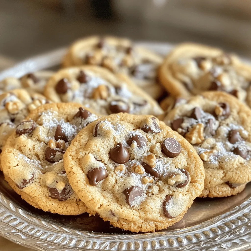 - Importance of butter temperature: Start with butter that is soft, not melted. Room temperature butter helps create a creamy texture. This is key for soft cookies. - Role of sugars in texture: Brown sugar adds moisture, while granulated sugar adds crispness. This mix gives cookies a nice balance. Using more brown sugar helps keep them soft. - Flour type and its significance: All-purpose flour works best for this recipe. It has the right protein level for soft cookies. Avoid using cake flour or bread flour, as they may change the texture. - Nuts: You can add walnuts or pecans for a crunchy bite. They add flavor and texture. Feel free to leave them out if you prefer a pure chocolate experience. - Feel free to customize with different chocolate types: Try dark chocolate or milk chocolate chips. You can even mix in white chocolate for a fun twist. Be creative with your choices! - Dairy-free alternatives for butter: You can use coconut oil or vegan butter. These options still yield tasty cookies. Make sure they are softened like regular butter. - Gluten-free flour options: Substitute all-purpose flour with a gluten-free blend. Look for a blend that mimics the texture of regular flour. This keeps the cookie soft and yummy! For the complete recipe, check the Full Recipe section. First, you need to preheat your oven to 350°F (175°C). This temperature is key for soft cookies. While the oven heats, line two baking sheets with parchment paper. Parchment paper helps cookies bake evenly. You can also use silicone baking mats. Both choices work well, but parchment paper is my favorite. It keeps the cookies from sticking. In a large mixing bowl, combine one cup of softened butter, three-quarters cup of brown sugar, and a quarter cup of granulated sugar. Use an electric mixer here. Mix on medium speed for about 2-3 minutes. You want it fluffy and light. This step helps make your cookies soft. Next, add one large egg and one teaspoon of pure vanilla extract. Mix until everything is smooth. This adds flavor and moisture, making your cookies rich. In a separate bowl, whisk together two and a quarter cups of all-purpose flour, one teaspoon of baking soda, and half a teaspoon of fine sea salt. Slowly add this mix to the butter mix. Stir gently. Be careful not to overmix. Overmixing can make your cookies tough. You want just enough mixing to blend the flour in. Now, gently fold in one cup of semi-sweet chocolate chips. If you like, add half a cup of chopped walnuts or pecans. This extra step makes every bite a delight! Use a cookie scoop or a spoon to drop rounded tablespoons of dough onto your baking sheets. Space them about two inches apart. This spacing prevents them from merging as they bake. Bake your cookies for 10-12 minutes. Watch closely! You want the edges to turn a light golden brown. The centers should look soft and slightly underbaked. This creates that gooey texture we all love! Once baked, take them out and let them cool on the baking sheets for 5 minutes. This helps them set before transferring to a wire rack to cool completely. Enjoy your ultimate soft chocolate chip cookies! For the complete recipe, check the Full Recipe above. To make soft cookies, keep them slightly underbaked. When you take them out, the centers should look soft and a little shiny. This helps maintain that gooey goodness we all love. Next, use proper cooling techniques. Let the cookies sit on the baking sheet for 5 minutes before moving them to a wire rack. This helps them firm up without losing softness. Storing cookies correctly keeps them fresh longer. Use an airtight container to prevent air from drying them out. You can also add a slice of bread to the container. The bread helps keep cookies soft. If you want to enjoy your cookies later, store them at room temperature. They stay tasty for about a week. Freezing uncooked dough is a great way to have fresh cookies ready anytime. To freeze, scoop the dough into balls and place them on a baking sheet. Freeze until solid, then transfer the balls to a zip-top bag. When you want to bake, take out the dough balls. Thaw them in the fridge for a few hours before baking. This ensures even baking and keeps them soft. Enjoy your homemade treats! For the full recipe, check out the Ultimate Soft Chocolate Chip Cookies. {{image_4}} You can make your soft chocolate chip cookies even better! Add different extracts like almond or peppermint. This simple change gives your cookies a new twist. Just use 1 teaspoon of the extract you choose. You can also try adding spices. A pinch of cinnamon or nutmeg can boost the flavor. These spices add warmth and depth to your cookies. Experiment until you find your perfect mix! Want to make your cookies a bit healthier? Consider reducing the sugar. You can cut down on both brown and granulated sugar. This will still keep your cookies sweet but with less sugar. Another great option is to add oats. They give your cookies a nice texture. Just use 1 cup of old-fashioned oats. This will make your cookies chewy and filling! Make your cookies fit the season! For holidays, add fun ingredients like cranberries or orange zest. These add-ins bring a festive flair to your bake. Cranberries give a tart taste, while orange zest adds bright citrus notes. Try these variations to keep things exciting! For more ideas, check out the Full Recipe for the best soft chocolate chip cookies. For storing your soft chocolate chip cookies, choose airtight containers or zip-top bags. Airtight containers keep cookies fresh longer by blocking air and moisture. Zip-top bags are great for short-term storage and take up less space. Seal them tightly to keep your cookies soft. Your cookies will stay fresh for about a week at room temperature. If you store them in the fridge, they can last up to two weeks. Look for signs of spoilage like hardening, strange smells, or visible mold. If your cookies start to dry out, they need to be eaten soon! To rejuvenate your cookies, preheat your oven to 300°F. Place the cookies on a baking sheet and warm them for 5-10 minutes. This step brings back their soft texture and makes them taste fresh. You can also use the microwave for a quick fix. Heat them for about 10-15 seconds for a warm treat. Enjoy your cookies just like they came out of the oven! Your cookies may not be soft for several reasons. Here are common mistakes and how to fix them: - Overbaking: If you bake your cookies too long, they will harden. Check them at the lower time limit. - Low butter content: Butter gives cookies their rich texture. Always use the right amount. - Cold butter: Cold butter won't cream well. Ensure it’s softened to room temperature. - Wrong flour type: All-purpose flour works best for softness. Avoid using bread flour. Yes, you can use margarine, but it changes the cookie’s texture. Butter gives cookies a rich flavor. It also makes them softer and chewier. Margarine has more water, which can lead to a different texture. If you use margarine, aim for one with a high fat content. This helps keep some of the butter’s qualities. To make thicker cookies, consider these changes: - Add more flour: Increase the flour by a few tablespoons. This helps the dough hold its shape. - Chill the dough: Let the dough chill in the fridge for at least 30 minutes. This prevents spreading. - Use less sugar: Reducing sugar can help maintain thickness, but be careful not to cut it too much. - Increase baking soda: A bit more baking soda can help create a thicker cookie. Look for these visual cues to know your cookies are done: - Light golden edges: The edges should be set and lightly browned. - Soft centers: The centers should look slightly underbaked and soft. - Puffed appearance: Cookies will look puffy when done. They will flatten as they cool. Check your cookies at the 10-minute mark to ensure they don’t overbake. Enjoy your baking adventure with the Full Recipe for a delightful treat! Baking soft cookies takes precision and care. You learned about key ingredients, like the right butter temperature and flour type. The mixing step is crucial, as is knowing when to check for doneness. With tips on storage and freezing, you can enjoy fresh cookies anytime. Don’t shy away from experimenting with flavors or healthier options. Remember, your perfect cookie might just need a slight tweak. Happy baking!