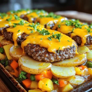 - Ground beef - Chopped onion - Minced garlic - Worcestershire sauce - Salt and pepper - Frozen mixed vegetables - Thinly sliced potatoes - Beef broth - Shredded cheddar cheese - Olive oil - Fresh parsley - Alternative meats: You can swap ground beef for ground turkey or chicken. This change can reduce fat while keeping the dish tasty. - Vegetable variations: Feel free to use fresh vegetables like green beans or bell peppers instead. They will add great flavor and texture. - Cheese options: Instead of cheddar, try mozzarella or gouda for a different flavor. Each cheese brings its own unique taste. I find that these ingredients make a hearty dish. The ground beef offers richness, while the veggies add color and nutrition. The thinly sliced potatoes create a comforting base. You can personalize this dish to fit your taste and needs. Enjoy making it your own! 1. Preheat the oven. Set your oven to 375°F (190°C). This ensures a good bake. 2. Mix ground beef with seasonings. In a big bowl, combine ground beef, chopped onion, minced garlic, Worcestershire sauce, salt, and pepper. Mix it well. 3. Form hamburger patties. Shape the beef mixture into four equal patties. Make them about an inch thick. 1. Sear patties in the skillet. Heat olive oil in a large skillet over medium-high heat. Cook the patties for 3-4 minutes on each side. They should be golden brown. 2. Sauté mixed vegetables. In the same skillet, add frozen mixed vegetables. Stir and cook for 3-4 minutes until they soften. 3. Layer potatoes, vegetables, and patties in baking dish. Grease a 9x13-inch baking dish. Place thin potato slices at the bottom. Spread the sautéed vegetables over the potatoes. Then, top with the browned hamburger patties. 1. Add beef broth and cover. Pour beef broth over the layered ingredients. This will keep everything moist. Cover the dish tightly with aluminum foil. 2. Baking time specifics. Place the dish in the preheated oven. Bake for 45 minutes. 3. Final step: Adding cheese. After 45 minutes, take off the foil. Sprinkle shredded cheddar cheese on top. Return to the oven and bake uncovered for 15 more minutes. The cheese should be melted and bubbly. For the full details, check the [Full Recipe]. To get the best flavor, brown your patties well. Heat your skillet on medium-high. Add olive oil, then place the patties in the pan. Sear them for about 3-4 minutes on each side. This gives them a nice crust. It also locks in the juices. For the potatoes, slice them thinly and evenly. This helps them cook at the same rate. Layer them in your baking dish. Make sure they cover the bottom. This lets them soak up the broth and flavors while baking. You can add more seasonings to boost flavor. Paprika or thyme works great. You can also add some crushed red pepper for heat. Mix these into the beef before forming patties. When serving, consider pairing this dish with a fresh green salad. A side of crusty bread also complements the meal well. Both add texture and freshness to your plate. One big mistake is overcooking your ingredients. Keep an eye on the baking time. You want the dish warm and bubbly, not dry. Another mistake is skipping the resting time after baking. Letting the dish rest for about 5 minutes helps the flavors settle. This also makes serving easier. You’ll get neat portions on your plate! Following these tips will make your Amish Hamburger Steak Bake even better. You can find the Full Recipe for this dish to try all these tricks! {{image_4}} You can easily swap ingredients to fit your needs. If you want vegetarian options, use lentils or mushrooms instead of ground beef. They provide a hearty texture and great taste. You can also mix in beans for added protein and fiber. For gluten-free adjustments, replace Worcestershire sauce with a gluten-free version. You can use tamari or coconut aminos as a substitute. Ensure your broth is also gluten-free. This keeps your dish safe for those with gluten sensitivities. Every Amish community has its own take on this dish. In some areas, cooks add special spices like paprika or thyme for a unique flavor. Others may use local vegetables, like squash or green beans, to change things up. Creative toppings can also enhance the dish. Some people love to add crispy fried onions on top. Others use fresh herbs like dill or chives for a fresh taste. These small twists give your meal a personal touch. Pair this dish with a crisp salad or warm, crusty bread. A simple green salad with vinaigrette balances the richness of the bake. If you prefer bread, a slice of homemade cornbread adds a sweet touch. For meal prepping, this dish works great. You can make a large batch and store it in the fridge. Separate servings in containers to grab for lunch or dinner during the week. This makes it easy to enjoy comfort food on busy days. For the full recipe, check out the details above. To keep your Amish Hamburger Steak Bake fresh, store it in the fridge. Use an airtight container. It can last for up to three days. Make sure it cools down first before sealing. If you want to keep it longer, freezing is a great option. Place the cooled bake in a freezer-safe container. It can stay good for up to three months in the freezer. When it's time to enjoy leftovers, reheating is key. The best method is using the oven. Preheat your oven to 350°F (175°C). Place the bake in an oven-safe dish and cover it with foil. Heat it for about 20 minutes or until hot. This keeps the texture of the dish nice. If you're in a hurry, you can use the microwave. Just reheat in short bursts and stir between each burst. This helps in keeping the flavor and prevents drying out. Amish Hamburger Steak Bake comes from the Amish community. Amish cuisine values simple, hearty meals. This dish reflects their love for family and shared meals. It uses local ingredients, showcasing their farming lifestyle. The blend of flavors makes it comforting and satisfying. Yes, you can use fresh vegetables instead of frozen. Fresh veggies often have better flavor and texture. You can try carrots, peas, and corn. Just chop them into small pieces. This will help them cook evenly in the dish. Leftovers can last up to three to four days in the fridge. Store them in airtight containers. Make sure to cool the dish before sealing it. Always check for signs of spoilage before eating. If in doubt, throw it out. Absolutely! To make this in a slow cooker, brown the patties first. Then, layer the potatoes and vegetables in the cooker. Pour the beef broth over everything. Cook on low for six to eight hours. You might need to add cheese in the last 30 minutes. You can serve this dish with many sides. Mashed potatoes or crusty bread work well. A fresh salad adds a nice crunch. For drinks, try iced tea or lemonade. This makes for a well-rounded meal that everyone will enjoy. In this blog post, we explored the comforting world of Amish Hamburger Steak Bake. We covered key ingredients, from ground beef to fresh parsley, and provided detailed preparation and cooking steps. You learned tips to enhance flavor and avoid common mistakes. We also discussed variations to fit your needs and how to store leftovers for later enjoyment. This dish is versatile and satisfying, perfect for any meal. Enjoy experimenting with it!