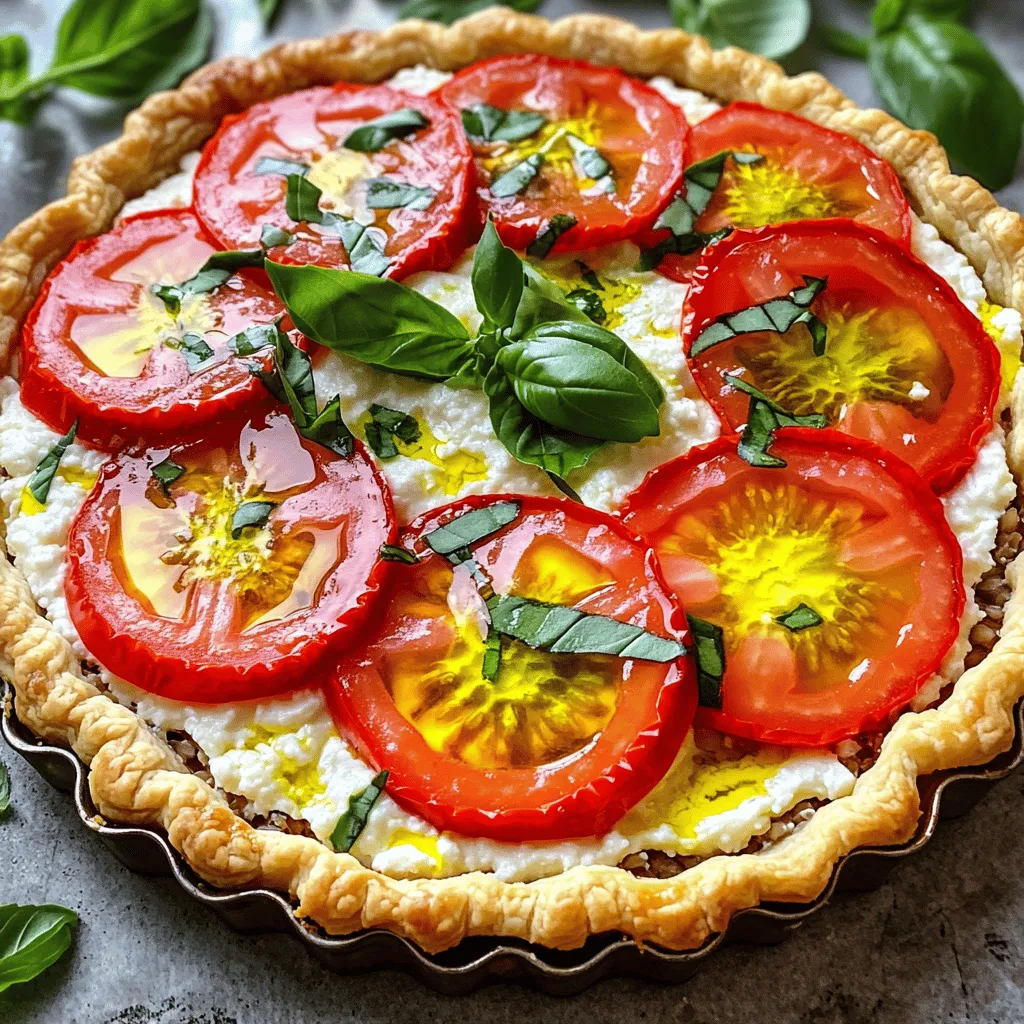 - 1 cup cooked brown rice - 1 sheet of puff pastry (thawed if frozen) - 3 medium ripe tomatoes, sliced into rounds - 1 cup creamy ricotta cheese - 1/2 cup finely grated Parmesan cheese - 1/4 cup fresh basil leaves, chopped - 1 tablespoon extra virgin olive oil - Salt and freshly ground black pepper to taste - 1 large egg (for egg wash) For this recipe, fresh tomatoes make a big difference. They have better taste and texture than canned ones. Fresh tomatoes bring a bright flavor, while canned tomatoes can be too soft and watery. If you can, choose ripe, juicy tomatoes. You can change up the cheese in this dish. For a different taste, try feta or goat cheese. Both add a nice tang. You can also add other veggies. Sliced zucchini or bell peppers work well. They add color and nutrients. If you need a gluten-free option, look for gluten-free puff pastry. Many stores sell it now. For a vegan version, swap out the cheeses for dairy-free options. Cashew cheese or tofu can work well. You can skip the egg wash, too. It won't affect the flavor. To make a great tomato tart, start by preheating your oven. Set it to 400°F (200°C). This heat helps the pastry rise nicely and cook through. While the oven warms, prepare the puff pastry. Roll it out on a lightly floured surface. You want it to fit a 9-inch tart pan. Once it’s ready, press the pastry gently into the pan. Use a fork to prick small holes in the bottom. This step stops the pastry from puffing up too much while baking. Next, mix your filling. In a bowl, combine 1 cup of cooked brown rice, 1 cup of ricotta cheese, and 1/2 cup of grated Parmesan cheese. Add 1/4 cup of chopped fresh basil. Season the mix with salt and freshly ground black pepper. Stir until it’s creamy and well blended. Adding the right seasoning makes a big difference. Taste the mixture and adjust to your liking. Now, it’s time to assemble your tart. Spoon the filling into the prepared pastry. Spread it evenly across the bottom. This creates a smooth base for the tomatoes. Next, layer your sliced tomatoes on top. Arrange them in a circular pattern, slightly overlapping each slice. Drizzle a bit of extra virgin olive oil over the tomatoes. This adds flavor and helps them cook well. Sprinkle a touch more salt and pepper for extra taste. For a golden crust, prepare an egg wash. Crack 1 large egg into a small bowl and whisk it until smooth. Use a pastry brush to glaze the edges of the pastry with the egg wash. Now, place the tart in the preheated oven. Bake for 25-30 minutes or until the pastry is golden brown and puffed. The tomatoes should look soft and slightly caramelized. Enjoy the sight of your beautiful tart as it bakes! To get a crispy crust, start with cold puff pastry. Make sure your oven is preheated to 400°F (200°C). This heat helps the pastry puff up nicely. Before adding your filling, prick small holes in the bottom with a fork. This step allows steam to escape. A soggy bottom often comes from too much moisture in the filling. Spread the filling evenly, but don’t overfill it. This keeps the crust dry and crisp. For extra flavor, consider adding herbs like thyme or oregano. You can mix these into your cheese filling for a burst of taste. A sprinkle of crushed red pepper can add a nice kick. When you drizzle the olive oil, do it lightly over the tomatoes. This helps to enhance their natural sweetness. Be cautious not to drown them in oil, as this can make the tart greasy. Serve your tomato tart with a light side salad. A fresh arugula salad complements the rich cheese well. You can also add a squeeze of lemon to brighten the dish. For presentation, garnish with fresh basil leaves. This adds color and a lovely aroma. You can slice the tart into wedges for easy serving. Enjoy the vibrant colors and flavors that make this dish a true delight! {{image_4}} You can switch out brown rice for quinoa or couscous. Quinoa adds a nutty flavor and a protein boost. It cooks quickly and has a nice texture. Couscous is another great choice. It’s light and fluffy, perfect for soaking up flavors. Both options keep the dish light and tasty. You can also explore other crust options. If you want a gluten-free base, try almond flour or chickpea flour crusts. These add unique tastes and textures. You can even use a savory pie crust for a rich flavor. The choice is yours, and it can make the tart even better! Seasonal vegetables can change the game for your tart. In spring, use fresh asparagus or zucchini for a light touch. Summer is perfect for bell peppers and fresh corn. In fall, think about roasted butternut squash or sweet potatoes. These veggies will make your tart stand out. Herbs bring life to your dish. In summer, you might use fresh basil or parsley. In fall, consider sage or thyme for warmth. You can mix and match herbs to keep your tart exciting all year round. This will help you enjoy seasonal flavors each time you cook. You can give your tart a Mediterranean spin. Add olives, artichokes, or feta cheese. These ingredients bring a salty and savory taste. A drizzle of balsamic glaze adds sweetness that pairs well with tomatoes. For an international flair, try spices from other cuisines. Add cumin and coriander for a Middle Eastern vibe. You can also sprinkle in curry powder for a unique twist. Each spice brings its own character, making your tart a world tour for your taste buds! If you want to try the full recipe, check out the Tomato Tart Delight with Brown Rice. To store leftover tomato tart, let it cool first. Wrap it tightly in plastic wrap or foil. Place it in the fridge. It stays fresh for about three days. For best flavor, eat it within this time frame. If you want to keep it longer, freezing is a great option. To freeze the tart, cut it into slices. Wrap each slice in plastic wrap, then place them in a freezer-safe bag. Label the bag with the date. You can freeze it for up to three months. When ready, just thaw it in the fridge overnight before reheating. For reheating, I recommend using an oven. Preheat it to 350°F (175°C). Place the tart on a baking sheet. Heat it for about 15-20 minutes. This keeps the crust crispy and the filling warm. If you're short on time, you can use a microwave. Place a slice on a microwave-safe plate. Cover it with a damp paper towel. Heat for 1-2 minutes, but be careful. The crust may get soggy this way. The freshness of ingredients matters. Fresh tomatoes last about a week in the fridge. Once cooked, the filling stays good for up to four days. If you notice any off smells or colors, it’s best to toss it. Ricotta cheese lasts about a week after opening. Always check for any mold or changes in texture. Parmesan cheese can last much longer, up to six months. Just ensure it stays sealed and dry. Can I make this dish ahead of time? Yes, you can prepare this tart ahead. Make the filling and assemble it. Cover the tart and store it in the fridge for a day. Bake it when you are ready. This saves time and keeps the flavors fresh. Is it possible to make it without using puff pastry? Absolutely! You can use a pie crust or even a homemade crust. A simple biscuit crust works well too. Just remember to adjust the baking time if you switch crusts. What can I use instead of ricotta cheese? If you don’t have ricotta, try cottage cheese or cream cheese. You can also use silken tofu for a dairy-free option. Blend it smooth to mimic the creamy texture. How can I make this recipe dairy-free? You can use almond milk or soy milk for the creamy elements. Swap ricotta for blended soaked cashews or a dairy-free cheese. This keeps the dish rich and tasty without dairy. What oven temperature is best for other tarts? Most tarts bake well at 375°F to 400°F (190°C to 200°C). This range cooks the crust evenly and gives it a nice golden color. How do I prevent my tart from leaking filling? To avoid leaks, make sure to prick holes in the crust. This lets steam escape. Also, let your filling cool slightly before adding it to the crust. A cooler filling helps prevent sogginess. This blog post covered everything to make a great tomato tart. We explored key ingredients, optional add-ins, and helpful dietary substitutions. You learned step-by-step instructions for prepping, filling, and baking your tart. I shared tips for perfecting texture and added serving ideas. Plus, we looked at exciting variations to keep things fresh season after season. With proper storage and reheating tips, your tart can last and taste great longer. Remember, cooking is all about experimenting. Enjoy your delicious creation, and don't be afraid to make it your own!
