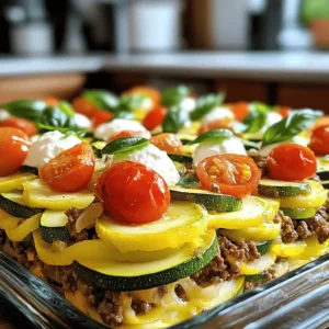 - 1 lb ground beef - 3 medium zucchinis, sliced - 1 medium onion, finely diced - 2 cloves garlic, minced - 1 cup cherry tomatoes, halved - 1 cup shredded mozzarella cheese - 1 cup ricotta cheese - 1 tablespoon Italian seasoning - 1 teaspoon salt - ½ teaspoon black pepper - 2 tablespoons olive oil In this recipe, the main ingredients create a rich base. The ground beef adds protein and flavor. Zucchini brings freshness and a nice crunch. The onion and garlic provide depth and aroma. For the additional ingredients, cherry tomatoes give a burst of sweetness. Mozzarella cheese melts beautifully, while ricotta adds creaminess. Each layer of cheese makes the casserole rich and satisfying. Seasoning is key. Italian seasoning brings warmth and herbal notes. Salt enhances all the flavors, while black pepper adds a subtle kick. Olive oil helps in cooking and adds richness. This combination of ingredients makes for a hearty meal. Trust me; you’ll love this dish! For the full recipe, check out the complete cooking guide. - Preheat oven to 375°F (190°C). - In a large skillet, pour in 2 tablespoons of olive oil. - Add 1 medium onion, finely diced, and 2 cloves of minced garlic. - Sauté for about 3-4 minutes until the onion is soft and fragrant. - Add 1 lb of ground beef to the skillet. - Cook until the meat is browned, about 5-7 minutes. - Drain any excess fat from the skillet. - Season the beef with 1 tablespoon of Italian seasoning, 1 teaspoon of salt, and ½ teaspoon of black pepper. - In a large baking dish, start with a layer of zucchini. - Use 3 medium zucchinis, sliced into thin rounds, to cover the bottom. - Spread half of the beef mixture over the zucchini. - Add half of 1 cup of ricotta cheese, dolloping it over the beef. - Scatter half of 1 cup of cherry tomatoes, halved, on top. - Repeat these layers, ending with the remaining beef and zucchini. - Top with 1 cup of shredded mozzarella cheese for a cheesy finish. - Cover the baking dish tightly with aluminum foil. - Bake for 25 minutes in the preheated oven. - After 25 minutes, remove the foil. - Bake for an additional 15-20 minutes until the cheese is bubbly and golden brown. This method creates a warm, hearty meal that satisfies everyone. For more details, check the Full Recipe. - Use fresh ingredients for the best flavor. Fresh zucchini and ripe tomatoes make a big difference. - Let the casserole rest before slicing. This helps the layers set and makes serving easier. - Garnish with fresh basil leaves. This adds color and a burst of flavor. - Serve warm with rustic bread. The bread pairs nicely with the rich casserole. - Avoid overcrowding the baking dish. This can lead to uneven cooking. Each layer needs space to cook well. - Always drain excess fat from the beef. This keeps your casserole from being greasy and heavy. For the full recipe, check out the Ground Beef Zucchini Dream Casserole. {{image_4}} You can make this dish meat-free. Substitute ground beef with lentils or chopped mushrooms. Both options add a rich texture and taste. Lentils are packed with protein, while mushrooms bring a nice umami flavor. Use one cup of cooked lentils or about 2 cups of chopped mushrooms. Sauté them with the onion and garlic for best results. Cheese is a key flavor in casseroles. You can play with different cheese blends to change the taste. Try sharp cheddar for a bold kick or crumbly feta for a tangy touch. Mixing cheeses can also create a delightful texture. Aim for about 2 cups of cheese total for the best results. Adding more vegetables boosts nutrition and flavor. Bell peppers and spinach are great choices. Diced bell peppers add sweetness and color. Spinach brings a nice earthiness and extra vitamins. You can mix in 1 cup of diced bell peppers or 2 cups of fresh spinach. Just add them to the sauté step with the onions and garlic. For the full recipe, check out the Ground Beef Zucchini Dream Casserole 🥒. To keep your Ground Beef Zucchini Casserole fresh, store it in an airtight container. This way, it lasts for up to 3 days in the fridge. Make sure it cools down before sealing it, so it stays tasty. If you want to save some for later, freeze individual portions. Use freezer-safe containers or bags to keep it fresh. This makes quick meals easy later on. You can enjoy your casserole anytime you want! When it's time to eat, reheat in the oven for the best texture. Preheat your oven to 350°F (175°C) and warm it for about 20 minutes. This keeps the cheese nice and gooey. If you're in a hurry, use the microwave. Just warm it in short bursts to avoid drying it out. Enjoy your delicious meal again! Yes, you can prepare the layers in advance and bake when ready. This makes it great for busy days. Just cover it tightly and store it in the fridge. When you are ready, bake it straight from the fridge. It should be bubbly and golden brown on top. A good tip is to look for the cheese. When it is melting and has a nice color, your casserole is ready. Absolutely! Feel free to adjust herbs and spices to your taste. You can add more garlic if you love it or some crushed red pepper for heat. Experimenting makes your dish unique and fun. Yes, use dairy-free cheese alternatives and omit ricotta. There are many great options out there. This way, you can enjoy the casserole without the dairy. Try it with your favorite non-dairy cheese to keep it creamy. This casserole blends fresh veggies, savory beef, and creamy cheeses for a tasty meal. We've covered the main ingredients, step-by-step cooking instructions, and helpful tips to ensure success. Remember to use fresh ingredients and avoid common mistakes like overcrowding the dish. Whether you enjoy it as is or try variations, this dish is versatile. With proper storage, you can savor leftovers easily. Get ready to impress with your homemade casserole that suits every palate. Enjoy the cooking process and the delightful results!