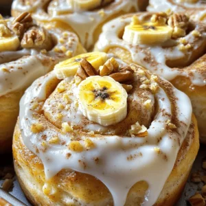 To make these tasty banana bread cinnamon rolls, gather these key ingredients: - 2 ripe bananas, mashed - 2 cups all-purpose flour - 3/4 cup granulated sugar - 1/2 cup brown sugar, packed - 1/4 cup unsalted butter, softened - 1/2 cup milk - 2 large eggs - 1 teaspoon vanilla extract - 1 tablespoon baking powder - 1 teaspoon baking soda - 1/2 teaspoon salt - 1 tablespoon ground cinnamon These ingredients blend to create a soft, flavorful dough that is perfect for rolling. For the creamy topping, you will need: - 8 oz cream cheese, softened - 1/4 cup unsalted butter, softened - 2 cups powdered sugar - 1 teaspoon vanilla extract - 1-2 tablespoons milk (to adjust consistency) This frosting adds a sweet, tangy kick to the rolls. You can customize your rolls by adding: - 1/2 cup pecans or walnuts, chopped - Chocolate chips These add-ins provide extra texture and flavor. Feel free to get creative! For the full recipe, check out the details above. 1. Preheat Oven: Start by preheating your oven to 350°F (175°C). Grease a 9x13 inch baking dish to stop sticking. 2. Mix Wet Ingredients: In a big bowl, mash the ripe bananas. Add softened butter and granulated sugar. Mix until creamy. 3. Add Eggs and Milk: Next, include the eggs, milk, and vanilla extract. Stir until everything blends smoothly. 4. Combine Dry Ingredients: In another bowl, whisk together flour, baking powder, baking soda, salt, and half of the ground cinnamon. 5. Mix Wet and Dry: Slowly fold the dry mix into the wet mix. Stir gently. Remember, a few lumps are fine. 6. Roll the Dough: Pour the dough onto a floured surface. Roll it out into a rectangle about 1/4 inch thick. 7. Prepare Cinnamon Sugar Filling: In a small bowl, mix brown sugar, remaining cinnamon, and nuts if you want them. Spread softened butter over the dough. Then sprinkle the cinnamon sugar mix on top. 8. Form the Rolls: Start rolling the dough from one edge. Make a tight log. Slice the log into 12 equal pieces. 9. Let Them Rise: Place the slices in the greased baking dish. Let them rise for about 20 minutes while the oven heats up. 10. Bake the Rolls: Bake for 25-30 minutes. Look for a golden brown color. They should be fully cooked. 11. Prepare the Frosting: As the rolls bake, make the frosting. In a bowl, beat together softened cream cheese, softened butter, powdered sugar, vanilla extract, and milk. Mix until it’s creamy and smooth. 12. Frost the Rolls: After baking, let the rolls cool for a bit. Spread the cream cheese frosting on top while they are still warm. For the full recipe, check out the complete guide to making these tasty treats! To get soft and fluffy rolls, the dough needs care. First, don’t overmix the wet and dry ingredients. Mixing too much makes the rolls tough. Aim for a few lumps in the dough. Also, let your rolls rise before baking. This rise helps them become light and airy. Start with room temperature ingredients. This helps everything blend easily. Mix the bananas and butter until creamy, then add eggs and milk. Stir gently to keep the mixture smooth. When adding dry ingredients, fold them in slowly. This keeps your rolls from turning dense. For the perfect cream cheese frosting, use softened cream cheese and butter. Mix them well to avoid lumps. Gradually add powdered sugar and a bit of milk. If your frosting is too thick, add more milk a little at a time. It should be creamy and spreadable but not runny. For a special touch, swirl in extra vanilla for flavor. Check out the Full Recipe to make your delicious banana bread cinnamon rolls! {{image_4}} You can enhance your cinnamon rolls by adding nuts. Pecans and walnuts work best. They add a nice crunch and flavor. If you want a softer roll, leave out the nuts. For a fun twist, try adding almonds or hazelnuts. Chop them finely so they blend well in the dough. Want to change things up? You can infuse different flavors into your rolls. Add chocolate chips for a sweet bite. Or, mix in some pumpkin spice for a cozy fall flavor. You could even add a hint of orange zest for a fresh twist. Experiment with these flavors to find your favorite! You can make this recipe vegan or gluten-free. For a vegan roll, swap eggs for flaxseed meal or applesauce. Use almond milk instead of regular milk. For gluten-free, choose a gluten-free flour blend. Just make sure it includes a binding agent like xanthan gum. These changes keep the rolls delicious and friendly for all diets. For the complete recipe, check out the Full Recipe section! To keep your banana bread cinnamon rolls fresh, first let them cool. Once cooled, place them in an airtight container. You can also use plastic wrap to cover them tightly. Store them at room temperature for up to two days. If you want them to last longer, refrigerate them. This will keep them fresh for about a week. When you’re ready to enjoy your leftover rolls, preheat your oven to 350°F (175°C). Place the rolls on a baking sheet and cover them with foil. Heat them for about 10-15 minutes. This will warm them up without drying them out. If you prefer a quicker method, use the microwave. Warm each roll for about 15-20 seconds. This is great for a fast snack. If you want to save some rolls for later, freezing is a great option. Wrap each roll tightly in plastic wrap. Then, place them in a freezer-safe bag. You can freeze them for up to three months. When you're ready to eat one, simply thaw it in the fridge overnight. Reheat it as mentioned above for a warm treat. Enjoy your delicious rolls anytime! For the full recipe, check out the details above. You can tell your rolls are ready when they look golden brown on top. They should also feel firm to the touch. A toothpick inserted into the center should come out clean. If it has wet dough on it, bake for a few more minutes. Always trust your nose; the sweet aroma should fill your kitchen! Yes, you can prepare the dough ahead of time. Make the dough and roll it up into a log. Wrap the log tightly in plastic wrap and refrigerate it. You can keep it in the fridge for up to 24 hours. When you’re ready to bake, slice the rolls and let them rise before baking. You can use Greek yogurt or mascarpone cheese as a cream cheese substitute. They both add creaminess. If you want a dairy-free option, try coconut cream or a vegan cream cheese. Just make sure to adjust the sugar to taste, as some alternatives can be sweeter. Banana bread cinnamon rolls are a fun treat you can easily make. We covered the important ingredients, step-by-step instructions, and tips for perfect results. You can add nuts or chocolate chips for extra flavor. Remember to store leftovers properly to enjoy later. Baking should be enjoyable and rewarding. Experiment with variations to find your favorite. Now, it’s time for you to bake and share your delicious rolls with others!