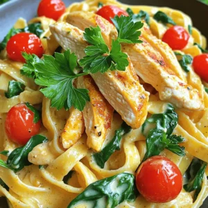 To make this tasty dish, gather these items: - 2 boneless, skinless chicken breasts - 8 oz fettuccine pasta - 2 tablespoons Cajun seasoning - 1 tablespoon olive oil - 2 cloves garlic, minced - 1 cup heavy cream - 1 cup chicken broth - 1 cup cherry tomatoes, halved - 1 cup fresh spinach, roughly chopped - 1/2 cup grated Parmesan cheese - Salt and pepper to taste - Fresh parsley, chopped, for garnish These ingredients work together to create a creamy, spicy, and flavorful meal. If you can't find an ingredient, don't worry! Here are some easy swaps: - Chicken: Use shrimp or tofu for a different protein option. - Pasta: Swap fettuccine for penne or any pasta you like. - Cajun seasoning: Make your own mix with paprika, cayenne, garlic powder, and onion powder. - Heavy cream: Use half-and-half or coconut milk for a lighter sauce. - Spinach: Kale or arugula can add a nice twist. These alternatives keep the dish delicious and fun! When it comes to quality, I trust these brands: - Cajun seasoning: Look for Tony Chachere’s or Zatarain’s for authentic flavor. - Pasta: Barilla or De Cecco offer great pasta options that cook well. - Heavy cream: A brand like Horizon Organic ensures rich creaminess. Using good brands can elevate your dish. Grab these trusted names for a truly satisfying meal! For the complete guide on making this dish, check the Full Recipe. 1. First, take the chicken breasts and coat them with Cajun seasoning. Make sure to cover both sides well. This adds great flavor. 2. Next, fill a big pot with salted water and bring it to a boil. Add the fettuccine pasta and cook it as the package says. It should be al dente. Drain the pasta and set it aside. 3. Heat olive oil in a large skillet over medium-high heat. Once hot, add the seasoned chicken breasts. Cook them for about 6–7 minutes on each side. The chicken should be cooked through, and the juices should run clear. Remove the chicken and let it rest before slicing. 4. In the same skillet, add minced garlic. Sauté it for 1 minute until it smells great. 5. Pour in the chicken broth and let it simmer. Use a wooden spoon to scrape the tasty bits stuck to the bottom of the skillet. 6. Slowly stir in the heavy cream and add the halved cherry tomatoes. Cook for 3 minutes to let the tomatoes soften and mix into the sauce. 7. Add the chopped spinach and sliced chicken back into the skillet. Stir everything until the spinach wilts and combines well. 8. Gradually add the cooked fettuccine to the skillet. Toss gently to coat the pasta well. Sprinkle in grated Parmesan cheese and stir until the sauce is creamy. Adjust the taste with salt and pepper. 9. Serve the pasta hot. Garnish with fresh parsley for color and taste. - Start boiling the water for pasta before preparing the chicken. This saves time. - While the chicken cooks, chop the garlic and tomatoes. This keeps everything moving smoothly. - When the chicken rests, use that time to sauté garlic and make the sauce. - Drain the pasta just as the sauce is ready. This keeps everything warm. - Always wash your hands before and after touching raw chicken. - Use separate cutting boards for chicken and other foods to avoid cross-contamination. - Cook chicken to an internal temperature of 165°F (75°C) to ensure it is safe to eat. - Clean all surfaces and utensils that come into contact with raw chicken. To make your sauce truly creamy, use heavy cream. It gives the best texture. As you cook, stir the sauce gently. This helps it blend well without curdling. Adding cheese at the end makes it richer. Always taste your sauce before serving. Adjust salt and pepper as needed for balance. Many cooks skip seasoning the chicken well. Don’t just sprinkle the Cajun seasoning; rub it in. This step packs in flavor. Another mistake is overcooking the pasta. Aim for al dente; it will continue to cook in the sauce. Lastly, don’t rush the sauce. Let it simmer to develop all those tasty flavors. If you like it mild, use less Cajun seasoning. Start with one tablespoon and add more if needed. You can also balance spice with cream. For more heat, add crushed red pepper flakes or extra Cajun seasoning. Always taste as you go. This way, you can find the right balance for your taste buds. You will find the full recipe helpful in making this dish step by step. {{image_4}} You can easily make this dish vegetarian. Instead of chicken, use hearty veggies or plant-based protein. Tofu or tempeh works great. Just marinate them in Cajun seasoning like you would with chicken. This adds that bold flavor we love! Feel free to mix in any veggies you like. Bell peppers, zucchini, or mushrooms add nice textures and flavors. You can also try shrimp or sausage for different proteins. Sauté them in the same skillet for a quick and tasty meal. If you prefer gluten-free pasta, there are many good options. Look for brands that use rice, quinoa, or chickpeas. These pasta types cook well and soak up the creamy sauce nicely. Always check the cooking time, as it may vary from regular pasta. For the full recipe, check out the Full Recipe section. To keep your Creamy Cajun Chicken Pasta fresh, store it in an airtight container. Make sure to let it cool to room temperature before sealing it. This prevents moisture buildup, which can make the pasta soggy. Always label your container with the date. This helps you track how long your meal has been stored. You can keep this dish in the fridge for up to three days. It’s best to eat it within this time for great taste and safety. If you want to keep it longer, consider freezing it. Frozen Cajun chicken pasta can last for up to three months. Just remember to thaw it completely before reheating. When reheating, use low heat to warm your pasta gently. This helps keep the sauce creamy. You can add a splash of chicken broth or cream to restore moisture. Stir occasionally to prevent sticking. If using the microwave, cover it to trap steam. This keeps the pasta moist and tasty. Enjoy your meal just like the first time! You can make Creamy Cajun Chicken Pasta ahead of time. Cook the chicken and pasta first. Prepare the sauce but stop before adding the spinach. Let it cool and store it in an airtight container. When you’re ready to eat, heat the sauce. Add the spinach and cooked chicken. Toss in the pasta just before serving. This way, the pasta stays fresh and the sauce creamy. Yes, you can freeze Creamy Cajun Chicken Pasta. To do this, let it cool completely first. Then, place it in a freezer-safe container. Make sure to leave some space for expansion. It will stay good for about three months. When you're ready to enjoy it, thaw in the fridge overnight. Reheat on the stove, adding a splash of cream to help restore the texture. Creamy Cajun Chicken Pasta pairs well with many sides. A fresh garden salad adds crunch and freshness. Garlic bread complements the rich sauce nicely. You can also serve it with steamed broccoli for a healthy touch. For a bold flavor, consider a spicy coleslaw. Each of these sides enhances the meal and makes it even more enjoyable. In this article, I shared how to make Creamy Cajun Chicken Pasta. We covered essential ingredients and suggested substitutes. I included clear steps for preparation, along with cooking tips and safety advice. I also explored variations, storage methods, and frequently asked questions. This dish is adaptable and easy to enjoy. By following these guidelines, you can create a meal that delights everyone. Enjoy your cooking journey, and don’t forget to share your tasty results!