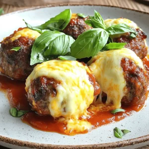 - 1 pound ground beef - 1/2 pound ground pork (or ground turkey for a lighter option) - 1 cup breadcrumbs - 1/4 cup grated Parmesan cheese - 2 cloves garlic, minced - 1 teaspoon dried oregano - 1 teaspoon dried basil - Salt and pepper to taste - 8 ounces mozzarella cheese, cut into small cubes Ground beef and pork (or turkey) make a tasty mix. They give the meatballs a nice flavor. Breadcrumbs help hold everything together. Parmesan cheese adds a salty touch. Garlic, oregano, and basil bring in herbs that lift the taste. Don’t forget salt and pepper; they boost all the flavors. The star of the show is mozzarella cheese, which melts inside the meatballs. It makes every bite gooey and delicious. - 1/2 cup marinara sauce (plus extra for serving) - Baking sheet lined with parchment paper - Mixing bowl For the sauce, marinara is a great choice. It’s rich and pairs well with meatballs. You can add extra herbs or spices to it if you like. A baking sheet lined with parchment paper helps with easy cleanup. Make sure you have a good mixing bowl to combine all the ingredients well. These tools help you create the perfect stuffed meatballs. You can find the full recipe above to guide you through each step in detail. First, set your oven to 400°F (200°C). This gives it time to heat up. While the oven warms, take a baking sheet and line it with parchment paper. This helps prevent sticking. Next, grab a large bowl. Mix together 1 pound of ground beef and 1/2 pound of ground pork. You can also use turkey if you want a lighter meal. Add 1 cup of breadcrumbs and 1/4 cup of grated Parmesan cheese. Toss in 2 minced cloves of garlic, 1 teaspoon of dried oregano, and 1 teaspoon of dried basil. Don’t forget salt and pepper to taste. Lastly, crack in 1 large egg and mix until everything is combined well. Now it’s time to shape the meatballs. Wet your hands slightly to avoid sticking. Take about 1 tablespoon of the meat mixture and flatten it in your palm. Place a small cube of mozzarella cheese in the center. Fold the meat around the cheese and roll it into a ball. Make sure the cheese is fully encased. Repeat this until you’ve formed all the meatballs. Space them out on your prepared baking sheet. Slide the sheet into the oven and bake for 20-25 minutes. The meatballs should be brown and reach an internal temperature of 160°F (70°C). While the meatballs bake, pour 1/2 cup of marinara sauce into a saucepan. Heat it over medium heat. When the meatballs are done, carefully add them to the simmering sauce. Let them cook together for about 5-10 minutes. This helps the meatballs soak up the tasty sauce. When serving, plate the meatballs and generously top them with the marinara sauce. Garnish with fresh basil leaves for a beautiful finish. Enjoy your delicious stuffed meatballs with mozzarella cheese! To make juicy meatballs, you need to keep them moist. Start with a mix of ground beef and ground pork. The pork adds fat, which keeps meatballs tender. Use breadcrumbs and an egg as binding agents. Breadcrumbs soak up moisture and hold the meat together. The egg helps bind everything, so your meatballs stay intact while cooking. Choose fresh mozzarella for your stuffed meatballs. Fresh mozzarella melts beautifully and gives a gooey texture. Look for cheese that is soft and creamy. If you want to switch things up, try provolone or gouda. Both will melt well and add a new flavor twist. Stuffed meatballs pair well with many sides. Serve them over pasta or with garlic bread. A fresh salad or roasted veggies also work great. For drinks, a bold red wine like Chianti complements the flavors. If you prefer non-alcoholic drinks, try sparkling water with a slice of lemon. For the full recipe, check out the Cheesy Stuffed Meatballs section. {{image_4}} You can easily switch up the ground meat in this recipe. Try chicken, lamb, or even plant-based meat. Each choice brings its own flavor and texture. If you want a gluten-free option, use gluten-free breadcrumbs or skip the bread altogether. Just remember, the binding agents help keep your meatballs together, so choose wisely. To give your meatballs a new twist, add spices or fresh herbs. Try crushed red pepper for heat or fresh parsley for brightness. You can also explore different sauces beyond marinara. Consider a rich alfredo or a zesty pesto for dipping. This will change the whole vibe of the dish while keeping it delicious. Cheese is the star of the show, but you can mix it up. Use provolone or gouda for a different flavor. You can also add extra fillings like sautéed spinach, roasted red peppers, or herbs. These additions will enhance the taste and make the meatballs even more exciting. Each variation allows you to create a new favorite dish. For the full recipe, check out the details above and start creating your stuffed meatballs today! To store leftover meatballs, place them in an airtight container. This keeps them fresh and prevents odors. You can also layer them with marinara sauce to maintain moisture. In the fridge, these meatballs last about 3 to 4 days. Always ensure they cool down completely before sealing the container to avoid condensation. For freezing stuffed meatballs, let them cool first. Then, arrange them on a baking sheet, ensuring they do not touch. Freeze them for about 2 hours until firm. After that, transfer the meatballs to freezer bags. This keeps them fresh for up to 3 months. When you’re ready to enjoy them, you can reheat them directly from the freezer. To reheat, bake them in the oven at 350°F (175°C) for 25-30 minutes. You can also simmer them in marinara sauce on the stove until heated through. This method adds flavor and moisture. For a quick fix, the microwave works too, but be sure to cover them to keep them moist. For the full recipe, check out the Cheesy Stuffed Meatballs section. To check if meatballs are done, measure their internal temperature. A safe temperature is 160°F (70°C). You can also look for visual signs. The meatballs should be brown on the outside and firm to the touch. If juices run clear when you cut one open, they are ready to eat. Yes, you can make the meatballs ahead of time. Form them and place them on a baking sheet. Cover and freeze them for later. You can also store them in the fridge for up to two days before cooking. Just remember to cook them straight from the freezer or thaw them overnight in the fridge. Stuffed meatballs pair well with many sides. Here are some great options: - Spaghetti or any pasta - Garlic bread for a crunchy side - A fresh green salad for a light touch - Roasted vegetables for added flavor - Rice or polenta for a hearty meal These sides will balance the rich flavors of the meatballs. Enjoy trying different combinations! For the full recipe, check out the Cheesy Stuffed Meatballs section. This post covered how to make delicious stuffed meatballs. You learned about key ingredients and the best kitchen tools. I gave you easy steps for mixing, forming, and baking. Plus, we discussed tips for great texture and how to serve. Even with all these tips, experiment with your flavors. Change cheeses or use different meats. Your stuffed meatballs can become your signature dish. Enjoy cooking, and enjoy sharing this meal with others!