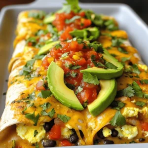 To make your breakfast enchiladas, gather these simple ingredients: - 6 large flour tortillas - 4 large eggs - 1 cup black beans, drained and rinsed - 1 cup diced bell peppers (a mix of red and green) - 1 small onion, finely chopped - 1 cup shredded cheese (sharp cheddar or a Mexican blend) - 1/2 cup mild salsa - 1/4 cup fresh cilantro, finely chopped - 1 teaspoon ground cumin - 1 teaspoon smoked paprika - Salt and freshly ground black pepper, to taste - 2 tablespoons olive oil - 1 ripe avocado, sliced (for garnish) - Sour cream, for serving (optional) You can swap some ingredients if you need. Here are a few ideas: - Use corn tortillas instead of flour for a gluten-free option. - Substitute black beans with pinto beans or refried beans for a different taste. - For a dairy-free version, use vegan cheese or omit cheese altogether. - Replace cilantro with parsley if you're not a fan of cilantro's flavor. Choosing the right brands can enhance your dish. Here are some trusted picks: - Tortillas: Look for Mission or La Banderita for soft and flavorful tortillas. - Beans: Eden Organic offers great quality canned beans without added salt. - Cheese: For the best flavor, try Tillamook sharp cheddar or Sargento's Mexican blend. - Salsa: Pace or Herdez makes tasty salsas that complement these enchiladas well. - Olive Oil: Extra virgin olive oil from California Olive Ranch is a solid choice. Now you have all the ingredients ready for your tasty breakfast enchiladas! Don't forget to check the Full Recipe for the step-by-step guide to making them. First, preheat your oven to 350°F (175°C). This step gets the oven ready for baking later. In a skillet, heat 2 tablespoons of olive oil over medium heat. Add 1 small chopped onion and 1 cup of diced bell peppers. Cook them for about 5 minutes until they become soft and smell great. Next, take a mixing bowl and whisk together 4 large eggs, 1 teaspoon of ground cumin, 1 teaspoon of smoked paprika, salt, and black pepper. Pour this egg mix into the skillet with the cooked veggies. Scramble the eggs gently until they are fully cooked and not runny. Once the eggs are cooked, take the skillet off the heat. Stir in 1 cup of black beans and half of 1/4 cup of chopped cilantro. Mix everything well, and your filling is ready! Now, it's time to fill the tortillas. Take a large flour tortilla and lay it flat on a clean surface. Spoon about 1/4 of the egg and bean mixture into the center of the tortilla. Do not forget to sprinkle some of the shredded cheese on top! Carefully roll the tortilla tightly around the filling. Make sure it's well-secured. Place each rolled tortilla seam-side down in a greased 9x13 inch baking dish. Repeat this process with the rest of the tortillas until you fill the dish. With all the tortillas in the dish, pour 1/2 cup of mild salsa evenly over the top. Then, sprinkle the remaining shredded cheese on top of the salsa-covered enchiladas. Now, place the baking dish in your preheated oven. Bake for 20 to 25 minutes. You want the cheese to melt, bubble, and turn slightly golden. Once done, take the dish out of the oven. Sprinkle the remaining chopped cilantro on top. For a fresh touch, add slices of ripe avocado as a garnish. Your Breakfast Enchiladas are ready to enjoy! For the complete recipe, refer to the Full Recipe section. To make your breakfast enchiladas stand out, focus on freshness. Use ripe vegetables for the filling. Fresh herbs, like cilantro, add bright flavor. Choose a good cheese—sharp cheddar or a Mexican blend works best. Mixing spices like cumin and smoked paprika gives depth. Don't skip the salsa; it adds moisture and tang. Bake until the cheese is melted and bubbly. This creates a delicious topping. One common mistake is overfilling the tortillas. This can lead to messy enchiladas. Use about 1/4 of the filling per tortilla. Another mistake is not cooking the eggs enough. Scramble them just until they are set, not dry. Also, don't forget to preheat your oven. Baking in a cold oven can change the texture. Lastly, avoid using stale tortillas. Fresh ones roll better and taste great. You can prepare your enchiladas in advance. Assemble them in the baking dish, cover tightly, and refrigerate. They stay fresh for up to 24 hours. When ready to bake, just add salsa and cheese on top. If you need to freeze them, wrap well in foil. They can last up to three months in the freezer. Thaw overnight before baking for best results. This makes busy mornings a breeze! {{image_4}} You can easily make breakfast enchiladas vegetarian. Replace the eggs with tofu for a plant-based twist. Use more vegetables like zucchini or spinach for added flavor. You can also add more beans for extra protein. This keeps your meal hearty and satisfying. If you want more protein, add cooked chicken, sausage, or bacon. These meats work well with the eggs and beans. Just ensure they are cooked before adding to the mixture. You can also try adding smoked salmon for a unique flavor. Each option gives you a great start to your day. To boost the flavor, consider adding spices like chili powder or oregano. Fresh herbs like parsley or green onions can brighten up the dish. A squeeze of lime juice can enhance the taste too. For a spicy kick, try jalapeños or hot sauce. These little changes make your breakfast enchiladas even more delicious. After making breakfast enchiladas, you may have some left. Store them in an airtight container. This keeps them fresh for up to three days. Let the enchiladas cool before sealing. You can add a layer of plastic wrap for extra protection. You can freeze breakfast enchiladas for later. First, let them cool completely. Wrap each enchilada tightly in plastic wrap. Then, place them in a freezer-safe bag or container. They will last for about three months. Label the bag with the date for easy tracking. To reheat, remove the enchiladas from the fridge or freezer. If frozen, let them thaw overnight in the fridge. Preheat your oven to 350°F (175°C). Place the enchiladas in a baking dish. Cover with foil to keep them moist. Heat for about 20 minutes. If they are frozen, heat for 30 to 35 minutes. You can also microwave them for a quick meal. Just cover them with a damp paper towel and heat for 2-3 minutes. Enjoy your tasty breakfast enchiladas anytime! To add spice to your Breakfast Enchiladas, you can use spicy salsa or hot sauce. You can also mix in diced jalapeños or a pinch of cayenne pepper. These simple changes can give your dish a nice kick. Adjust the heat to fit your taste. Remember, start small and add more if needed. The goal is to enhance the flavor without overwhelming the dish. Yes, you can use corn tortillas! Corn tortillas are a great gluten-free option. They add a different flavor and texture to your enchiladas. Just warm them up in a skillet before filling. This helps prevent them from breaking. You may need to adjust the baking time slightly, so keep an eye on them. They should be golden and crispy when done. Breakfast Enchiladas pair well with various sides. Here are some ideas: - Fresh fruit salad - A green salad with light dressing - Refried beans for extra protein - Mexican-style rice for a hearty meal - Sliced avocado or guacamole for creaminess - A dollop of sour cream to balance the spice These sides can make your breakfast more filling and colorful. Enjoy mixing and matching to find your favorite combos! For the complete recipe, check out the Sunny Morning Breakfast Enchiladas. You learned how to make tasty breakfast enchiladas from this post. We covered the key ingredients, step-by-step instructions, and smart tips. I shared ways to switch up flavors and avoid common mistakes. Storing and reheating leftovers is easy, too. Enjoy making breakfast enchiladas your way! You can get creative and share them with friends and family. Fun meals like this make mornings special.
