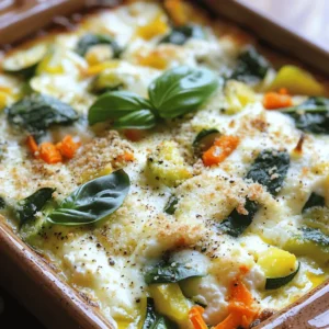 To make the Cottage Cheese and Veggie Bake, you need these key ingredients: - 2 cups cottage cheese - 1 cup fresh spinach, finely chopped - 1 zucchini, diced into small cubes - 1 bell pepper, diced (any color) - 1 medium carrot, grated - 1 medium onion, finely chopped - 2 cloves of garlic, minced - 1 teaspoon dried oregano - 1 teaspoon dried basil - 1/2 teaspoon salt - 1/4 teaspoon ground black pepper - 1 cup shredded mozzarella cheese - 1/2 cup breadcrumbs - 2 tablespoons extra virgin olive oil This dish shines with fresh produce and creamy dairy. The cottage cheese adds a rich base. Spinach gives color and nutrients. Zucchini and bell pepper bring crunch and sweetness. Grated carrot adds color, while onion and garlic boost the flavor. Choose fresh veggies for the best taste. Seasoning is key to a tasty bake. Dried oregano and basil add depth. Salt and black pepper enhance all the flavors. Breadcrumbs give a nice crunch on top. The olive oil helps everything blend and adds a touch of richness. Check out the Full Recipe for all the details. First, set your oven to 375°F (190°C). This helps it warm up while you get everything ready. Gather all your ingredients. You will need cottage cheese, spinach, zucchini, bell pepper, carrot, onion, garlic, and some spices. Make sure to chop and dice the veggies before you start cooking. This saves time later. In a large skillet, pour in the olive oil. Heat it over medium. Once hot, add the chopped onion and minced garlic. Cook these for about 3-4 minutes. You want the onion to turn soft and clear. Then, add the diced zucchini, bell pepper, and grated carrot. Stir it all together and cook for an extra 5-6 minutes. The veggies should start to soften, but not mushy. In a large bowl, mix the cottage cheese with the chopped spinach and the sautéed vegetables. Sprinkle in the dried oregano, dried basil, salt, and black pepper. Stir everything until it is blended well. Next, pour the mixture into a greased 9x9 inch baking dish. Spread it out evenly. Top it with shredded mozzarella cheese, making a nice layer. For added crunch, mix breadcrumbs with a little olive oil and sprinkle them on top. Bake in the oven for 25-30 minutes. The top should turn golden brown, and you will see bubbles. Once it's done, take it out and let it cool for a few minutes. Then, slice into squares. Serve warm, and maybe add a sprinkle of fresh basil or black pepper on top. Enjoy this tasty Cottage Cheese and Veggie Bake! For the full recipe, check the previous section. To get the best texture, choose fresh veggies. Fresh spinach adds a nice bite. Cook the vegetables until they are soft but not mushy. This keeps the bake light and fluffy. The mozzarella cheese on top melts beautifully. It gives a nice creamy layer that ties the dish together. If you are out of an ingredient, don’t worry! You can swap veggies based on what you have. Try using broccoli or mushrooms instead of zucchini. You can also use ricotta cheese instead of cottage cheese for a richer taste. If you want a lower-fat option, use low-fat mozzarella. Oven temperatures can vary. If your oven runs hot, check the bake a bit early. Look for a golden brown top and bubbly filling. For a cooler oven, you may need to bake a bit longer. It’s all about finding the sweet spot for your oven. Remember, every minute counts in making a perfect bake. For the full recipe, check out the complete instructions above! {{image_4}} You can boost the protein in your Cottage Cheese and Veggie Bake by adding cooked chicken or turkey. Dice or shred the meat into small pieces. Mix it in when you combine the cottage cheese and veggies. This makes the dish heartier and more filling. You can even use leftover rotisserie chicken for a quick option. If you want a vegetarian twist, keep the dish as is. It’s full of veggies and cottage cheese, which is great. For a vegan option, swap the cottage cheese with a plant-based alternative. Look for cashew or tofu-based cheeses. You can also use nutritional yeast for a cheesy flavor without dairy. While mozzarella is classic, you can try other cheeses too. Cheddar adds a sharp taste. Feta brings a nice tang to the dish. You can even mix different cheeses for a fun blend of flavors. Just remember to adjust the amount based on how cheesy you want it. Feel free to explore these variations to make this dish your own! You can find the Full Recipe in the previous sections for reference. After you make the Cottage Cheese and Veggie Bake, let it cool. Once cooled, cover it tightly with plastic wrap or foil. This helps keep the dish fresh and moist. Store it in the fridge for up to three days. Make sure to place it on a shelf, not in the door, to keep it at a steady temperature. If you want to save some for later, freezing is a great option. Cut the bake into individual portions. Wrap each piece tightly in plastic wrap, then place them in a freezer bag. Remove as much air as possible to prevent freezer burn. It can last up to two months in the freezer. When you’re ready to enjoy it again, thaw it overnight in the fridge. To reheat, place the portion in an oven-safe dish. Preheat your oven to 350°F (175°C). Cover the dish with foil to keep it moist. Bake for about 20 minutes or until heated through. For a crispy top, remove the foil for the last 5 minutes. You can also use a microwave. Heat on medium power for 2-3 minutes, checking halfway to stir. Enjoy your meal as if it were fresh! The Cottage Cheese and Veggie Bake lasts up to four days in the fridge. Just store it in an airtight container. This keeps it fresh and safe to eat. When you're ready to enjoy it again, check for any signs of spoilage before reheating. Yes, you can make this recipe ahead of time. Prepare the bake and store it in the fridge for up to two days before baking. Cover it tightly with plastic wrap or aluminum foil. This saves time on busy nights. If you want to freeze it, do so before baking. It can stay frozen for up to three months. You can serve many sides with Cottage Cheese and Veggie Bake. A fresh green salad pairs well. You can also enjoy it with whole-grain bread or a light soup. For a heartier meal, consider serving it with quinoa or brown rice. Each option adds flavor and texture to your dinner. For the complete recipe, check out the Full Recipe section. This blog post covered all you need for the Cottage Cheese and Veggie Bake. You learned about the right ingredients, step-by-step instructions, and helpful tips. We explored fun variations for any diet. Plus, I shared storage details to keep your dish tasty. In conclusion, enjoy making this bake at home. It’s simple and flexible. With these steps, you can create a dish your family will love.