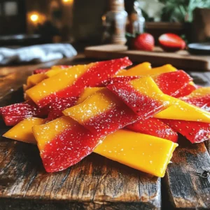 To make 3-Ingredient Fruit Leather, you need just three simple items: - 2 cups of fresh fruit (like strawberries or mangoes) - 2 tablespoons of honey or maple syrup - 1 tablespoon of lemon juice These ingredients work together to create a delicious, chewy snack. You can use any fresh fruit you enjoy. The lemon juice adds a nice zest and helps balance the sweetness. If you want to switch things up, consider these options: - Use agave syrup instead of honey or maple syrup. - Try coconut sugar for a different flavor. - Add a pinch of salt to boost taste. These alternatives can enhance the fruit leather's flavor without making it overly sweet. You can also experiment with spices, like cinnamon or vanilla, to create a unique twist. Picking the right fruit is key. Here are tips to help you choose: - Look for ripe fruits with bright colors and a sweet smell. - Avoid fruits with bruises or blemishes. - Seasonal fruits often taste best and are easier to find. For great results, mix different fruits. A blend of strawberries and peaches creates a delightful flavor. You can also use mashed bananas for a creamy texture. Let your taste buds guide you! Start by washing your fresh fruit. Use cool water to rinse off dirt. Remove any stems or leaves from the fruit. Chop the fruit into small, even pieces. This helps the fruit blend smoothly. You can use any fruit you like. Strawberries and mangoes work great. Mix and match your favorites for fun flavors. Put the chopped fruit into a blender. Add the honey or maple syrup next. Then, squeeze in the lemon juice. Blend until the mixture is smooth. You may need to scrape the sides to mix well. Aim for a velvety texture. This will make your fruit leather nice and tasty. Preheat your oven to its lowest setting. Line a baking sheet with parchment paper for easy cleanup. Pour your fruit mixture onto the sheet. Spread it evenly to about 1/8 inch thick. This helps it dry evenly. Place it in the oven and let it dry for 4-6 hours. Check it often. The fruit leather is done when it feels dry but slightly tacky. Once cooled, cut it into strips or fun shapes. Enjoy your homemade 3-Ingredient Fruit Leather! For the full recipe, refer to the recipe section above. If your fruit leather is not drying well, check a few things. First, ensure your oven is set to the right low temperature. Too high of a heat can cook it instead of drying it. If it's taking longer than six hours, your oven might be too cool, or the fruit layer is too thick. Aim for about 1/8 inch thickness for even drying. If edges dry faster, rotate your baking sheet halfway through to ensure even heat. To get that chewy, perfect texture, keep an eye on the drying process. You want the surface to feel dry but slightly tacky. If it’s too sticky, it needs more time. If it’s too dry, next time try a shorter drying time. Remember, the type of fruit will affect texture too. Ripe fruit tends to yield a smoother, softer fruit leather. Adding a bit of lemon juice helps balance the sweetness and keeps the color bright. When it comes to serving or gifting your fruit leather, presentation is key. Cut the fruit leather into fun shapes using cookie cutters. You can roll it up and tie it with twine for a rustic look. Placing them in clear bags or jars can make your gift pop. You can also layer different flavors in a jar for a colorful display. A simple label with the flavor can make it feel extra special. For my full recipe, check out the detailed instructions above and get creative with your presentation! {{image_4}} You can mix different fruits for fun flavors. Try a berry blend with strawberries, blueberries, and raspberries. This combo gives a sweet and tangy taste. For a tropical twist, use mangoes, pineapples, and bananas. The fruity notes will take you to a sunny beach. Feel free to experiment with your favorites! Spices can add depth to your fruit leather. A pinch of cinnamon brings warmth and sweetness. You might also try a drop of vanilla extract for a richer taste. Ginger can add a zesty kick. Just start with a small amount, then taste as you go. You’ll discover new ways to enjoy your snacks! Choosing the right fruit is key. Apples pair well with cinnamon for a classic combo. Peaches mix beautifully with vanilla. You can also use pears with ginger for a unique flavor. Each fruit has its own charm. Consider your taste and try new pairings for fun surprises. For the full recipe, check out the details above! To keep your fruit leather fresh, store it in an airtight container. You can use plastic wrap or a zip-top bag if you prefer. Keep it in a cool, dry place, away from direct sunlight. This way, your snack stays tasty and chewy. When stored properly, 3-ingredient fruit leather lasts up to two weeks at room temperature. If you notice any signs of mold or an off smell, it's best to toss it. Always check your fruit leather before enjoying it. If you want to keep your fruit leather for longer, freezing is a great option. Cut the leather into strips and place them in a single layer on parchment paper. Once frozen, transfer them to a freezer-safe bag or container. Your fruit leather can last for up to six months in the freezer. When you're ready to snack, just take out a piece and let it thaw at room temperature. Yes, you can use frozen fruit. Just thaw it first. Drain any extra liquid. This helps avoid a soggy texture. Frozen fruit can be just as tasty as fresh fruit. No, sweeteners are not necessary. The fruit itself can be sweet enough. If you prefer, you can skip the honey or maple syrup. Taste the fruit first and adjust as needed. The fruit leather is ready when it feels dry to the touch. It should not be sticky but slightly tacky. Check it after about 4 hours. If it is still too moist, let it dry longer. You learned how to make tasty 3-ingredient fruit leather. We covered selecting the right fruits, blending, and drying tips. Plus, I shared ways to fix common problems and create fun flavors with spices. Remember, you can store your fruit leather at home or freeze it for later. Making fruit leather is fun and easy. It’s a great way to enjoy fresh fruit while being creative. Try your favorite flavors and enjoy your tasty snack!