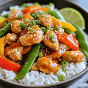 To make the sweet chili chicken bowl, gather these ingredients: - 2 boneless, skinless chicken breasts, diced into bite-sized pieces - 1 cup jasmine rice - 1 cup low-sodium chicken broth - 1 red or yellow bell pepper, sliced into thin strips - 1 cup snap peas, ends trimmed and halved if large - 2 tablespoons sweet chili sauce - 1 tablespoon soy sauce (preferably low-sodium) - 1 tablespoon sesame oil - 2 green onions, thinly sliced - 1 tablespoon sesame seeds (for garnish) - Salt and freshly ground black pepper to taste When choosing fresh ingredients, look for bright colors and firm textures. For chicken, check that it has no smell and is pink in color. Select bell peppers that feel heavy and have shiny skin. Snap peas should be crisp, with a vibrant green hue. For rice, make sure the package is sealed and has no holes. Fresh green onions should be bright green with no wilting. Always buy sauces that are within their expiration date for the best flavor. Each serving of the sweet chili chicken bowl has about: - Calories: 450 - Protein: 34g - Carbohydrates: 55g - Fat: 12g - Fiber: 4g - Sodium: 600mg This dish is a great source of protein and carbs, perfect for a balanced meal. Enjoy the flavors while nourishing your body! For the full recipe, you can check the instructions above. To start, grab a medium saucepan. Combine 1 cup of jasmine rice with 1 cup of low-sodium chicken broth. This broth adds rich flavor. Bring the mixture to a strong boil over medium-high heat. Once it boils, lower the heat to low. Cover the pot with a lid and let it simmer for 15 minutes. This cooks the rice perfectly. After that time, remove it from heat but keep it covered for another 5 minutes. This step lets the rice steam and become fluffy. Fluff the rice with a fork before serving. Next, we move on to the chicken. Heat 1 tablespoon of sesame oil in a large skillet over medium-high heat. Add 2 diced chicken breasts, seasoned with salt and pepper. Cook the chicken for 6 to 8 minutes. Stir it occasionally. Look for it to turn golden brown and no longer pink in the center. This ensures it's fully cooked and safe to eat. Once the chicken cooks, it's time for the veggies. Add 1 sliced bell pepper and 1 cup of snap peas to the skillet. Sauté these for 3 to 4 minutes. You want them tender but still crunchy. Next, lower the heat to medium. Pour in 2 tablespoons of sweet chili sauce and 1 tablespoon of soy sauce. Stir well to coat the chicken and veggies. Let it cook for 2 more minutes. This thickens the sauce and combines all the flavors. Now, let’s put it all together. In a serving dish, divide the fluffy jasmine rice evenly. Spoon the sweet chili chicken and vegetable mix over the rice. Make sure to share the sauce evenly for the best taste. Each bite should be a mix of flavors. Finally, we add some flair. Sprinkle chopped green onions and sesame seeds on top. This adds color and crunch. If you like, drizzle extra sweet chili sauce over the bowl. A lime wedge on the side brings a refreshing touch. Enjoy your tasty and colorful creation! For the complete recipe, check out the Full Recipe. To get tender chicken, start with good-quality meat. Always use fresh, boneless, skinless chicken breasts. Cut the chicken into bite-sized pieces. This helps it cook evenly. Season the chicken with salt and pepper before cooking. Searing it in hot sesame oil locks in moisture. Cook until golden brown and no longer pink. A meat thermometer can help; aim for 165°F. You can make this dish your own! Swap chicken for tofu for a vegetarian option. Try using different veggies, like broccoli or carrots. For extra heat, add sliced jalapeños or red pepper flakes. You can also change the sauce; teriyaki or hoisin works well. Top with fresh herbs like cilantro or basil for added flavor. Don’t forget to adjust the rice portion too! Fluffy rice is key to this dish. Rinse the jasmine rice under cold water first. This removes excess starch and prevents stickiness. Use chicken broth instead of water for more flavor. Bring the broth to a boil before adding the rice. Cover the pot and simmer on low heat. Let it rest after cooking; this helps the rice grains separate. Fluff with a fork before serving for the best texture. For the complete recipe, check the [Full Recipe] section. {{image_4}} You can easily swap chicken for tofu in this recipe. Use firm or extra-firm tofu for the best texture. First, press the tofu to remove extra water. Cut it into bite-sized cubes. Then, sauté the tofu in sesame oil, just like you would with chicken. Cook until it's golden brown. This gives it a nice texture and flavor. Then, follow the rest of the recipe as you normally would. The sweet chili sauce will add great flavor to the tofu. If you need a gluten-free option, you can make simple changes. Choose gluten-free soy sauce or tamari instead of regular soy sauce. This keeps the dish tasty while being safe for those who can't eat gluten. Also, make sure your sweet chili sauce is gluten-free. Most brands are, but it’s good to check the label. Want to make your bowl even more nutritious? Adding extra veggies is a fantastic idea! You can include broccoli, carrots, or zucchini. Just chop them into small pieces. Sauté them with the chicken or tofu until they soften. This adds color, flavor, and more vitamins to your meal. You can mix and match your favorite veggies to customize your bowl. Don't be afraid to experiment! For the full recipe, check [Full Recipe]. To keep your sweet chili chicken bowl fresh, store leftovers in an airtight container. Let the dish cool down to room temperature before sealing it. This prevents moisture buildup, which can make the food soggy. You can keep it in the fridge for about 3 to 4 days. If you want to enjoy it later, consider freezing it. When you're ready to eat your leftovers, reheating is easy. You can use a microwave or a stovetop. If using a microwave, place the food in a bowl and cover it with a damp paper towel. This keeps it moist. Heat for 1 to 2 minutes, checking often. If using a stovetop, add a splash of water in a pan. Heat it on medium until warm, stirring occasionally. This method helps maintain the dish's texture. To freeze your sweet chili chicken bowl, first, let it cool completely. Portion it into freezer-safe bags or containers. Be sure to remove as much air as possible before sealing. You can freeze it for up to 2 to 3 months. When you want to eat it, thaw it overnight in the fridge. Reheat it using the tips above for the best results. Enjoy your meal anytime! Yes, you can use other rice types. Brown rice or basmati rice works well. Just adjust the cooking time. For brown rice, you may need 40-45 minutes to cook. Basmati rice cooks faster, about 12-15 minutes. Follow package instructions for best results. If you don’t have sweet chili sauce, try mixing honey and sriracha. Use one part honey and one part sriracha for a sweet and spicy mix. You can also use hoisin sauce for a different flavor. Adjust the amount based on your taste. To make the dish less spicy, reduce the amount of sweet chili sauce. You can also add more honey to balance the heat. For more spice, add a dash of red pepper flakes or extra sriracha. Taste as you go to find the right balance. Yes, this recipe is great for meal prep. Store the chicken and rice in separate containers to keep them fresh. When ready to eat, just reheat them together or separately. This dish stays tasty for up to four days in the fridge. This blog post breaks down how to make a delicious sweet chili chicken bowl. We covered the key ingredients and how to choose fresh ones. You learned step-by-step instructions for cooking fragrant jasmine rice and tender chicken while adding a variety of veggies. We discussed storage tips and answered common questions. In conclusion, this dish is easy to make and customize. Whether you go for chicken, tofu, or extra veggies, you can create a bowl that fits your taste. Enjoy making it your own!