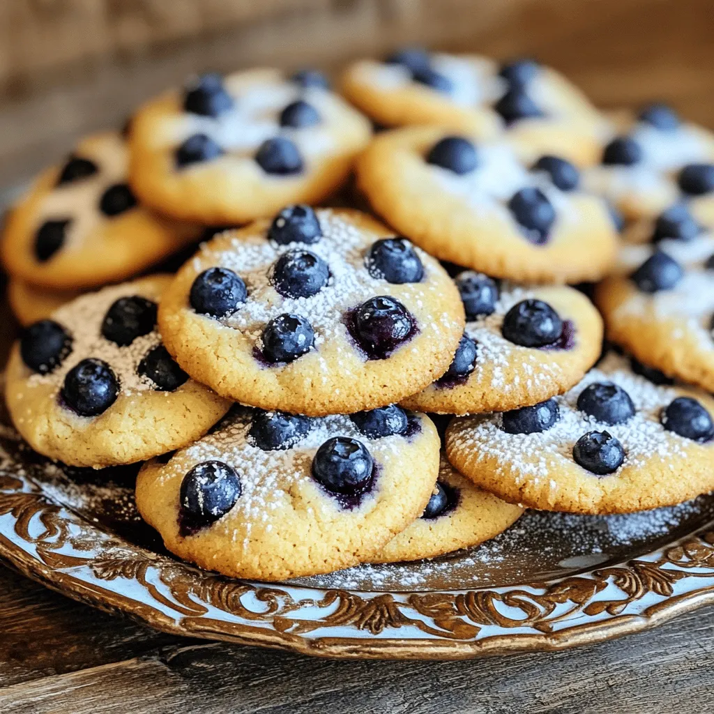To make soft blueberry cookies, you need these key ingredients: - 1 cup fresh blueberries - 1 ½ cups all-purpose flour - ½ teaspoon baking soda - ½ teaspoon baking powder - ¼ teaspoon salt - ½ cup unsalted butter, softened - ½ cup granulated sugar - ½ cup packed brown sugar - 1 large egg, at room temperature - 1 teaspoon pure vanilla extract - ½ teaspoon almond extract (optional) - ½ cup powdered sugar (for optional dusting) The almond extract adds a nice touch to the cookies. If you want, you can skip it. But using it really makes a difference. I love how it blends with the blueberries. Try using fresh blueberries for the best taste. They add juicy sweetness. You can replace the all-purpose flour with a gluten-free mix if needed. For a dairy-free option, use vegan butter. If you don't have fresh blueberries, frozen ones can work too. Just be careful; they might bleed into the dough. 1. Preheat the Oven: Start by setting your oven to 350°F (175°C). Get two baking sheets ready by lining them with parchment paper. This helps the cookies not stick. 2. Mix Dry Ingredients: In a medium bowl, whisk together the flour, baking soda, baking powder, and salt. Mix well and set aside for later. 3. Cream Butter and Sugars: In a large bowl, combine the softened butter, granulated sugar, and brown sugar. Beat them with an electric mixer on medium speed for 2-3 minutes. The mix should look light and fluffy. 4. Incorporate Wet Ingredients: Add the egg, vanilla extract, and almond extract, if using. Mix until everything is smooth and combined. 5. Combine Dry and Wet Mixtures: Slowly add the dry mix to the butter-sugar mix. Stir gently with a spatula until just combined. Don’t overmix, or your cookies will be tough. 6. Fold in Blueberries: Carefully fold in the fresh blueberries. Make sure they spread evenly without breaking. 7. Scoop the Dough: Use a cookie scoop or a tablespoon to scoop rounded balls of dough. Place them on the baking sheets, leaving about 2 inches between each one. 8. Bake the Cookies: Put the sheets in the oven and bake for 10-12 minutes. The cookies should have lightly golden edges and look set on top. 9. Cool the Cookies: After baking, take the sheets out and let them cool for 5 minutes. Then, transfer the cookies to wire racks to cool completely. 10. Optional Dusting: For a sweet touch, sprinkle powdered sugar on the cooled cookies before serving. You can find the full recipe [here](#). Enjoy making these soft blueberry cookies! To get soft blueberry cookies, follow these simple tips. First, use room temperature butter. This helps the dough mix well. Second, do not overmix the dough. Mixing too much can make the cookies tough. Mix until just combined. Lastly, take the cookies out of the oven while they still look soft. They will firm up as they cool. Avoid these common mistakes to ensure your cookies turn out great. One common mistake is skipping the parchment paper. This can lead to sticking and burning. Another mistake is not measuring ingredients properly. Use measuring cups and spoons for accuracy. Lastly, don’t bake the cookies too long. Keep an eye on them, as every oven is different. To make your cookies even tastier, consider these flavor boosts. Add a teaspoon of lemon zest for a fresh twist. You can also mix in chopped nuts like walnuts or pecans for crunch. If you want a richer taste, use dark brown sugar instead of light brown sugar. For a fun touch, try adding a sprinkle of cinnamon to the dough. Check out the Full Recipe for more ideas! {{image_4}} You can make soft blueberry cookies gluten-free! Use a gluten-free all-purpose flour blend. Look for one that includes xanthan gum. This helps keep the cookies soft and chewy. Always check the packaging, as some blends work better than others. Want to switch things up? Consider adding chocolate chips for a sweet twist. You can also mix in chopped nuts like walnuts or pecans for crunch. If you enjoy spices, try adding a pinch of cinnamon. It pairs well with blueberries and gives a warm flavor. Feel free to get creative with flavors! Swap out some blueberries for raspberries or blackberries. They will add a tart taste. You could also use lemon zest for a fresh citrus kick. For a richer flavor, add a bit of almond extract along with the vanilla. Check out the Full Recipe for more ideas! To keep your soft blueberry cookies fresh, store them in an airtight container. This helps keep moisture in, so your cookies stay soft. Place a piece of wax paper between layers to avoid sticking. For best taste, eat them within a week. If your cookies lose their softness, you can easily bring them back. Preheat your oven to 350°F (175°C). Place the cookies on a baking sheet and heat for about 5 minutes. This will warm them up and restore their soft texture. You can also use the microwave. Just heat them for 10 to 15 seconds, but be careful not to overheat. You can freeze these cookies for later enjoyment. First, let them cool completely. Then, place them in a single layer on a baking sheet and freeze for about 1 hour. After freezing, transfer them to a freezer bag. They can stay fresh for up to three months. When you are ready to eat, just thaw at room temperature or reheat as mentioned before. Enjoy your delicious treat anytime! To boost flavor, add more vanilla or almond extract. You can also mix in lemon zest. This adds a bright, fresh taste that pairs well with blueberries. Try using different types of sugar, like brown or coconut sugar, for a richer flavor. You can also fold in spices like cinnamon or nutmeg for warmth. Yes, you can use frozen blueberries. Just make sure to thaw them first, and gently pat them dry. This helps prevent excess moisture in the dough. Keep in mind that frozen berries may burst easier, so fold them in carefully to maintain their shape. Soft cookies come from using more fat and less flour. Ensure you measure your flour correctly, as too much can lead to a dry texture. Also, don’t overbake your cookies. They should be soft when you take them out of the oven. Let them cool on the baking sheet for a few minutes for the best soft texture. For a detailed recipe, check the Full Recipe for Soft Blueberry Cookies. This blog post covers key ingredients and helpful tips for cookie baking. You learned how to prepare, mix, and bake blueberry cookies. I shared substitutions and common mistakes to avoid. Plus, I provided storage methods and fun variations. Baking cookies should be fun and easy. Experimenting can lead to tasty treats. Enjoy the process and your sweet results! With these tips, you can create delicious cookies everyone will love.
