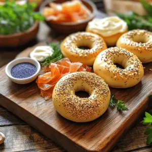 To make great mini bagels, you need specific items. Here’s the list: - 2 cups all-purpose flour - 1 tablespoon granulated sugar - 1 teaspoon salt - 2 teaspoons instant yeast - 3/4 cup warm water (around 110°F or 43°C) - 1 tablespoon vegetable oil - 1 teaspoon honey (for boiling) These ingredients create a soft and chewy bagel. The flour provides structure, while sugar and salt add flavor. Yeast helps the dough rise, giving it that perfect texture. Warm water activates the yeast, making it bubbly. Toppings add fun and flavor to mini bagels. Here are some ideas you can try: - Sesame seeds - Poppy seeds - Everything bagel seasoning Feel free to mix and match toppings! Each adds a unique taste and crunch. You can also try fresh herbs or spices for a twist. Life happens, and you may not have every ingredient. Here are some easy swaps: - Use bread flour instead of all-purpose flour for a chewier bagel. - Brown sugar can replace granulated sugar for a deeper flavor. - If you are out of vegetable oil, try olive oil or melted butter. These substitutions will still give you tasty mini bagels. Adapt the recipe based on what you have at home. For the full recipe, check out the section above! To start, gather your ingredients. You need 2 cups of all-purpose flour, 1 tablespoon of granulated sugar, 1 teaspoon of salt, 2 teaspoons of instant yeast, 3/4 cup of warm water, and 1 tablespoon of vegetable oil. In a large bowl, mix the flour, sugar, salt, and yeast. Next, make a well in the middle. Pour in the warm water and vegetable oil. Stir this mix with a wooden spoon until it forms a shaggy dough. Now, place the dough on a lightly floured surface. Knead it with your hands for about 5-7 minutes. You want it to feel smooth and elastic. After kneading, shape the dough into a ball. Place it in a greased bowl, turning it to coat in oil. Cover the bowl with a damp cloth. Let it rise in a warm spot for about 1 hour, or until it doubles in size. Once the dough has risen, gently punch it down. This step releases air bubbles. Now, divide the dough into 12 equal pieces. Roll each piece into a ball, then flatten it slightly. Use your finger to poke a hole in the center, creating the classic bagel shape. In a large pot, bring water to a rolling boil. Stir in 1 teaspoon of honey to sweeten the water. Carefully drop the shaped bagels into the boiling water, a few at a time. Boil each bagel for 30 seconds on one side, then flip and boil for another 30 seconds. Use a slotted spoon to remove the bagels and place them on a baking sheet lined with parchment paper. Now, it’s time to bake! Preheat your oven to 425°F (220°C). After boiling, sprinkle your favorite toppings over the wet surface of each bagel. This can be sesame seeds, poppy seeds, or everything bagel seasoning. Place the baking sheet in the oven and bake for 15-20 minutes. Look for a golden brown color and a nice puff. Once baked, transfer the mini bagels to a wire rack to cool. This cooling step helps the texture become just right. Enjoy your delicious mini bagels right away or serve them as a delightful snack later. For the complete process, refer to the Full Recipe. To get the best texture in your mini bagels, knead the dough well. Kneading helps develop gluten, which gives bagels their chewiness. Aim for a smooth and elastic dough after kneading for about 5-7 minutes. It should spring back when poked. Boiling the bagels also adds to this texture. The boiling process creates a shiny crust on the outside. Use water that is about 110°F or 43°C to activate the yeast properly. One common mistake is not measuring the flour correctly. Too much flour can make your bagels dense. Always spoon the flour into your measuring cup and level it off for accuracy. Another mistake is skipping the boiling step. This step is key for that classic bagel texture. Finally, do not rush the rising time. Letting the dough rise until it doubles is crucial for fluffy bagels. You can boost flavor in your mini bagels with simple add-ins. Try mixing in herbs like dried oregano or garlic powder into the dough for a savory kick. If you like sweet, add a little cinnamon or even chocolate chips. For a fun twist, top your bagels with seeds like sesame or poppy. These add flavor and crunch. Remember, these simple changes can make your mini bagels shine, so feel free to get creative! For the complete process, check out the Full Recipe for step-by-step guidance. {{image_4}} You can create many fun flavors with mini bagels. Try mixing herbs and spices into the dough. Some popular options include: - Garlic and onion powder - Cheddar cheese and chives - Sun-dried tomatoes and basil - Cinnamon and sugar These flavors add a nice twist. You can also top your bagels with different spreads. Cream cheese, hummus, and pesto work well. Mini bagels can be both sweet and savory. For sweet bagels, add honey or cinnamon. You can top them with jam or nut butter. Savory bagels are great with cheese or smoked salmon. Try adding capers or avocado for a fresh kick. Both types offer fun options for breakfast or snacks. You can swap out all-purpose flour for other types. Try whole wheat flour or almond flour. These options add fiber and nutrients. For toppings, consider seeds like chia or flax. You can also use nutritional yeast for a cheesy flavor. Avocado or fresh veggies can add color and health benefits. Explore these variations and make mini bagels your own. For a complete guide, check the Full Recipe. To keep your mini bagels fresh, store them in an airtight container. This helps keep them soft. If you plan to eat them within a few days, you can leave them at room temperature. Just make sure they are away from direct sunlight. For longer storage, the fridge is not the best choice. It can make them dry. Instead, evaluate the following options: - Room Temperature: Use within 2-3 days. - Refrigerator: Not recommended, but if needed, wrap in plastic. Reheating mini bagels correctly is key to enjoying them again. Here’s how to do it: - Oven Method: Preheat your oven to 350°F (175°C). Place bagels on a baking sheet. Heat for about 5-10 minutes until warm. - Toaster Method: Slice the bagel and toast until golden. This method brings back the crunch. Both methods will help restore the bagel’s original texture and taste. Freezing is a great way to keep mini bagels for a long time. Here’s how to do it: 1. Let the mini bagels cool completely. 2. Wrap each bagel tightly in plastic wrap. 3. Place wrapped bagels in a freezer-safe bag or container. When you want to enjoy them, take out a bagel and thaw it at room temperature. You can reheat it using the methods above. This keeps the flavor and texture intact. Enjoy your mini bagels anytime with these storage tips! To make mini bagels chewier, you need to focus on two things: flour and boiling time. Use bread flour instead of all-purpose flour. Bread flour has more protein, which leads to a chewier texture. Also, boil the bagels for a bit longer, around 1 minute total, instead of 30 seconds on each side. This extra time helps create that perfect chewy crust. You can get creative with bagel toppings! Here are some favorites you can try: - Sesame seeds - Poppy seeds - Everything bagel seasoning - Garlic powder - Onion flakes - Coarse salt Feel free to mix and match these toppings for a fun twist. You can also add cream cheese, smoked salmon, or fresh veggies for a tasty bite. Yes, you can! If you want a quick bagel recipe, try using baking powder instead of yeast. For this, mix 2 cups of flour with 1 tablespoon of baking powder, salt, and 3/4 cup of yogurt. Form a dough, shape it into bagels, and bake them. You won’t get the same chewiness, but they will still taste great. For the full recipe, check out the Mini Bagels recipe above. You learned how to make delicious mini bagels. I shared key ingredients and creative toppings. I walked you through each step from dough to baking. We covered tips to avoid mistakes and achieve the right texture. You explored fun variations for sweet and savory bagels. Lastly, I shared how to store, reheat, and freeze them. Now, you have all the tools to make your mini bagel dreams a reality. Enjoy every bite!