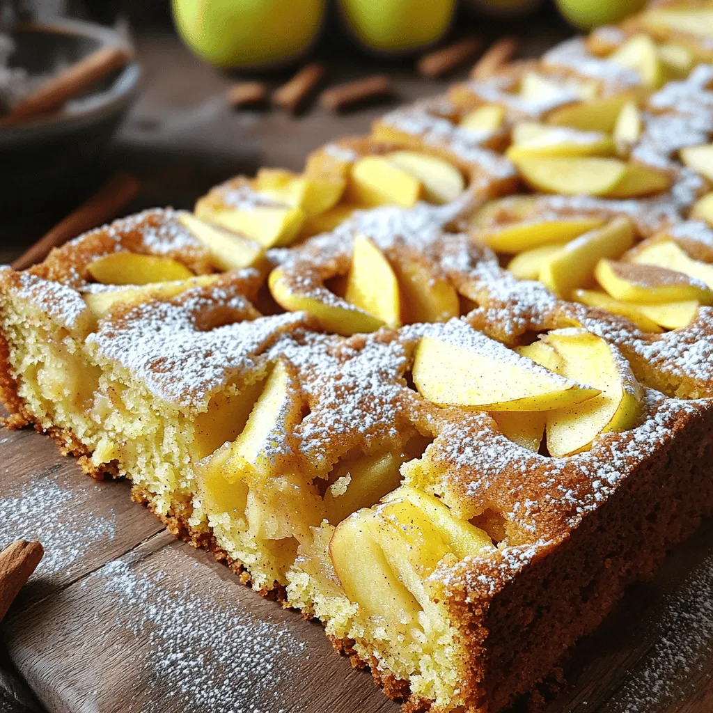 - 3 cups Granny Smith apples, peeled, cored, and chopped - 1 cup granulated sugar - ½ cup brown sugar, packed - 1 cup unsalted butter, softened to room temperature - 4 large eggs, at room temperature - 2 cups all-purpose flour - 1 tablespoon baking powder - 1 teaspoon ground cinnamon - ½ teaspoon ground nutmeg - ¼ teaspoon salt - 1 cup chopped walnuts - Powdered sugar for dusting This cake brings together the sweet and tart flavors of Granny Smith apples. You will need three cups for a great taste. The sugars, both granulated and brown, add sweetness and depth. One cup of each gives the cake a nice balance. Using one cup of unsalted butter makes the cake rich and moist. The four large eggs help bind everything together while making it fluffy. For the dry ingredients, you will need two cups of all-purpose flour. This helps form the cake’s structure. Baking powder makes the cake rise and stay light. The spices, cinnamon and nutmeg, give it warmth and depth. Just a pinch of salt rounds out the flavors. You can add chopped walnuts for extra crunch. Dusting the cake with powdered sugar adds a lovely finish. Check out the Full Recipe for more details on how to make this delightful treat! - Preheat the oven to 350°F (175°C). - Prepare a 9x13 inch cake pan by greasing and dusting it with flour. - Cream the butter and sugars until light and fluffy. - Incorporate eggs and vanilla extract into the mixture. - Combine the dry ingredients and mix with wet ingredients, folding in apples and walnuts. - Transfer batter to the pan and smooth the top. - Bake for 40-45 minutes, checking for doneness with a toothpick. - Allow the cake to cool and dust with powdered sugar. This simple process lets you create a delicious cake that brings joy to any gathering. You can follow the full recipe for a detailed guide. Enjoy the warm, comforting taste of this delightful cake! - Use room temperature eggs for better batter incorporation. Cold eggs do not mix well. - Avoid overmixing to keep the cake light and airy. Mix just until combined. - Serve on a rustic wooden board with garnishes. This adds charm and style. - Pair slices with a dollop of whipped cream or vanilla ice cream. This enhances the flavor. - Add a pinch of lemon zest for a citrus twist. It brightens the apple taste. - Substitute apples with pears for a different flavor profile. Pears give a sweet, soft bite. For more about how to make this cake, check the Full Recipe. {{image_4}} You can enjoy this cake gluten-free! Just substitute all-purpose flour with a gluten-free blend. Many blends work well, so pick one you like. This change keeps the cake tasty and moist. If you want a dairy-free version, use plant-based butter instead of unsalted butter. This works great and keeps the cake rich. You can also replace eggs. Use flax eggs or applesauce for a vegan twist. One flax egg equals one tablespoon of ground flaxseed mixed with two and a half tablespoons of water. Let it sit for a few minutes to thicken. Make this cake your own with seasonal fruits! In winter, add cranberries for a festive flavor. They give a nice tartness that pairs well with apples. During summer, swap out the apples for peaches. Fresh peaches add a sweet and juicy touch. You can try other fruits too, like berries or plums, to keep it exciting. Store any leftover cake in an airtight container in the fridge. This keeps it fresh for up to 5 days. Make sure to seal the container well to prevent drying out. You can enjoy a slice any day after baking! You can freeze individual slices for later. Wrap each slice tightly in plastic wrap to protect it. This method allows you to enjoy the cake for up to 3 months. When you're ready to eat, just take out what you need. To warm up your cake, use the microwave for a quick treat. Heat it in short bursts to avoid overheating. If you want to regain some crispness, reheat slices in the oven at 350°F (175°C) for about 10 minutes. The cake will taste fresh and delightful! It combines the flavors of apple pie with the lightness of a cake. This cake has a soft texture that melts in your mouth. The sweet and tart Granny Smith apples give it a fresh taste. Plus, the warm spices like cinnamon and nutmeg add a cozy touch. The cake is easy to make, yet it feels special. You can serve it for any occasion or just because you want a treat. Yes, the cake can be baked a day in advance and stored properly. To do this, let the cake cool completely. Wrap it in plastic wrap and place it in the fridge. This helps keep it fresh and moist. When you are ready to serve, just dust it with powdered sugar. A toothpick inserted into the center should come out clean when done. If the toothpick has wet batter on it, bake the cake for a few more minutes. Keep checking until it is fully baked. The top should be golden brown and feel firm to the touch. Yes, other varieties like Honeycrisp or Fuji can also work well. Each type of apple adds its own flavor. Honeycrisp apples are sweet and crunchy, while Fuji apples can be very juicy. Experiment with your favorite apples to find your perfect taste. In this post, we explored the tasty recipe for Jamie Oliver's Apple Pie Cake. We covered key ingredients, step-by-step baking instructions, and helpful tips for success. We also discussed variations for gluten-free and dairy-free diets. Remember, following the right steps leads to a great cake, and using fresh ingredients makes a big difference. Enjoy sharing this treat with friends and family. Baking can be fun and rewarding, so get started today!