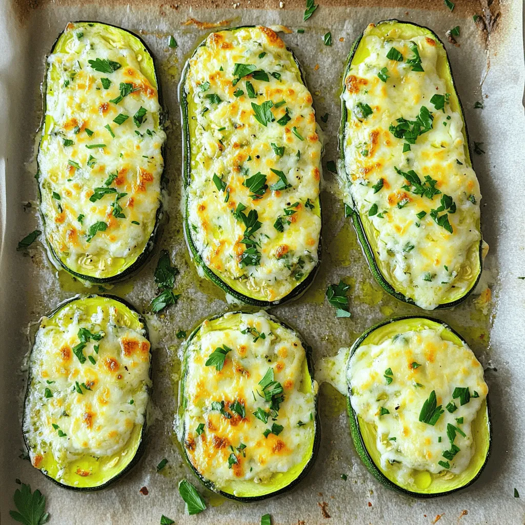 - 2 large zucchinis - 1 cup shredded mozzarella cheese - 1/2 cup grated Parmesan cheese - 4 cloves garlic, finely minced - 2 tablespoons extra-virgin olive oil - 1 teaspoon Italian seasoning - Salt and freshly ground black pepper, to taste - Fresh parsley, chopped (for garnish) - Optional: A pinch of red pepper flakes for an extra kick I always recommend using fresh zucchinis for this recipe. Fresh zucchinis have a crisp texture and bright flavor. When you slice them, they hold their shape well during baking. Frozen zucchinis can become soggy and lose their taste. If fresh zucchinis are not available, choose small frozen ones. If you do, make sure to thaw and drain them well before using. If you want a dairy-free version, you can use vegan cheese. Look for brands that melt well. Nutritional yeast is a great option for a cheesy flavor without dairy. You can also skip the cheese entirely and add more garlic and spices to keep the flavor strong. Use olive oil and season with salt, pepper, and Italian herbs to make it tasty. For the full recipe, check out the complete guide. Start by preheating your oven to 400°F (200°C). This helps cook the zucchini just right. Next, rinse your zucchinis under cold water. Slice them in half lengthwise into thick steaks, about 1-inch thick. This thickness keeps them sturdy and tasty. In a small bowl, mix together 4 finely minced garlic cloves, 2 tablespoons of extra-virgin olive oil, 1 teaspoon of Italian seasoning, and a pinch of salt and pepper. Stir it well until all the ingredients blend together. This mixture is key for adding flavor to your zucchini steaks. Brush both sides of the zucchini steaks with the garlic olive oil mixture. Place them on a lined baking sheet in one layer. Bake for 15 minutes until they start to soften. After that, sprinkle 1 cup of shredded mozzarella and 1/2 cup of grated Parmesan cheese on top. Bake for another 10 minutes until the cheese is melted. For a crispy finish, broil for 2-3 minutes. Keep an eye on them to avoid burning. When done, add fresh parsley on top for a nice touch. For the full recipe, check below. To make your Cheesy Garlic Zucchini Steaks burst with flavor, use fresh garlic. Fresh garlic gives a stronger taste than pre-minced options. Also, don't skip the Italian seasoning. It adds depth and warmth. For a hint of heat, add red pepper flakes. Adjust the amount to your taste, but start small. Ovens can vary, which affects cooking time. If your oven runs hot, check the zucchini after 10 minutes. If it runs cool, it may need 20 minutes. Always keep an eye on the cheese. You want it bubbly and golden, but not burnt. One common mistake is cutting the zucchini too thin. If they are too thin, they can become mushy. Aim for 1-inch thick steaks. Also, be sure to coat both sides with the garlic mixture. Ignoring this step can lead to bland bites. Lastly, resist the urge to skip the broiling step. It creates that perfect golden crust that everyone loves. For the full recipe, check the Cheesy Garlic Zucchini Steaks section. {{image_4}} You can switch up the cheeses in this recipe. Try using gouda, cheddar, or feta. Each cheese adds a unique taste. For a creamy touch, add cream cheese to the mix. You can also top the zucchini with chopped tomatoes or olives for extra flavor. Mixing in herbs like basil or thyme can make the dish even better. These simple changes let you enjoy a new dish each time. Feel free to add more veggies to your zucchini steaks. Sliced bell peppers, mushrooms, or even eggplant work well. You can roast them alongside the zucchini for extra flavor. If you want more protein, consider adding cooked chicken or turkey. You can also use beans for a plant-based option. Adding different veggies and proteins keeps this dish fresh and fun. For a spicy kick, add red pepper flakes to your garlic mixture. Just a pinch can change the whole dish. If you love heat, feel free to add more. You can also use spicy cheese, like pepper jack. This spicy version brings a new level of taste and excitement. It’s perfect for those who enjoy bold flavors. You can find the full recipe for Cheesy Garlic Zucchini Steaks and more ideas to try. To store leftover zucchini steaks, place them in an airtight container. Let them cool to room temperature first. This helps keep their texture. You can store them in the fridge for up to three days. If you need to keep them longer, consider freezing. When you reheat zucchini steaks, you want to keep them tasty. The best way is to use an oven. Preheat the oven to 350°F (175°C). Place the steaks on a baking sheet and cover them with foil. Heat for about 10 minutes. This keeps the cheese gooey and the zucchini tender. You can also use a microwave, but they may get soggy. If using a microwave, heat in short bursts and check often. Freezing zucchini steaks is a good way to save them. First, let them cool completely. Then, wrap each steak in plastic wrap. Place the wrapped steaks in a freezer bag or container. Make sure to remove as much air as possible. You can freeze them for up to three months. When ready to eat, thaw them in the fridge overnight. Then reheat as mentioned above for the best taste. For the full recipe, refer to the earlier sections. Yes, you can make Cheesy Garlic Zucchini Steaks in an air fryer! Just slice the zucchinis as you would for baking. Preheat your air fryer to 375°F (190°C). Brush the zucchini with the garlic olive oil mixture, then place them in the air fryer basket in a single layer. Cook for about 10-12 minutes. Check them halfway through to ensure even cooking. You can add cheese during the last 3-4 minutes of cooking, just like in the oven. You can serve Cheesy Garlic Zucchini Steaks with many tasty sides. Here are some great options: - A fresh garden salad with light dressing - Quinoa or rice for a healthy grain option - Grilled chicken or fish for added protein - Roasted potatoes or sweet potatoes for comfort food - Garlic bread for a classic touch These sides can complement the cheesy zucchini nicely and create a complete meal. Leftover Cheesy Garlic Zucchini Steaks can stay fresh in your fridge for about 3-4 days. Store them in an airtight container to keep them from drying out. When you’re ready to eat, you can reheat them in the oven at 350°F (175°C) for about 10 minutes. This will help restore some of that cheesy goodness. If you want to keep them longer, you can freeze them for up to 2 months. Just remember to let them cool completely before freezing. You can find the full recipe [here](#). You’ve learned how to make cheesy garlic zucchini steaks, from ingredient choices to baking techniques. Remember to prep your zucchini well and be mindful of cooking times. Enjoy trying various cheese and veggie combos for added flavor. Store leftovers properly to keep them tasty. With these tips and tricks, you’ll avoid common mistakes and impress everyone with your dish. Embrace the fun in cooking and enjoy every bite. Happy cooking!