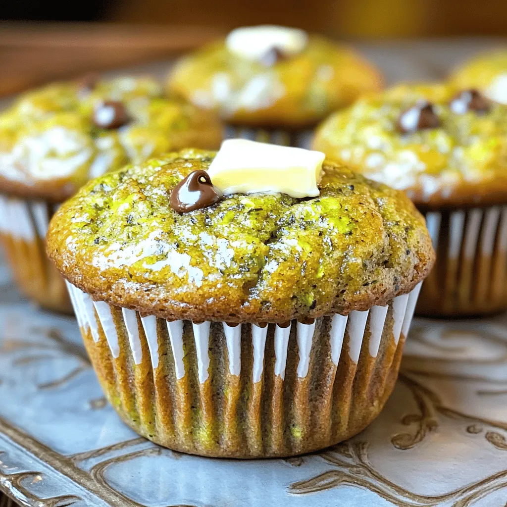 When making these delightful zucchini bread muffins, you need the following main ingredients: - 2 cups finely grated zucchini (about 2 medium zucchinis) - 1 ½ cups all-purpose flour - 1 teaspoon baking powder - ½ teaspoon baking soda - ½ teaspoon salt - 1 teaspoon ground cinnamon - ½ teaspoon ground nutmeg - ½ cup granulated sugar - ½ cup packed brown sugar - ½ cup vegetable oil (or you can use applesauce) - 2 large eggs - 1 teaspoon vanilla extract Feel free to get creative with these optional ingredients to enhance the flavor: - ½ cup walnuts or pecans (chopped) - ½ cup chocolate chips Selecting the right zucchini can make a big difference. Here’s what to look for: - Choose zucchinis that are firm and smooth. - Look for a rich green color; avoid ones with spots or blemishes. - Smaller zucchinis are usually sweeter and more tender. - If possible, buy organic to ensure no pesticides are present. These tips will help you find the best zucchini for your muffins. You will enjoy using fresh ingredients in your cooking. Don't forget to check out the Full Recipe for all the steps to create these fantastic muffins! Start by heating your oven to 350°F (175°C). Grab a muffin tin and line it with paper liners. If you don’t have liners, lightly grease each cup with cooking spray. This step helps prevent the muffins from sticking. In a large bowl, combine 2 cups of finely grated zucchini, ½ cup of granulated sugar, and ½ cup of brown sugar. Pour in ½ cup of vegetable oil. Stir well until everything blends smoothly. This mixture will keep your muffins moist and sweet. In a separate bowl, sift together 1 ½ cups of all-purpose flour, 1 teaspoon of baking powder, ½ teaspoon of baking soda, ½ teaspoon of salt, 1 teaspoon of ground cinnamon, and ½ teaspoon of ground nutmeg. This helps the spices and leavening agents mix evenly. Gradually add this dry mix to your wet ingredients, folding gently with a spatula. Don’t overmix; a few lumps are okay. If you like, fold in ½ cup of chopped walnuts or pecans and ½ cup of chocolate chips for extra flavor. Evenly divide the batter among the muffin cups. Fill each cup about three-quarters full to allow room for rising. Put the muffin tin in your preheated oven. Bake for 20 to 25 minutes. To check if they’re done, insert a toothpick in the middle of a muffin. It should come out clean or with a few moist crumbs. Once baked, let the muffins cool in the pan for about 5 minutes. Then, transfer them to a wire rack to cool completely. This helps keep them moist and fluffy. To keep your muffins moist, use fresh zucchini. Grate it finely and measure accurately. Too much or too little can change the texture. Do not squeeze the zucchini to remove moisture; it needs to stay in the batter. Adding a bit of applesauce can also help. It keeps the muffins soft and adds a hint of sweetness. One common mistake is overmixing the batter. Mix just until combined to avoid tough muffins. Also, avoid using old baking powder or soda. They lose strength over time. Check their freshness by adding a bit of vinegar to test. If it bubbles, it’s good. Lastly, don’t skip the cooling time in the pan. This helps them set properly. You can swap out some ingredients for healthier options. Use whole wheat flour instead of all-purpose for added fiber. If you want less sugar, try using honey or maple syrup. You can also replace vegetable oil with unsweetened applesauce for fewer calories. Add more fruits, like blueberries or bananas, for extra flavor and nutrients. Check the [Full Recipe] for details on how to blend these changes seamlessly into your baking. {{image_4}} You can easily turn your zucchini muffins into a sweet treat. Just add chocolate chips! Use about ½ cup of mini or regular chocolate chips. They add a nice burst of sweetness and melt in your mouth. I love how they balance the fresh taste of zucchini. If you need nut-free muffins, just skip the nuts. For a gluten-free version, swap the all-purpose flour with a gluten-free blend. Many blends work well in baking. Just check the package for the right amount to use. These options keep the muffins tasty for everyone. Want to mix it up? You can add fruits or spices! Try adding ½ cup of shredded carrots or crushed pineapple for extra moisture and flavor. You can also mix in spices like ginger or allspice for warmth. Each twist makes your muffins unique and fun. For the full recipe, check the earlier sections. To keep your muffins fresh, place them in an airtight container. This helps lock in moisture and keeps them soft. You can store them at room temperature for up to three days. If you want to keep them longer, consider the freezer. Freezing muffins is easy. First, let them cool completely. Then, wrap each muffin in plastic wrap. After that, place them in a freezer bag. This method prevents freezer burn. You can freeze them for up to three months. Just make sure to label the bag with the date. When you're ready to enjoy your muffins, reheating is simple. For the best results, preheat your oven to 350°F (175°C). Place the muffins on a baking sheet and warm them for about 5 to 10 minutes. You can also use a microwave. Heat each muffin for about 15 to 20 seconds to enjoy a warm treat. Yes, you can use yellow squash in place of zucchini. Both have a similar taste and texture. Just make sure to grate it finely, just like zucchini. This swap will keep the muffins moist and tasty. To make these muffins healthier, you can try a few easy changes: - Use whole wheat flour instead of all-purpose flour. - Replace granulated sugar with honey or maple syrup. - Substitute vegetable oil with unsweetened applesauce for less fat. These swaps will keep the muffins delicious while adding more nutrients. If you need an egg substitute, try these options: - Use ¼ cup unsweetened applesauce for each egg. - ¼ cup mashed banana also works well. - You can also use a flax egg, made by mixing 1 tablespoon of ground flaxseed with 2.5 tablespoons of water. Let it sit until it thickens. Each option will help bind the muffins without changing the flavor too much. To check if the muffins are done, insert a toothpick into the center of one muffin. If it comes out clean or with a few moist crumbs, they are ready. If it has wet batter on it, bake them a few more minutes. Yes, you can make zucchini bread as a loaf! Just pour the batter into a greased 9x5-inch loaf pan. Bake at 350°F for 50 to 60 minutes. Check for doneness with a toothpick as you would with muffins. Zucchini bread muffins pair great with many things: - A dollop of cream cheese or butter on top. - A warm cup of coffee or tea. - Fresh fruit, like berries or sliced bananas, adds a nice touch. You can also serve them with yogurt for a tasty breakfast or snack. For the full recipe, check out the link above! This guide covered the key ingredients and steps for making zucchini muffins. We explored tips to pick fresh zucchini and highlighted easy variations. You learned how to keep your muffins moist and avoid common mistakes. Storing and reheating tips help maintain their freshness longer. In the end, making zucchini muffins is simple and fun. You can modify the recipe to fit your taste. Enjoy baking and sharing your tasty treats!