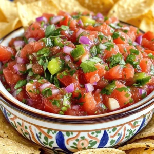 The key ingredients for great salsa are simple yet fresh. Here’s what you need: - 4 juicy ripe tomatoes, finely diced - 1 small red onion, finely minced - 1 jalapeño pepper, deseeded and minced for heat - 1/4 cup fresh cilantro leaves, chopped - 2 cloves of garlic, minced - 2 tablespoons freshly squeezed lime juice - 1 teaspoon ground cumin - Sea salt and freshly cracked black pepper Fresh produce is vital for flavor. Ripe tomatoes add sweetness, while cilantro gives a bright note. The jalapeño pepper adds heat, which you can adjust. Each ingredient brings its own taste to the mix. You can customize your salsa with optional add-ins. Some popular choices are: - Diced bell peppers for crunch - Corn for sweetness - Black beans for protein - Avocado for creaminess Adding these can change the texture and taste. Feel free to experiment. Personalizing your salsa makes it unique and caters to your taste buds. You don’t need fancy tools, but a few will help. Use: - A sharp knife for chopping - A cutting board for safety - A mixing bowl for blending Proper chopping techniques matter. Dice your tomatoes and onion evenly for the best texture. This way, every bite tastes balanced. A good mix of ingredients ensures your salsa is both tasty and visually appealing. To make the best homemade salsa, start with fresh tomatoes. Choose juicy, ripe ones. Cut them into small pieces. Place them in a bowl. Next, take a red onion. Peel it and slice it in half. Then, finely chop it into tiny pieces. This adds a nice crunch and flavor. For the jalapeño, cut off the stem. Slice it in half and remove the seeds. You can use a small spoon for this. This step helps reduce heat. If you like spice, leave some seeds in. Mince the jalapeño into small bits. Now, combine all the diced ingredients in a medium mixing bowl. Add the minced garlic and cilantro. Pour in the lime juice and sprinkle the cumin. Use a wooden spoon to mix everything gently. Make sure the flavors blend well. You want a nice, even mix of all the ingredients. Check the consistency of your salsa. If it feels too chunky, you can chop the tomatoes or onion smaller. If it is too watery, let it sit for a bit. Letting the salsa rest is key. Cover the bowl with plastic wrap. Place it in the fridge for at least 30 minutes. This allows the flavors to come together. After resting, taste the salsa. Add sea salt and black pepper as needed. Adjust the seasoning to your liking. You can always add more, but you can’t take it away! For the full recipe, check out the Zesty Homemade Salsa Delight. Enjoy this fresh and vibrant salsa with your favorite dishes! Salsa shines best when paired with the right foods. Here are some great choices: - Tacos - Grilled chicken - Fish or shrimp dishes - Quesadillas - Nachos Complementary dips and sides also boost your meal: - Guacamole - Sour cream - Cheese dips - Fresh vegetables You can make your salsa perfect for your taste. Want more heat? Add more jalapeño or a dash of cayenne. Prefer it mild? Skip the jalapeño or use a sweet pepper instead. For those who want vegan or gluten-free options, this salsa is already safe! Just focus on fresh ingredients. You can try adding fruits like mango or pineapple for a unique twist. Serving salsa can be fun and creative. Here are some ideas: - Use small cups for individual servings. - Serve with colorful tortilla chips for a vibrant look. - Top grilled meats with salsa for added flavor. For presentation, use a bright bowl. Place tortilla chips around it for easy access. A sprig of cilantro on top adds a nice touch. Enjoy your salsa with your favorite tacos or grilled meats. For the full recipe, check out the details above! {{image_4}} You can add fruits to salsa for a sweet twist. Fruits like mango, peach, or pineapple work great. They bring a nice balance to the tangy tomatoes. I love using seasonal fruit combinations. In summer, try fresh peaches. In fall, diced apples add a nice crunch. These fruity variations keep your salsa exciting and fresh. Adjusting spice levels is easy with different peppers. If you want a hot salsa, use serrano peppers. For a milder version, use sweet bell peppers. You can also remove the seeds and membranes from jalapeños. This lowers the heat without losing flavor. To make a mild salsa, I recommend using just a bit of jalapeño or even a pinch of crushed red pepper. Incorporating beans or corn can make your salsa unique. Black beans add protein and texture. Corn gives a sweet crunch that contrasts with the tomatoes. You can also experiment with herbs and spices. Try adding fresh basil or oregano for a twist. These unique ingredients will create a salsa that stands out. For more ideas, check the Full Recipe for inspiration. To keep your salsa fresh, use glass or plastic containers with tight lids. These containers help keep air out and flavors in. Avoid using metal containers, as they can change the taste. Always let the salsa cool before sealing it. This helps prevent condensation, which can make your salsa soggy. Store the salsa in your fridge for the best taste. You can freeze homemade salsa if you want it to last longer. Pour the salsa into freezer bags or containers. Leave some space at the top for the salsa to expand. Label the bags with the date. When you want to use it, thaw the salsa in the fridge overnight. To enjoy it, stir it well after thawing. The texture may change, but the flavor will still be great. Homemade salsa lasts about 4 to 5 days in the fridge. If you freeze it, it can last up to 6 months. Always check for signs of spoilage before eating. Look for mold, off smells, or changes in color. If you see any of these, throw the salsa away. Enjoy your fresh salsa while it’s at its best! For salsa, I recommend using ripe Roma tomatoes. They have fewer seeds and thicker flesh. Their rich flavor shines in salsa. Other good choices are vine-ripened tomatoes or heirloom varieties. These tomatoes provide a fresh taste and vibrant color. Always pick firm and juicy tomatoes for the best results. Yes, you can make salsa in advance! I often prepare it a day before a party. This allows the flavors to blend well together. Store your salsa in an airtight container. Keep it in the fridge to maintain freshness. Just remember to stir it before serving to mix the flavors again. To thicken your salsa, start with the right tomatoes. Roma tomatoes are great for this. If your salsa is still runny, try these tips: - Drain excess liquid from the tomatoes before mixing. - Add diced bell peppers or onions to absorb some moisture. - You can also mix in a small amount of tomato paste for thickness. These tricks will help you achieve a perfect salsa consistency. In this blog post, we explored how to create delicious homemade salsa. We covered key ingredients like fresh tomatoes and onions that make your salsa shine. You learned how to customize your recipe and the tools needed for perfect chopping. We also discussed the mixing process, flavor enhancement, and various ways to serve salsa. Remember, your salsa reflects your taste. Experiment with flavors, storage tips, and unique ingredients. With practice, you’ll make salsa that impresses anyone. Dive in and enjoy the process!