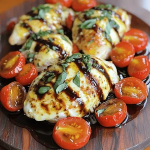 For this dish, you will need: - 4 boneless, skinless chicken breasts - 2 cups cherry tomatoes, halved - 8 oz fresh mozzarella, sliced - 1/4 cup fresh basil leaves, chopped - 2 tablespoons balsamic vinegar - 2 tablespoons extra virgin olive oil - 1 teaspoon garlic powder - 1 teaspoon onion powder - Salt and freshly cracked black pepper to taste These simple ingredients come together to create a bright and flavorful meal. The chicken is tender, the tomatoes burst with juice, and the mozzarella is creamy. Using fresh basil adds a nice touch. You can enhance the flavor with optional items: - Italian seasoning - Crushed red pepper flakes - Spinach or arugula - Lemon zest These add-ins can give your dish a unique twist. If you like heat, crushed red pepper flakes work well. For a touch of citrus, lemon zest brightens the flavors. Pair your Easy Baked Caprese Chicken with: - Garlic bread - Steamed broccoli - Quinoa salad - Mixed greens with vinaigrette These sides complement the main dish nicely. Garlic bread adds crunch, while steamed broccoli brings color and nutrients. A fresh salad rounds out the meal perfectly. For the full recipe, check the details above. First, gather all your ingredients. You will need chicken breasts, cherry tomatoes, mozzarella, and basil. Also, get balsamic vinegar, olive oil, garlic powder, onion powder, salt, and pepper ready. Preheat your oven to 400°F (200°C). This step is key to cooking your chicken evenly. In a small bowl, mix olive oil, balsamic vinegar, garlic powder, onion powder, salt, and pepper. Whisk it well until all the flavors blend. This marinade adds great taste to the chicken. Next, place the chicken breasts in a baking dish. Make sure they fit snugly but not crowded. Pour the marinade over the chicken. Use a spoon or brush to cover every piece. This ensures each bite is packed with flavor. Now, cut the cherry tomatoes in half and scatter them around the chicken. They bring sweetness and color to the dish. Place your baking dish in the preheated oven. Bake for 20 minutes. This helps the chicken cook through and soak up the marinade. After 20 minutes, take the dish out carefully. Layer mozzarella slices on top of each chicken breast. The cheese will melt and create a delicious topping. Return the dish to the oven for another 10 minutes. You want the cheese to melt and bubble. Ensure the chicken's internal temperature reaches 165°F (75°C) for safe eating. Once cooked, take the dish out of the oven. Sprinkle fresh basil over the top. This adds a nice pop of color and freshness. Let the dish rest for a few minutes before serving. This helps the flavors mix well. For a beautiful presentation, place each chicken breast on a bed of roasted cherry tomatoes. Drizzle with extra balsamic vinegar for an elegant touch. For the complete recipe, check out the [Full Recipe]. Enjoy your Easy Baked Caprese Chicken! To bake chicken breasts just right, start with even thickness. If needed, pound them to a uniform size. This helps them cook evenly. Always preheat your oven to 400°F (200°C) before placing the chicken inside. This ensures a nice sear on the outside and keeps the juices locked in. Use a meat thermometer to check for doneness. The chicken should reach an internal temperature of 165°F (75°C). This way, you avoid dry chicken and get a juicy result. Fresh ingredients make your dish pop with flavor. Choose ripe cherry tomatoes for sweetness. Look for mozzarella that is soft and creamy. Fresh basil adds a vibrant taste. When using herbs, chop them just before serving. This keeps their flavor strong. Make sure your olive oil is high-quality. It should have a fruity flavor that enhances the dish. Always wash your produce before use to ensure it’s clean and healthy. One common mistake is crowding the baking dish. If chicken is too close, it will steam instead of bake. Make sure there’s space around each piece. Another mistake is not seasoning enough. Season the chicken well with salt and pepper for great flavor. Avoid opening the oven door too often. This lets heat escape and can affect cooking time. Lastly, don’t skip the resting time after baking. Letting the chicken rest helps keep it moist and tender. For the full recipe, check out the Baked Caprese Chicken Delight. {{image_4}} You can switch up the cheese in this dish. While fresh mozzarella is great, try using provolone or goat cheese. Both add a unique twist. Provolone gives a sharp flavor, while goat cheese adds creaminess. Each option brings a different layer of taste to your chicken. You can add more veggies to boost flavor and nutrition. Consider bell peppers, zucchini, or spinach. Just chop them up and scatter them around the chicken. As they roast, they will soak up the marinade’s goodness. This adds color and makes your meal more filling. Feel free to make the marinade your own. You can add herbs like oregano or thyme for extra depth. A pinch of red pepper flakes can bring heat. If you like sweetness, a drizzle of honey works well. Each change makes the dish unique, allowing you to explore new tastes. For the full recipe, check out the details listed earlier. After you enjoy your Easy Baked Caprese Chicken, store leftovers in an airtight container. This keeps the chicken moist and tasty. Let the chicken cool down to room temperature before sealing it. Keep the leftovers in the fridge for up to three days. If you want, separate the chicken from the tomatoes and cheese to keep them fresh longer. To reheat your baked chicken, preheat your oven to 350°F (175°C). Place the chicken on a baking sheet. Cover it with foil to keep it moist. Heat for about 15 to 20 minutes, or until warm. You can also use a microwave. Place the chicken on a microwave-safe plate. Heat it in short bursts of 30 seconds, checking often so it doesn’t dry out. You can freeze this dish if you want to save it for later. Wrap each piece of chicken tightly in plastic wrap and then place it in a freezer bag. This helps prevent freezer burn. It can stay in the freezer for up to three months. To thaw, move it to the fridge overnight. After thawing, reheat as mentioned above. Enjoy your Easy Baked Caprese Chicken even after a few months! Yes, you can use frozen chicken. Just make sure to thaw it first. Frozen chicken takes longer to cook. Always check the internal temperature. It should be 165°F (75°C) before you eat it. This ensures the chicken is safe and juicy. To make this dish low-carb, skip the balsamic vinegar. You can replace it with lemon juice. Use fewer tomatoes, as they add natural sugars. Also, add more leafy greens like spinach or kale. These choices keep the flavors high while cutting carbs. I love serving this dish with a fresh salad. A simple mix of greens, cucumbers, and a light vinaigrette works great. You can also try garlic bread for a crunchy side. For a healthy option, serve it with steamed broccoli or zucchini noodles. This adds color and nutrients to your meal. For the full recipe, check out the complete details above. This post covered how to make Easy Baked Caprese Chicken. We discussed the key ingredients, baking steps, and tips for perfect chicken. Remember to choose fresh ingredients and avoid common mistakes. You can customize this dish with different cheeses or veggies. Store leftovers properly to keep them fresh. Whether you make it low-carb or serve with side dishes, this meal can be yours. Enjoy cooking and exploring new flavors!