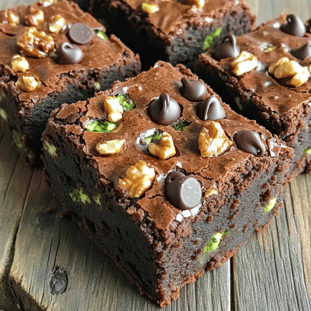 In my Moist Sour Cream Zucchini Brownies, each ingredient plays a key role. The zucchini keeps the brownies moist and adds a subtle flavor. Sour cream adds richness and depth. The blend of sugars gives sweetness and texture, while cocoa powder creates that rich chocolate taste. - 1 cup all-purpose flour - 1/2 cup unsweetened cocoa powder - 1 teaspoon baking powder - 1/2 teaspoon baking soda - 1/4 teaspoon salt These dry ingredients create the base for your brownies. Flour gives structure, while cocoa powder adds chocolate goodness. Baking powder and baking soda help the brownies rise. Salt balances the sweetness. - 1/2 cup granulated sugar - 1/2 cup packed brown sugar - 1/2 cup vegetable oil - 1/2 cup sour cream - 2 large eggs - 1 teaspoon vanilla extract - 1 cup grated zucchini (approximately 1 medium zucchini, water squeezed out) - 1/2 cup semi-sweet chocolate chips - 1/4 cup chopped walnuts (optional) These wet ingredients bring moisture and flavor to the brownies. The sugars create sweetness, while vegetable oil keeps them tender. Eggs bind everything together. The vanilla extract enhances the flavor. Don't forget the chocolate chips for that extra indulgence! You can find the Full Recipe to start baking. First, set your oven to 350°F (175°C). Grab an 8x8 inch baking dish. Grease it well and line it with parchment paper. Leave some paper hanging over the edges. This helps you lift the brownies out later. In a medium bowl, mix the all-purpose flour, cocoa powder, baking powder, baking soda, and salt. Use a whisk to blend these dry ingredients well. Once mixed, set this bowl aside for now. Take a larger bowl and combine the granulated sugar, brown sugar, and vegetable oil. Stir this mixture with a whisk or a wooden spoon until it looks smooth. Next, add the sour cream, eggs, and vanilla extract. Whisk these ingredients together until they blend into a smooth mixture. Gradually add your dry mixture to the wet ingredients. Use a spatula to mix gently. It’s okay to have some lumps; just don’t overmix. Now, fold in the grated zucchini, chocolate chips, and walnuts if you want. Make sure everything is mixed evenly. Pour the brownie batter into your prepared baking dish. Use a spatula to spread it evenly. Place it in the oven and bake for 25 to 30 minutes. To check if they are done, insert a toothpick into the center. If it comes out with moist crumbs, they are ready. Let the brownies cool in the pan for about 10 minutes. Use the parchment paper to lift them out. Transfer them to a wire rack to cool completely. Once cool, cut the brownies into squares. For a fancy touch, dust with powdered sugar or drizzle melted chocolate on top. Enjoy them plain, or serve with vanilla ice cream for a sweet treat. For the full recipe, check out the earlier section. To keep your brownies moist, use fresh sour cream. Sour cream adds richness and keeps the brownies soft. Make sure to measure accurately. Too much flour can dry out the batter. Mix the wet ingredients well before adding them to the dry ones. This helps create a smooth texture. Avoid overbaking; check with a toothpick. It should have a few moist crumbs for perfect brownies. Select firm zucchinis without soft spots for the best flavor. Smaller zucchinis tend to be sweeter and less watery. Grate the zucchini finely and squeeze out excess water. This step keeps the brownies from becoming soggy. You need about one medium zucchini for the recipe. Don’t skip this; it’s key to achieving a great texture. Adding chocolate chips boosts the chocolate flavor. Semi-sweet chips work best for a balanced taste. You can also mix in chopped nuts for crunch. Walnuts or pecans add a nice texture. For a twist, try adding spices like cinnamon or cardamom. These can elevate your brownies to a new level. Get creative with your add-ins to suit your taste. One common mistake is skimping on the mixing. Mix until the batter is just combined. Overmixing can lead to tough brownies. Another mistake is not cooling the brownies properly. Let them cool in the pan for ten minutes. This makes cutting easier and helps them set. Lastly, don’t skip the parchment paper. It makes it easy to lift the brownies out and cut them neatly. This recipe will guide you through making the perfect Moist Sour Cream Zucchini Brownies. For details, check the Full Recipe. {{image_4}} You can make gluten-free zucchini brownies by swapping all-purpose flour for a gluten-free flour blend. Look for a blend that contains xanthan gum for texture. This change keeps the brownies moist and tasty. Follow the same steps in the Full Recipe, and enjoy! To make these brownies vegan, replace the eggs with flax eggs. Mix one tablespoon of ground flaxseed with three tablespoons of water. Let it sit for five minutes until it thickens. Use plant-based sour cream and oil for a fully vegan treat. These swaps keep the brownies rich and moist without any animal products. You can mix in different flavors to make your brownies unique. Here are some ideas: - Nuts: Add 1/4 cup chopped walnuts or pecans for a crunchy texture. - Chocolate Types: Use dark chocolate chips or white chocolate chips for a twist. - Spices: Add a pinch of cinnamon or a dash of espresso powder for depth. - Fruits: Fold in some dried cherries or orange zest for a fruity kick. These variations let you customize your brownies to fit your taste! To keep your brownies fresh, store them in an airtight container. This prevents air from drying them out. Place a piece of parchment paper between layers if stacking. This way, they won’t stick together. Store them at room temperature for up to four days. If you want them to last longer, refrigerate them for a week. Cold brownies can be deliciously chewy! Freezing these brownies is a great option if you want to save some for later. First, let the brownies cool completely. Then, cut them into squares. Wrap each square tightly in plastic wrap. Place the wrapped brownies in a freezer-safe bag or container. Label it with the date and type. You can freeze them for up to three months. When you want to enjoy them, just thaw them in the fridge overnight. To reheat your brownies, the microwave works best. Place a brownie on a microwave-safe plate. Heat it for about 10 to 15 seconds. Check if it’s warm enough. If not, heat it in short bursts. You can also warm them in the oven. Preheat the oven to 350°F (175°C). Place the brownies on a baking sheet for about 5 to 10 minutes. This brings back their moist texture. Enjoy your Moist Sour Cream Zucchini Brownies warm! For the full recipe, check out the instructions above. Yes, you can replace sour cream with plain yogurt or buttermilk. Both will add moisture. They may change the taste slightly, but the brownies will still be delicious. If you use yogurt, choose a thick style for the best texture. To check if the brownies are done, insert a toothpick into the center. If it comes out with a few moist crumbs, they are ready. If it has wet batter, bake a few more minutes. Keep an eye on them to avoid overbaking. Absolutely! You can use milk chocolate, dark chocolate, or even white chocolate chips. Each type brings a unique flavor. For a fun twist, try mixing different kinds together. Your tastebuds will love the variety! These brownies pair well with vanilla ice cream. You can also serve them with whipped cream or fresh berries. Drizzling chocolate sauce on top adds a nice touch. Feel free to get creative with your toppings! For the full recipe, check the section above. In this article, we explored how to bake delicious zucchini brownies. We covered the right ingredients, both dry and wet, and provided simple steps for mixing, baking, and serving. I shared tips for keeping your brownies moist and how to enhance their flavor. We also looked at variations, storage methods, and common questions. Baking can be fun and rewarding. With these methods, you can make tasty brownies easily. Enjoy your baking!
