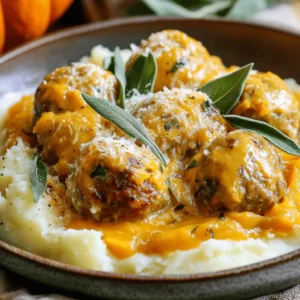 For this dish, you need some key items. First, grab 1 pound of ground turkey. This gives you a lean base for your meatballs. You will also need ½ cup of breadcrumbs, preferably Italian-style. These add texture and flavor. Don’t forget ¼ cup of grated Parmesan cheese for richness. You’ll also need ¼ cup of fresh parsley, finely chopped, for a fresh touch. One large egg, beaten, helps bind the mixture. Also, have 2 cloves of garlic, minced, and 1 teaspoon of onion powder ready. Season with salt and freshly cracked black pepper to taste. For the sauce, you’ll need 1 can (15 oz) of pumpkin puree. This is the star of the dish. You also want 1 cup of low-sodium chicken broth and ½ cup of heavy cream for creaminess. Finally, get 1 tablespoon of fresh sage, chopped, or 1 teaspoon of dried sage. Olive oil is needed for frying the meatballs. The seasonings play a huge role in this dish. The garlic and onion powder bring depth to the meatballs. Salt and pepper enhance all the flavors. The sage is key to the sauce, giving it a warm, herbal note. If you want extra flavor, consider adding a pinch of nutmeg to the sauce. It pairs well with pumpkin. To make this dish, you need some basic kitchen tools. Start with a large mixing bowl for combining ingredients. A sturdy skillet helps cook the meatballs evenly. Use a spatula to turn the meatballs without breaking them. A measuring cup and spoons ensure you get the right amounts. Finally, have a spoon ready for tasting and adjusting the sauce. For the complete recipe, check out the Full Recipe link. Start with a large bowl. Add 1 pound of ground turkey. Then, mix in ½ cup of breadcrumbs. Use Italian-style breadcrumbs for more taste. Next, add ¼ cup of grated Parmesan cheese. This adds richness to the meatballs. Toss in ¼ cup of finely chopped fresh parsley. It gives a nice color and flavor. Now, crack 1 large egg into the bowl and beat it first. This helps bind the meatball mixture. Next, add 2 cloves of minced garlic and 1 teaspoon of onion powder. Don’t forget salt and pepper to taste. Use your hands to mix everything well. Make sure there are no dry spots. Then, shape the mixture into meatballs about 1 inch in size. Make them compact so they hold together. Grab a large skillet and heat it over medium heat. Drizzle a bit of olive oil in the pan. Wait until the oil is hot and shimmering. Then, place the meatballs in the skillet. It’s best to do this in batches. Avoid crowding the pan. Cook the meatballs for about 7-10 minutes. Turn them often until they are golden brown on all sides. Once done, remove the meatballs and set them aside on a plate. In the same skillet, lower the heat. Add 1 can of pumpkin puree. Next, pour in 1 cup of low-sodium chicken broth. This gives the sauce a nice base. Stir in ½ cup of heavy cream for creaminess. Add 1 tablespoon of chopped fresh sage. If you don't have fresh sage, 1 teaspoon of dried sage works too. Mix well and scrape any brown bits from the bottom of the pan. Bring the sauce to a gentle simmer. Carefully place the cooked meatballs back into the skillet. Nestle them into the pumpkin sage sauce. Cover the skillet and let them simmer. Cook for another 10-15 minutes. This helps the meatballs soak up the sauce's flavor. Check if they are cooked through. Taste the sauce and adjust salt and pepper if needed. You can find the full recipe to guide you through every step. To make sure your meatballs cook well, I recommend a few steps. First, keep the size uniform, about one inch wide. This helps them cook evenly. Next, avoid overcrowding the pan when frying. Cook in batches if needed. This way, they get a nice brown crust and stay juicy inside. Lastly, check the internal temperature with a meat thermometer. They should reach 165°F for safe eating. Your sauce should be creamy and smooth. If it feels too thick, add a bit more chicken broth. If it’s too thin, let it simmer longer to thicken up. Taste as you go! Adjust the flavor with more salt, pepper, or sage if you like. The blend of pumpkin and sage creates a warm, earthy taste that pairs well with turkey. Serve your turkey meatballs on a plate with a generous scoop of sauce. For a nice touch, place them over creamy mashed potatoes or pasta. Sprinkle extra grated Parmesan cheese on top for flavor and a pop of color. A fresh parsley leaf can brighten up the dish. This makes it look fancy, even though it’s easy to prepare. For the full recipe, check out the section above. {{image_4}} You can change up the meatballs for fun. Try using ground chicken or beef instead of turkey. If you want a twist, add some chopped spinach or grated zucchini in the mix. This adds nutrients and keeps the meatballs moist. For a burst of flavor, mix in some feta or mozzarella cheese. When fall hits, you can add seasonal spices like nutmeg or cinnamon to the sauce. These spices bring warmth to the dish. In spring, swap pumpkin for butternut squash. It gives a fresh taste and pairs well with sage. You can also mix in some caramelized onions for a rich flavor. Pair these meatballs with creamy mashed potatoes for comfort. Twirled pasta is another great choice to soak up the sauce. You could also serve them over rice for a filling meal. For a lighter touch, try a side salad with mixed greens. This adds crunch and freshness to your plate. For the full recipe, check the details above. Enjoy your cooking! You can store leftover turkey meatballs in pumpkin sage sauce in an airtight container. Make sure to cool them first. They stay fresh in the fridge for about 3 to 4 days. When storing, keep the sauce with the meatballs to keep them moist. To reheat, use the stovetop or microwave. If using the stovetop, warm on low heat. Stir gently until the meatballs are hot throughout. In the microwave, cover the dish with a paper towel to prevent splatter. Heat in short bursts, checking often. This method helps keep the meatballs tender. Freezing is great for longer storage. Place the meatballs and sauce in a freezer-safe container. They keep well for up to 3 months. When you’re ready to eat, thaw in the fridge overnight. Reheat them on the stovetop for the best taste. Enjoy your meal even on busy days by prepping ahead! You can find the full recipe above. To make Turkey Meatballs in Pumpkin Sage Sauce, follow these simple steps. First, mix ground turkey, breadcrumbs, Parmesan cheese, parsley, egg, garlic, onion powder, salt, and pepper in a bowl. Use your hands to mix well. Next, shape the mixture into meatballs, about one inch wide. Heat olive oil in a skillet over medium heat. Cook the meatballs for 7-10 minutes until golden brown. Then, add pumpkin puree, chicken broth, heavy cream, and sage to the same skillet. Stir it well and simmer gently. Finally, return the meatballs to the sauce and let everything cook for another 10-15 minutes. You can find the complete instructions in the Full Recipe. Yes, you can. Ground turkey can be swapped with ground chicken or lean beef. Both options will work well in this recipe. Just keep in mind that the flavors may change slightly. Ground chicken will be light and mild, while beef offers a richer taste. You can also try ground pork for a different twist. Turkey meatballs pair nicely with many sides. You can serve them over creamy mashed potatoes or twirled pasta for a hearty meal. Another great option is to enjoy them with roasted vegetables or a fresh salad. For a festive touch, serve the meatballs with crusty bread to soak up all the delicious sauce. To check if the meatballs are done, use a meat thermometer. The internal temperature should reach 165°F (74°C). If you don't have a thermometer, cut one meatball in half. It should be no longer pink inside, and the juices should run clear. Cooking them in the pumpkin sage sauce will also help ensure they are fully cooked and flavorful. You now have all the tools to make great Turkey Meatballs in Pumpkin Sage Sauce. We covered main ingredients, seasonings, and key tools. I shared step-by-step instructions and tips for perfect cooking. Don’t forget the variations for fun twists, and I explained how to store leftovers. Enjoy your cooking! This dish is perfect for sharing and impressing friends. You will love how easy it is to make!