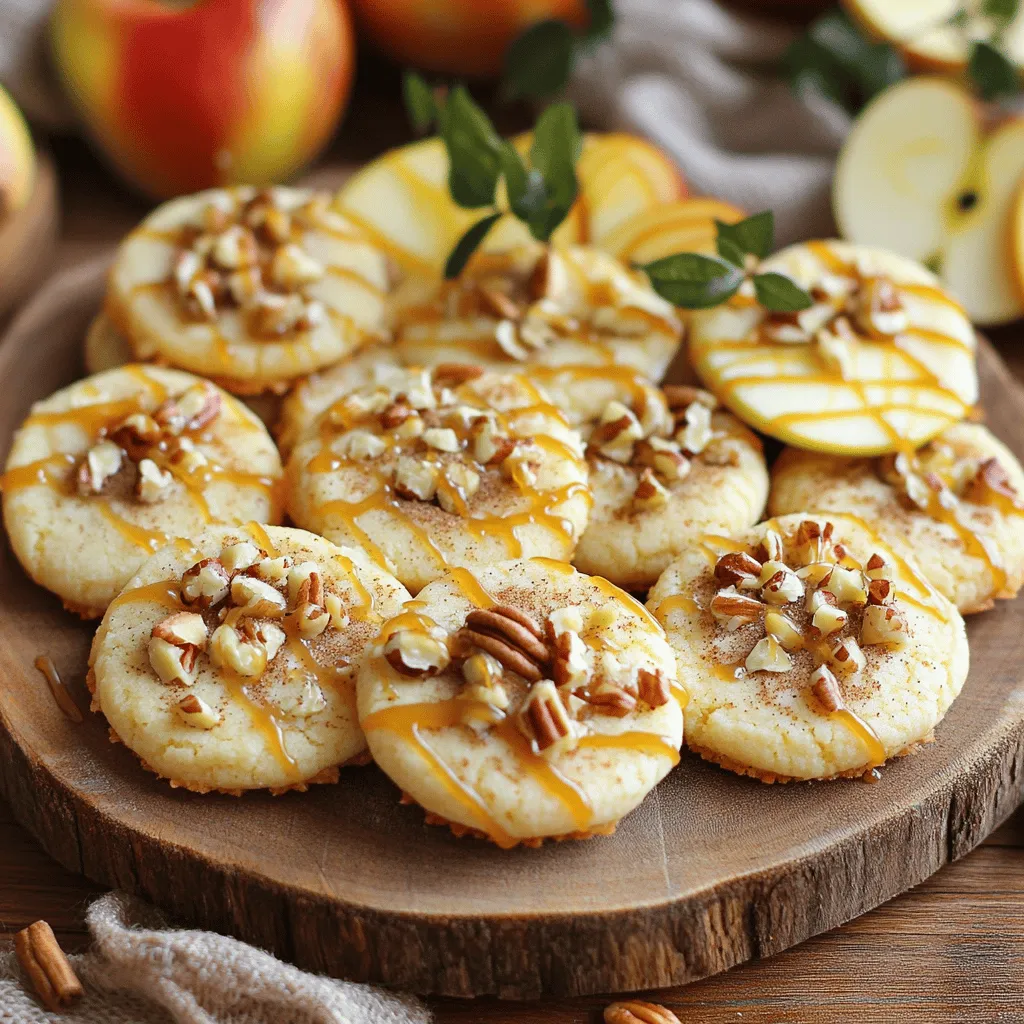 To make your Apple Cider Cheesecake Cookies, gather these key ingredients: - 1 cup unsalted butter, softened to room temperature - 1 cup cream cheese, softened - 1 ½ cups granulated sugar - 1 large egg, at room temperature - 1 teaspoon pure vanilla extract - 2 cups all-purpose flour - 1 teaspoon baking powder - 1 teaspoon ground cinnamon - ½ teaspoon ground nutmeg - ½ teaspoon salt - ½ cup apple cider, preferably fresh - 1 cup caramel sauce (for drizzling) - ½ cup chopped nuts (walnuts or pecans) for topping These ingredients work together to create a cookie that is soft, creamy, and full of fall flavor. The apple cider adds a unique twist that makes these cookies stand out. The blend of spices, like cinnamon and nutmeg, brings warmth to each bite. Using fresh apple cider enhances the taste, but you can use any cider you have. The cream cheese gives the cookies a rich texture, while the nuts add a nice crunch. For the best results, ensure that your butter and cream cheese are at room temperature. This step helps them mix well, creating a smooth batter. You can find the full recipe [here](Full Recipe). Enjoy the process and get ready to savor these delicious cookies! Preheat your oven to 350°F (175°C). This step is key to even baking. Line a baking sheet with parchment paper. This keeps the cookies from sticking. Use room temperature ingredients for the best results. It helps them mix well and creates a smooth batter. In a large bowl, cream the softened butter and cream cheese together. Use an electric mixer for about 2-3 minutes until fluffy. This step adds air and lightness to the cookies. Now, add the granulated sugar, egg, and vanilla extract. Mix until everything is smooth, around 1-2 minutes. In another bowl, whisk together the flour, baking powder, cinnamon, nutmeg, and salt. This ensures even distribution of the dry ingredients. Gradually mix these into the butter mixture. Alternate adding dry ingredients with apple cider. Start with the dry mix and follow with cider. This method keeps the batter light and airy. Use a cookie scoop or a tablespoon to drop dough onto the baking sheet. Make sure to leave at least 2 inches of space between each scoop. This space allows the cookies to spread nicely. Bake in the preheated oven for 12 to 15 minutes. Look for lightly golden edges and a set center to know they are done. Let them cool for about 5 minutes before moving them to a wire rack. Enjoy your cookies drizzled with caramel and topped with nuts! For the complete recipe, check out the [Full Recipe]. To prevent cookies from spreading too much, chill the dough before baking. This helps them hold their shape. Use a cookie scoop for even-sized balls. This way, every cookie bakes evenly. For the ideal texture, use softened butter and cream cheese. This creates a soft and creamy base. Make sure to mix until light and fluffy. This adds air, making the cookies soft. You can spice up your cookies by adding more spices. Try a pinch of allspice or ginger for warmth. A dash of lemon zest can brighten the flavor. Using different types of apple cider changes the taste. Spiced cider adds warmth, while unfiltered cider gives a fresh twist. Experiment with what you like best! Serve your cookies on a rustic wooden platter. This looks great for holiday gatherings. Add fresh apple slices and a sprig of cinnamon sticks for a festive touch. Drizzling caramel can be fun! Use a spoon or squeeze bottle for a nice effect. Drizzle in zigzag patterns for an attractive finish. The caramel adds a sweet touch that everyone loves. {{image_4}} You can change up the flavor of these cookies easily. One fun twist is to make a pumpkin spice version. Just add pumpkin puree and swap out some spices. Use cinnamon, nutmeg, and ginger for that warm taste. You’ll enjoy a cozy fall flavor that everyone loves. Another option is to add chocolate chips. Mix in a cup of semi-sweet or dark chocolate chips into the dough. The rich chocolate pairs well with the apple cider and cream cheese. It makes each bite even more delightful. If you need gluten-free cookies, use gluten-free flour instead of all-purpose flour. This swap keeps the texture nice. It will still taste amazing! For a vegan option, replace the butter and cream cheese. Use coconut oil and a vegan cream cheese. Use a flax egg instead of a regular egg. You can mix one tablespoon of ground flaxseed with three tablespoons of water. Let it sit for a few minutes until it thickens. Your cookies will still be soft and tasty. You can dress up your cookies for the holidays. Add festive decorations like colored sprinkles or edible glitter. This makes them fun for parties or gift-giving. If you have leftover cider, use it in a warm drink. Mix it with spices and heat it up. You can also use cider in a glaze for your cookies. Just mix cider with powdered sugar for a sweet topping. This adds a nice touch to your treats. For the full recipe, check out the detailed instructions above. To keep your Apple Cider Cheesecake Cookies fresh, use an airtight container. Store them at room temperature. This will help maintain their soft texture. Avoid placing them in direct sunlight or near heat sources. If you have leftover cookies, they should stay fresh for about a week when stored this way. If you want to save some cookies for later, freezing is a great option. Place the cooled cookies in a single layer in a freezer-safe bag or container. Make sure to remove as much air as possible. You can freeze these cookies for up to three months. When you’re ready to enjoy them, take out the cookies and let them thaw at room temperature. For a warm treat, pop them in the oven at 350°F for about 5 minutes. When stored properly, these cookies can last up to a week at room temperature. In the freezer, they can last for up to three months. Always check for any signs of freezer burn or moisture when you take them out. Enjoy the delightful flavors of fall whenever you crave a sweet treat! For the full recipe, check out the link. To make your cookies thicker, use less apple cider. You can start with 1/3 cup instead of ½ cup. This helps the dough hold its shape better. You can also add a bit more flour, about 2-3 tablespoons. Chill the dough for 30 minutes before baking. This simple step can make a big difference. Yes, you can use mascarpone cheese. It has a similar texture and flavor. You can also try ricotta cheese for a lighter taste. If you use ricotta, make sure to drain it well to avoid excess moisture. This keeps the cookies from being too wet. If you don’t have apple cider, use apple juice as a substitute. You can also mix apple juice with a bit of lemon juice for a similar taste. Another option is to use white grape juice. These substitutes give your cookies a nice flavor without losing the essence of fall. The cookies are done when the edges are lightly golden. The centers should look set but still soft. A good rule is to take them out when they look slightly underbaked. They will firm up as they cool. Keep an eye on them during the last few minutes of baking. Yes, you can make the dough ahead of time. Chill the dough and wrap it tightly. Store it in the fridge for up to three days. You can also freeze the dough for up to three months. Just let it thaw in the fridge before baking. This way, you can enjoy fresh cookies anytime! This blog post covered all you need to make delicious cookies. You learned about essential ingredients, from butter to caramel. I shared step-by-step instructions and useful baking tips to ensure great cookies. Don't forget the variations for exciting flavors or dietary needs. These cookies are versatile and fun. With the right techniques, you can impress family and friends. Enjoy the baking process and make it your own. Happy baking!