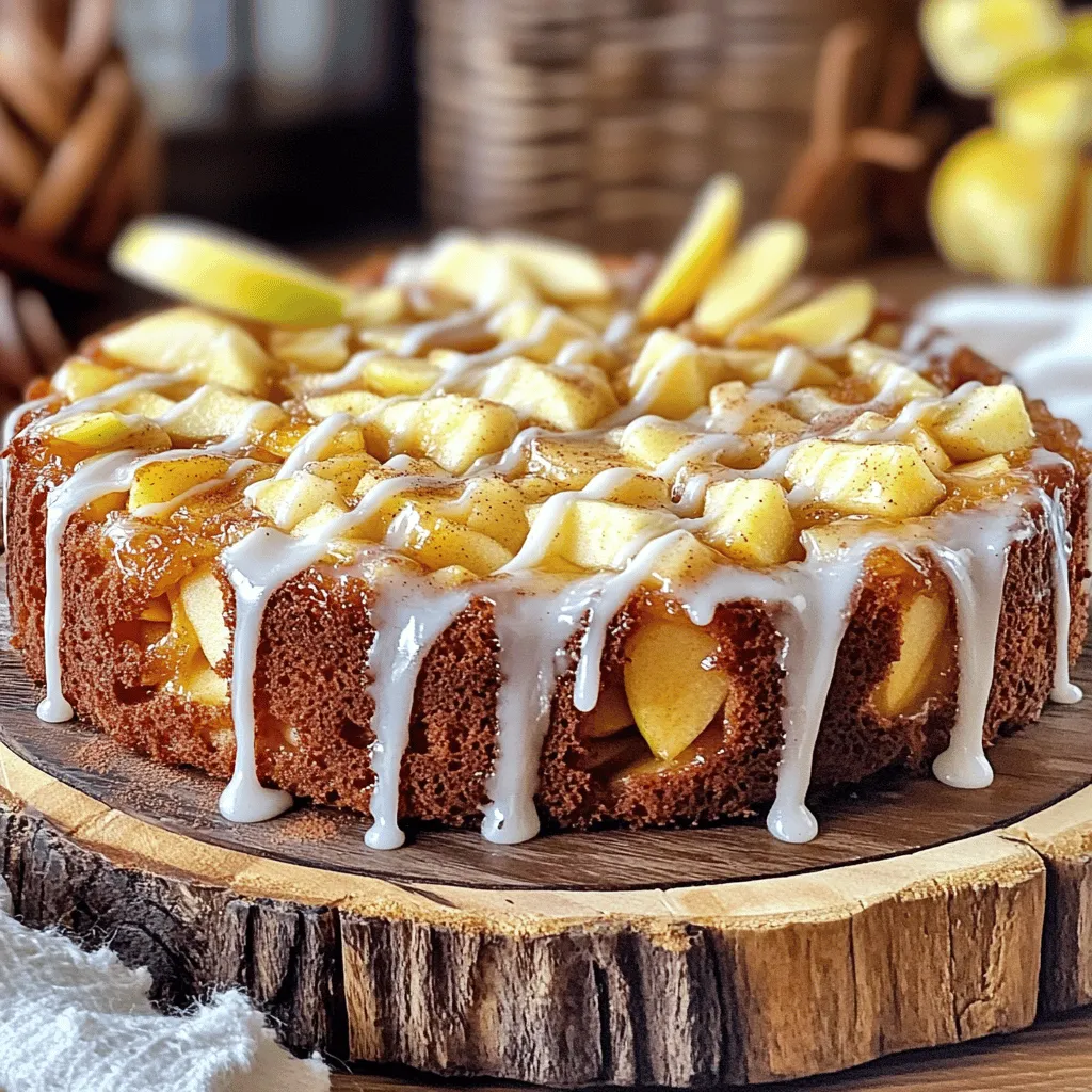To make this delicious apple fritter cake, gather the following ingredients: - 2 cups all-purpose flour - 1 cup granulated sugar - 1 tablespoon baking powder - 1/2 teaspoon baking soda - 1/2 teaspoon salt - 1 teaspoon ground cinnamon - 1/2 teaspoon ground nutmeg - 3 large eggs - 3/4 cup whole milk - 1/2 cup unsalted butter, melted (cooled slightly) - 2 cups apples, peeled, cored, and diced (about 2 medium-sized apples) - 1 teaspoon vanilla extract - For the glaze: - 1 cup powdered sugar - 2 tablespoons milk - 1/2 teaspoon vanilla extract The flour gives the cake its base. Use all-purpose flour for the best results. Sugar adds sweetness and helps with browning. Baking powder and baking soda make the cake rise. Salt balances the flavors. Cinnamon and nutmeg bring warmth and spice. Eggs help bind the ingredients and add moisture. Whole milk keeps the cake moist and rich. Unsalted butter adds flavor and moisture. The apples give the cake its name and a nice texture. Vanilla extract enhances all the flavors in the cake. The glaze adds a sweet finish. If you have allergies or dietary preferences, here are some easy swaps: - Use gluten-free flour blend instead of all-purpose flour. - Try coconut sugar or maple syrup instead of granulated sugar. - Substitute almond milk or soy milk for whole milk. - Use flax eggs (1 tablespoon ground flaxseed + 2.5 tablespoons water) for a vegan option. - Replace unsalted butter with coconut oil or vegan butter. - If you can’t have apples, try pears or peaches for a different flavor. This recipe is flexible, so feel free to adjust it to fit your needs! If you want to see the full recipe, check the detailed instructions. 1. Preheat your oven to 350°F (175°C). 2. Lightly grease a 9x13 inch baking dish with butter or spray. You can also line it with parchment paper for easy removal. 3. In a large bowl, mix the dry ingredients: - 2 cups all-purpose flour - 1 cup granulated sugar - 1 tablespoon baking powder - 1/2 teaspoon baking soda - 1/2 teaspoon salt - 1 teaspoon ground cinnamon - 1/2 teaspoon ground nutmeg Whisk these until they blend well. 4. In another bowl, crack 3 eggs and whisk them. Add 3/4 cup whole milk, 1/2 cup melted unsalted butter (cool it first), and 1 teaspoon vanilla extract. Mix until smooth. 5. Slowly pour the wet mix into the dry mix. Stir gently with a spatula until just combined. Don’t overmix; it’s okay to have a few flour streaks. 6. Carefully fold in 2 cups diced apples. Make sure they are spread evenly in the batter. 7. Pour the batter into the prepared baking dish. Use a spatula to spread it evenly. 8. Place the dish in the oven and bake for 30-35 minutes. You can check if it’s done by inserting a toothpick in the center. It should come out clean. 9. While the cake bakes, prepare the glaze. In a small bowl, mix: - 1 cup powdered sugar - 2 tablespoons milk - 1/2 teaspoon vanilla extract Whisk until smooth. Add more milk if it’s too thick. 10. Once the cake is done, let it cool in the pan for 10 minutes. Then, transfer it to a wire rack for more cooling. 11. When the cake is warm but not hot, drizzle the glaze over the top. Let it soak in a bit for extra sweetness. 12. For a lovely touch, sift more powdered sugar on top if you want. Now you have a delightful apple fritter cake ready to enjoy! For the full recipe, check out the link provided. To make the best apple fritter cake, keep these tips in mind: - Use Fresh Apples: Fresh apples give great flavor. I like Granny Smith or Honeycrisp. - Don’t Overmix: Mix just until combined. Overmixing can make the cake tough. - Measure Accurately: Use the spoon and level method for flour. Too much can ruin the cake. - Room Temperature Ingredients: Eggs and milk should be at room temp for better mixing. Here are some common pitfalls to prevent: - Not Preheating the Oven: Always preheat your oven. This helps the cake rise properly. - Skipping the Glaze: The glaze adds sweetness. Don’t skip it for the full flavor experience. - Cutting Too Soon: Let the cake cool before slicing. This keeps it soft and moist. You can easily add more depth to your cake: - Spices: Try adding a pinch of cloves or allspice for warmth. - Citrus Zest: Add lemon or orange zest to the batter for a bright taste. - Nuts: Chopped walnuts or pecans add a nice crunch. - Dried Fruits: Adding raisins can offer a sweet surprise in each bite. For a complete guide, refer to the Full Recipe. {{image_4}} You can make a gluten-free version of this cake. Simply swap the all-purpose flour for a gluten-free blend. Make sure the blend has a good mix of starches and fibers. This option keeps the cake fluffy and tasty, just like the original. Want to add some texture? Try mixing in nuts or raisins! Chopped walnuts or pecans add a nice crunch. If you like a bit of sweetness, raisins work well too. Just fold in about a half cup when adding the apples. You can switch up the glaze for fun flavors. Try adding maple syrup instead of milk for a rich taste. A dash of cinnamon can give it a warm kick. You can even use lemon juice for a bright twist. Get creative and find what you like best! For the full recipe, check out the earlier section. To keep your Apple Fritter Cake fresh, let it cool completely. After cooling, wrap the cake tightly in plastic wrap or foil. You can also store it in an airtight container. This helps keep it moist and tasty. When stored properly, your Apple Fritter Cake lasts about 3 to 5 days at room temperature. If you want it to last longer, place it in the fridge. In the fridge, it can stay good for up to a week. To enjoy your cake warm, preheat your oven to 350°F (175°C). Place a slice on a baking sheet and warm it for about 10 minutes. You can also use the microwave. Heat a slice for about 15-20 seconds. Just be careful not to overheat it! This will keep the cake soft and delicious. If you want to add more sweetness, drizzle a bit of glaze on top before heating. You can serve Apple Fritter Cake with a scoop of vanilla ice cream. The cold ice cream pairs well with the warm cake. Whipped cream is also a tasty choice. Fresh fruit or a drizzle of caramel sauce adds a nice touch too. You can even enjoy it plain, as it is rich and sweet. Yes, you can make this cake ahead of time. It stays fresh for a few days. Just store it in an airtight container at room temperature. If you want to keep it longer, you can freeze it. Just wrap it well in plastic wrap and foil. When you are ready, let it thaw in the fridge overnight. The cake is done when a toothpick comes out clean from the center. You can also check if the edges pull away from the pan. The top should look golden and slightly firm to the touch. If it jiggles, it needs more time in the oven. You can find the full recipe for Apple Fritter Cake in the recipe section above. Enjoy making this sweet treat! We explored the key aspects of making an Apple Fritter Cake. You learned about the ingredients needed and how to prepare them. I shared steps to bake and glaze your cake perfectly. We discussed tips to avoid common mistakes and enhance flavor. You can also try fun variations, like gluten-free options or adding nuts. Plus, I covered how to store your cake and reheat it later. Making an apple fritter cake is simple and fun. Enjoy your baking adventure!