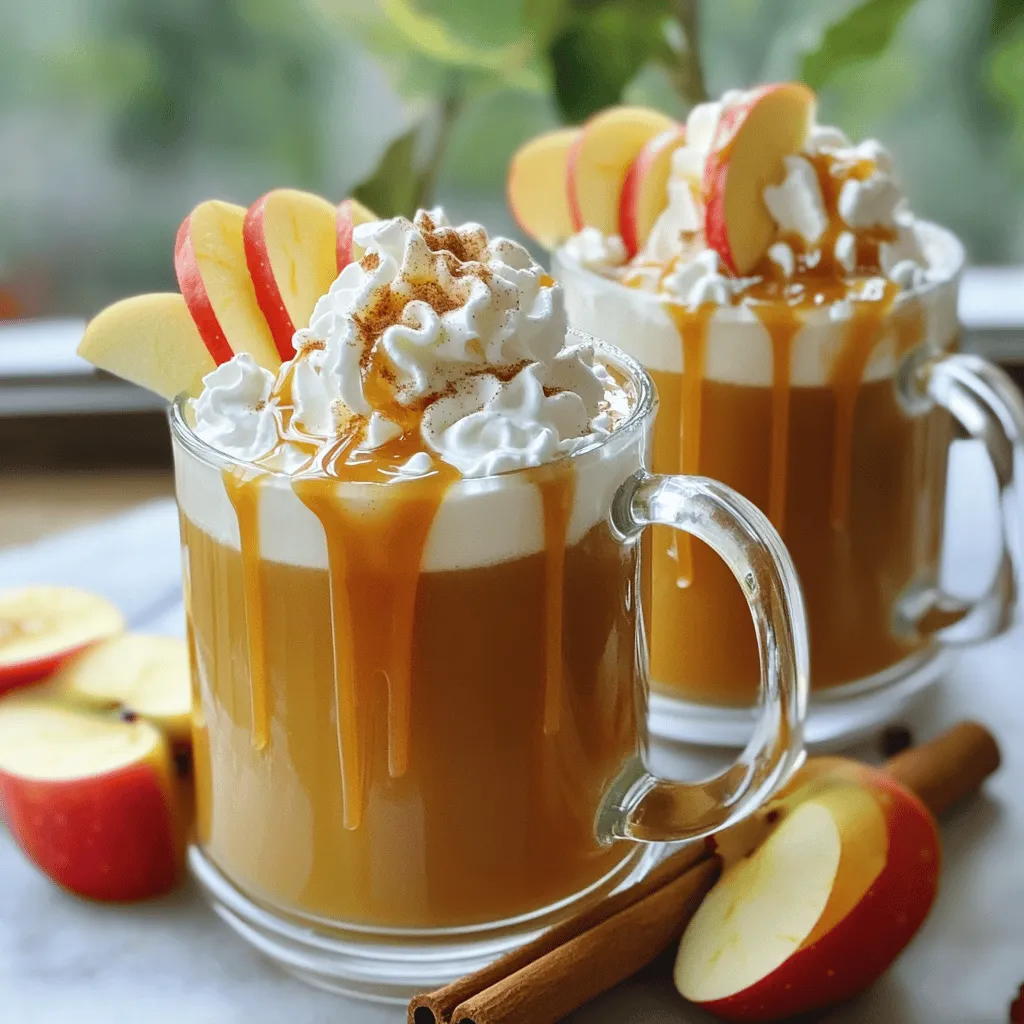 - 4 cups apple cider - 1 cup caramel sauce (store-bought or homemade) - 1 teaspoon ground cinnamon - 1/2 teaspoon ground nutmeg - 1/4 teaspoon allspice - 2 tablespoons brown sugar (optional) - Whipped cream for topping - Extra caramel sauce for drizzling - Sliced apples for garnish Selecting the right ingredients makes a big difference. Use fresh apple cider for the best flavor. Look for cider that has a rich, sweet taste. For the caramel sauce, go for a thick texture. This ensures it blends well into the cider. Fresh spices are crucial. They enhance the warmth and depth of the drink. When possible, buy whole spices and grind them yourself. This gives a stronger flavor. When choosing caramel sauce, a few brands stand out. I often recommend *Duncan Hines* for its rich flavor and smooth texture. *Smucker's* is another good choice, known for its consistent quality. If you prefer homemade, try a simple recipe with sugar and butter. It takes just a few minutes and tastes amazing. Using quality caramel will elevate your drink. Making caramel apple cider is easy and fun. You will need a few ingredients and some simple steps. This drink is perfect for fall gatherings or cozy nights at home. Gather your ingredients first. This makes the process smooth and quick. 1. Pour 4 cups of apple cider into a large saucepan. 2. Place the saucepan over medium heat. Stir occasionally as it warms. Wait until you see steam rising from the cider. 3. Add 1 cup of caramel sauce, 1 teaspoon of ground cinnamon, 1/2 teaspoon of ground nutmeg, and 1/4 teaspoon of allspice. Stir well until the caramel melts completely. 4. Taste the cider. If you want it sweeter, add 2 tablespoons of brown sugar. Stir until it dissolves. 5. Once everything is hot and mixed, remove the saucepan from heat. 6. Carefully pour the cider into mugs, leaving space for toppings. 7. Top each mug with whipped cream. Drizzle extra caramel sauce on top. 8. Garnish with sliced apples for a lovely touch. Serve the cider in clear glass mugs. This shows off the rich colors and layers. For added charm, place a cinnamon stick in each mug. It makes a great stirrer and adds aroma. Enjoy this warm drink with friends or family during the fall season. For the full recipe, check out Caramel Apple Cider Delight! To make your caramel apple cider shine, use fresh apple cider. The taste is richer and more vibrant. Choose a caramel sauce that complements the cider well. A homemade sauce can add a personal touch. Adding spices boosts flavor. I recommend using ground cinnamon, nutmeg, and allspice. They warm up the drink and add depth. For extra sweetness, use brown sugar. Add it slowly and taste as you go. This helps you find the perfect balance. One common mistake is not heating the cider enough. You want it steaming but not boiling. Boiling can change the flavor and texture. Another mistake is adding spices too early. Wait until the cider is warm to mix them in. Don’t forget to taste your cider. Adjust sweetness as needed. This ensures it fits your personal taste. Serve your cider in clear glass mugs. This shows off its beautiful colors. A dollop of whipped cream on top makes it look inviting. Drizzle extra caramel sauce over the cream for a treat. For a fun twist, add sliced apples on top. They not only look nice but also add a fresh crunch. A cinnamon stick can serve as a stirrer and enhance the aroma. For the full recipe, check back to ensure you follow every step perfectly. {{image_4}} For a cozy adult twist, try spiking your caramel apple cider. Add a splash of spiced rum or bourbon to each mug. The warmth of the alcohol pairs well with the sweet cider and caramel. This drink is perfect for chilly nights. Just remember to sip slowly and enjoy every drop. If you want a non-alcoholic version, create an apple cider mocktail. Mix apple cider with sparkling water for a fizzy delight. Add a dash of lemon juice for a zesty kick. Garnish with apple slices and a sprinkle of cinnamon. This drink is fun for kids and adults alike. You can explore different flavor infusions to make your cider unique. Try adding a splash of vanilla extract for a rich touch. Or, grate fresh ginger into the pot for a spicy warmth. Each infusion brings new layers of flavor to your drink. Don't be afraid to experiment and find your favorite combination. For the full recipe, check out the detailed guide. To store leftover caramel apple cider, let it cool first. Pour it into a clean jar or container. Make sure the lid is tight. You can keep it in the fridge for up to five days. If you want to keep it longer, consider freezing it. When you are ready to enjoy the cider again, pour it into a saucepan. Heat it over medium-low heat. Stir it gently until it warms up. Avoid boiling, as this can change the flavor. You can also microwave it in a safe mug. Heat in short bursts, stirring in between. The shelf life of caramel apple cider is about five days in the fridge. If you freeze it, it can last up to six months. Pour the cider into freezer-safe containers, leaving space for expansion. Thaw it in the fridge before reheating. This helps keep the flavors fresh and tasty. To make caramel apple cider from scratch, start with fresh apple cider. You need 4 cups of apple cider in a large saucepan. Heat it on medium until it steams. Add 1 cup of caramel sauce, 1 teaspoon of ground cinnamon, 1/2 teaspoon of ground nutmeg, and 1/4 teaspoon of allspice. Stir until the caramel melts. Taste it. If you want it sweeter, add 2 tablespoons of brown sugar. Pour into mugs, top with whipped cream, drizzle extra caramel, and garnish with sliced apples. For the complete process, check the Full Recipe. Yes, you can use store-bought ingredients for your caramel apple cider. Many people buy apple cider from stores. It saves time and still tastes great. You can also buy caramel sauce if you prefer that over making it at home. Just ensure the brands you choose have good flavor and quality. Some popular brands of caramel apple cider include Martinelli’s and R.W. Knudsen. These brands offer tasty and easy-to-find products. You can usually find them in grocery stores or online. They make enjoying this fall drink even simpler. This article covered the key facts about making caramel apple cider. We discussed the ingredients you need. I shared tips on choosing quality items and highlighted trusted brands. The step-by-step guide helped you prepare and serve the drink well. I also included useful tips and common mistakes to avoid. In the end, you have options for variations and storage. With this knowledge, you're ready to impress with your caramel apple cider! Enjoy every sip!