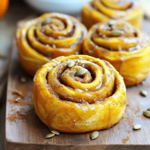 - 2 cups all-purpose flour - 1/4 cup granulated sugar - 1 teaspoon active dry yeast - 1/2 teaspoon baking soda - 1/2 teaspoon baking powder - 1/2 teaspoon salt - 1/2 teaspoon ground cinnamon - 1/4 teaspoon ground nutmeg - 1 cup canned pumpkin puree - 1/4 cup warm milk - 1/2 teaspoon vanilla extract - 1/4 cup unsalted butter, melted - 1/2 cup brown sugar - 1 tablespoon ground cinnamon - 1 cup powdered sugar - 2 tablespoons brewed coffee (cooled) - 1 tablespoon maple syrup - 1 tablespoon unsalted butter, softened When I make pumpkin cinnamon rolls, I start with the dry ingredients. You need flour, granulated sugar, yeast, baking soda, baking powder, salt, cinnamon, and nutmeg. These spices bring warmth and flavor. Next, I grab the wet ingredients. Canned pumpkin puree is key here. It keeps the rolls moist. I mix that with warm milk, vanilla extract, and melted butter. This blend gives the dough a rich taste. For the filling, I whip up brown sugar and cinnamon. This sweet mixture adds a lovely surprise inside the rolls. Now, we can't forget the frosting! I combine powdered sugar, brewed coffee, maple syrup, and softened butter. This creamy topping adds a nice sweetness that pairs perfectly with the rolls. By using the Full Recipe, you’ll have everything needed to create this delicious treat. - Combine warm milk, granulated sugar, and yeast. - Let it rest until frothy. To start, pour warm milk into a medium bowl. Add granulated sugar and yeast. Stir gently. Now, let this mixture sit for about 5 to 7 minutes. You want it to look frothy. This means the yeast is active and ready to help your rolls rise. - Mix dry ingredients in a large bowl. - Add wet ingredients and combine. In a large mixing bowl, whisk together the flour, baking soda, baking powder, salt, ground cinnamon, and nutmeg. This blend gives the rolls their warm, cozy flavor. Next, add the yeast mixture, canned pumpkin puree, vanilla extract, and melted butter. Mix until everything is well combined. You need a soft dough that sticks together but isn’t too sticky. - Knead the dough until smooth. - Let the dough rise in a warm area. Transfer the dough to a floured surface. Knead the dough for about 5 minutes. It should feel smooth and elastic when done. Next, place the dough in a greased bowl. Cover it with a kitchen cloth. Let it rise in a warm spot for about 1 hour. The dough should double in size. - Roll out the dough, add filling, and cut into slices. - Place slices in a greased baking dish. Once the dough has risen, punch it down to release the air. Roll it out into a rectangle, about 12x18 inches. In a small bowl, mix brown sugar and cinnamon. Spread this mixture evenly over the dough. Starting at one long side, roll the dough tightly into a log. Slice the log into 12 equal pieces. Place these slices cut-side up in a greased baking dish. - Let rolls rise for another 30 minutes. - Bake at 350°F (175°C) for 20-25 minutes. Cover the rolls with a cloth again. Let them rise for another 30 minutes. This second rise makes them fluffy. Preheat your oven to 350°F (175°C). Bake the rolls for 20 to 25 minutes. They should be golden brown when done. - Whisk frosting ingredients until smooth. - Drizzle over warm rolls. While the rolls bake, mix the frosting. In a bowl, whisk together softened butter, powdered sugar, cooled coffee, and maple syrup. Blend until smooth and creamy. If the frosting seems too thick, add a bit more coffee. When your rolls are out of the oven, let them cool for a bit. Then, drizzle the Coffee Maple Frosting generously over the warm rolls. For the full recipe, check out the complete instructions above! To make soft and fluffy rolls, knead the dough well. Aim for about five minutes. You want it smooth and elastic. If your dough feels sticky, add a little flour. Start with a tablespoon at a time. Keep kneading until it feels right. It should not stick to your hands anymore. Want to jazz up your rolls? Try adding spices like ginger or allspice. These add warmth and depth. You can also add chopped nuts or dried fruit for a fun twist. For drink pairings, these rolls go great with coffee or herbal tea. The flavors blend perfectly for a cozy treat. Serve your rolls on a beautiful wooden board. Drizzle the Coffee Maple Frosting on top. To make it look extra special, sprinkle a little cinnamon over the rolls. Add some toasted pumpkin seeds for crunch and color. This simple touch makes your dish pop! Check out the Full Recipe for more details. {{image_4}} You can switch up the frosting for your rolls. Cream cheese frosting adds a rich, tangy taste. Mix softened cream cheese with powdered sugar and a splash of vanilla. This change makes your rolls creamy and delicious. Another option is a maple butter glaze. Just combine melted butter, maple syrup, and powdered sugar. This glaze gives a sweet, buttery touch that pairs well with pumpkin. If you need gluten-free rolls, swap all-purpose flour for a gluten-free blend. Look for one that works well for baking. This keeps the texture light and fluffy. For a vegan version, replace butter with coconut oil or vegan butter. Use a plant-based milk in place of regular milk. You can also make the frosting with vegan butter. It still tastes great without dairy. Try adding cranberries for a tart bite. Just fold in a cup of fresh or dried cranberries into the dough. They add a splash of color and flavor. Pecans also make a lovely addition. Chop them and sprinkle them in the filling for a nice crunch. For a fresh twist, add a dash of orange zest to the dough. This brightens up the flavor and gives a hint of citrus. For the complete recipe, check out the Full Recipe linked above. To keep your pumpkin cinnamon rolls fresh, store them in an airtight container. You can place them in the fridge for up to five days. If you want to save them for a longer time, freeze the rolls. First, let them cool completely. Wrap each roll tightly in plastic wrap, then place them in a freezer bag. They can last in the freezer for about three months. When you're ready to enjoy your rolls, preheat your oven to 350°F (175°C). Place the rolls on a baking sheet and cover them with foil. Heat for about 10-15 minutes. This method helps keep the rolls soft. You can also use the microwave if you're in a hurry. Heat them for about 15-20 seconds. Be careful not to overheat, or they may become tough. When stored properly, pumpkin cinnamon rolls can stay fresh for five days in the fridge. In the freezer, they remain good for about three months. Always check for signs of spoilage before eating. If you see any mold, or if the rolls smell off, it's best to toss them out. Enjoy your sweet treats while they’re fresh for the best flavor! Yes, you can use fresh pumpkin. Fresh pumpkin has a different texture than canned. Canned pumpkin is smoother and more consistent. Fresh pumpkin can be watery. You should cook and strain fresh pumpkin to remove excess moisture. This helps get the right dough consistency. Look for a golden brown color on top. The rolls should feel firm but soft to the touch. You can also insert a toothpick into the center. If it comes out clean, your rolls are done. The smell of warm spices will fill your kitchen, too! Yes, you can prepare the dough ahead of time. Mix the dough and let it rise. After the first rise, cover it and place it in the fridge. It can stay there overnight. When ready, let it warm up and shape it. Definitely! You can prepare them the night before. Form the rolls and place them in your baking dish. Cover and refrigerate them. In the morning, let them rise for about 30 minutes before baking. You’ll enjoy fresh rolls with less morning fuss. You can easily adjust the sweetness. If you want it less sweet, use less powdered sugar. If you love sweet flavors, add more sugar. Taste as you mix. You can also try adding more maple syrup for a different taste. These pumpkin rolls are simple and fun to make. We covered the key ingredients, step-by-step instructions, and helpful tips throughout the process. You learned about variations, storage options, and answers to common questions. Now, with this knowledge, you can create delicious pumpkin rolls. Enjoy the warm smell filling your kitchen. Share them with friends and family for a delightful treat that will impress everyone. Happy baking!