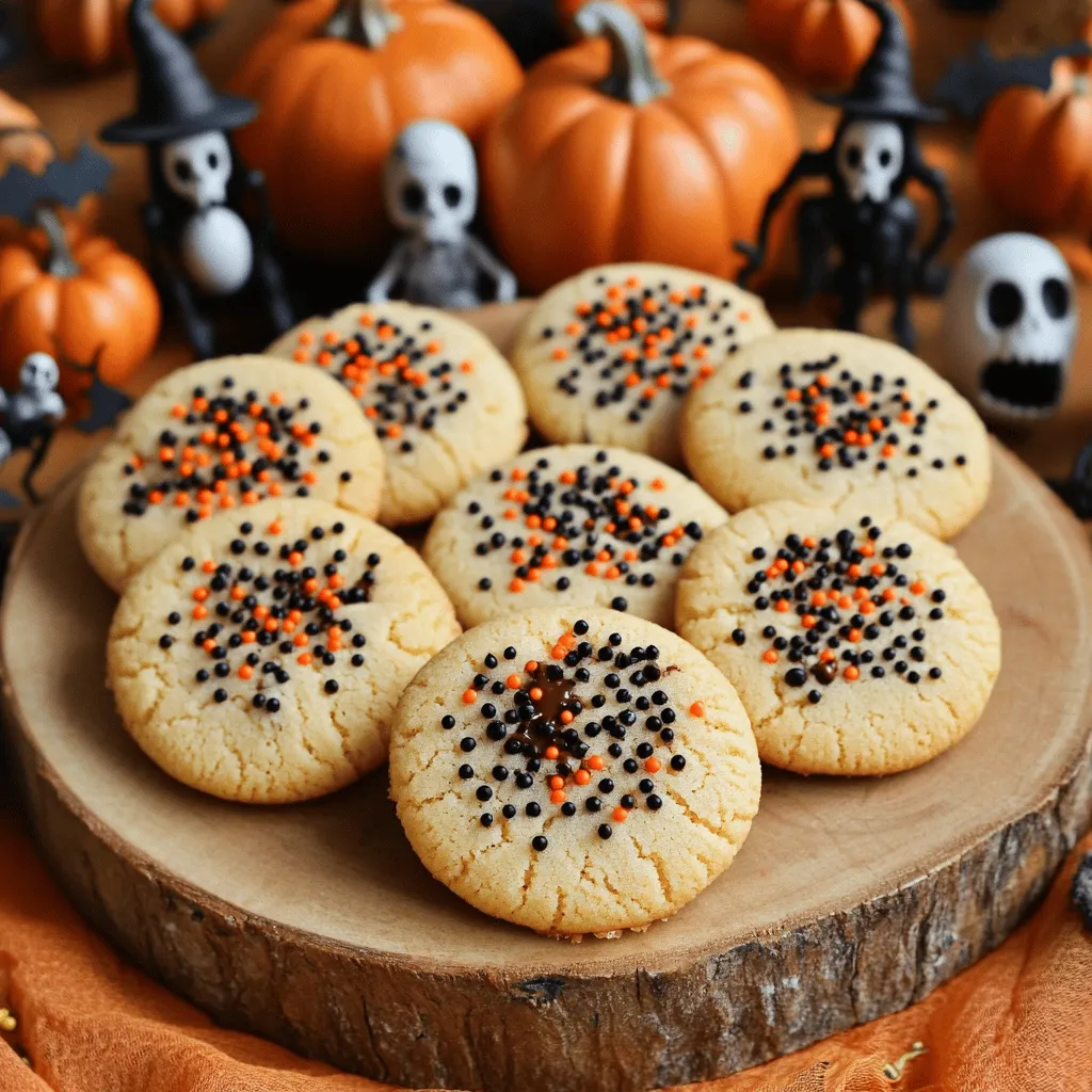 - 2 ¾ cups all-purpose flour - 1 cup unsalted butter, softened - 1 cup granulated sugar - ½ cup brown sugar - 1 large egg The base of our cookies starts with flour, butter, and sugars. Flour gives structure, while butter adds rich flavor. Granulated sugar makes them sweet, and brown sugar adds moisture and a hint of caramel taste. The egg helps bind everything together. - 1 cup semi-sweet chocolate chips - ½ cup spooky-themed sprinkles - Optional: Food coloring (orange or black) Chocolate chips give a delicious bite to each cookie. The spooky sprinkles add fun and festivity. If you want to make the cookies extra festive, add a splash of food coloring. This makes the dough even more fun and colorful for Halloween! - 1 tsp baking soda - ½ tsp salt - Parchment paper for baking Baking soda helps the cookies rise and become soft. Salt enhances the flavors and balances the sweetness. Parchment paper ensures easy cleanup and prevents sticking. Using these essentials will help you bake perfect cookies every time. You can find the full recipe at the bottom of the article to make these delightful treats! - Preheat your oven to 350°F (175°C). - Line your baking sheet with parchment paper. First, turning on your oven is crucial. This step ensures your cookies bake evenly. Parchment paper helps cookies come off the sheet easily. It also makes cleanup a breeze. - Whisk together flour, baking soda, and salt. - Cream butter, granulated sugar, and brown sugar. In a medium bowl, whisk the flour, baking soda, and salt. This mix forms the base of our cookies. Then, in a large bowl, beat the softened butter with both sugars. You want it light and fluffy. This process takes about 2-3 minutes. - Incorporate egg and vanilla extract. - Mix in food coloring (optional). - Add dry ingredients to wet ingredients. Next, add the egg and vanilla to the butter-sugar mix. Beat until everything blends well. If you want a spooky touch, add food coloring now. Mix until you see your desired color. Then, gently fold in the dry mix. Be careful not to overmix. This keeps your cookies soft. These steps lead to a delicious dough. Ready to scoop onto the baking sheet? Follow the full recipe for the next steps! To get the best cookies, avoid overmixing. Mix until the dough is just combined. This keeps your cookies soft and chewy. When you add the dry mix to the wet mix, stir gently. If you mix too much, the cookies can become tough. For baking time, I recommend 10 to 12 minutes. Keep an eye on them. You want the edges to be light golden. The centers may look underbaked, but they will set as they cool. Choosing the right chocolate chips is key. I love using semi-sweet chocolate chips. They melt well and give a rich taste. A popular brand is Ghirardelli, but any good quality chips will work. Adding food coloring can make your cookies pop. Use orange or black for a festive look. Just a few drops will create a fun effect. Mix it in with your wet ingredients for even color. When it comes to serving, think fun! Arrange cookies on a spooky platter. You can add extra sprinkles on top or drizzle melted chocolate for flair. For display, place mini pumpkins or ghost figurines around the cookies. This adds to the Halloween spirit. Your friends and family will love the effort and enjoy these tasty treats! {{image_4}} For a gluten-free cookie, swap the all-purpose flour with a gluten-free blend. This works well and keeps the cookies tasty. Look for brands that have xanthan gum to help with the texture. If you want a vegan option, replace the butter with coconut oil or a plant-based butter. You can use a flax egg instead of the large egg. To make a flax egg, mix one tablespoon of ground flaxseed with three tablespoons of water. Let it sit for a few minutes until it thickens. You can change the flavor of your cookies by adding nuts, like walnuts or pecans. These add a nice crunch and taste. You can also use different types of chocolate chips, such as dark or milk chocolate. Flavored extracts can take your cookies to the next level. Try using almond or pumpkin spice for a special twist. Just a few drops can make a big difference. Get creative with spooky shapes! Use cookie cutters to create ghosts, bats, or pumpkins. Kids love helping with this fun part. Decorating with icing can add extra Halloween flair. Use colored icing to make your cookies look festive. Add fun designs like spider webs or faces. This makes your cookies not only tasty but also a treat for the eyes. For the full recipe, check out the details above! To keep your Halloween chocolate chip sugar cookies fresh, store them in an airtight container. This helps maintain their softness and prevents them from drying out. You can use: - Plastic storage containers - Glass jars with lids - Ziplock bags Make sure the cookies are completely cool before packing them. If you stack the cookies, place parchment paper between layers to avoid sticking. Freezing is a great way to enjoy these cookies later. You can freeze both the dough and the baked cookies. To freeze the dough, scoop it into balls and place them on a baking sheet. Freeze until solid, then transfer to a ziplock bag. For baked cookies, let them cool completely before freezing. - Thawing: To thaw dough, leave it in the fridge overnight. For baked cookies, let them sit at room temperature for a few hours. - Reheating: Warm baked cookies in the oven at 350°F for about 5 minutes. At room temperature, your cookies will last for about 5 to 7 days. Keep them stored properly to extend their freshness. Look for these signs of spoilage: - Change in texture (hard or dry) - Off smell - Mold growth Enjoy your treats while they are fresh and tasty! To make chewy cookies, you need to adjust the baking time. Bake them for less time. Check them at 10 minutes. The edges should be lightly golden. The centers can look soft. They will firm up as they cool. You can also lower the temperature to 325°F (163°C). This helps keep them chewy. Yes, you can make these cookies ahead of time. You can prepare the dough and store it. Cover the dough tightly with plastic wrap. This will keep it fresh in the fridge for up to three days. When ready to bake, scoop and place on a baking sheet. You can also freeze the dough. It lasts up to three months in the freezer. Just thaw it in the fridge before baking. If you don’t have spooky sprinkles, don’t worry! You can use regular sprinkles. Colors like orange or purple work well. You can also use chopped nuts, mini candies, or chocolate pieces. These will still make your cookies fun and festive. Get creative with what you have! In this post, we covered making Halloween chocolate chip sugar cookies. We talked about key ingredients, special additions, and baking essentials. I shared step-by-step instructions for perfect cookies. You learned tips for texture, flavor, and fun presentations. We also discussed variations for diets and creative designs. Lastly, I provided storage tips to keep your treats fresh. Enjoy baking these festive cookies. They are sure to bring joy this Halloween season!
