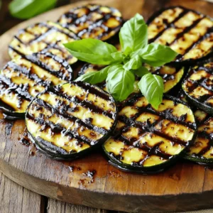 To make grilled zucchini with balsamic glaze, you need fresh ingredients. Here’s what you will need: - 3 medium zucchinis, sliced into ½ inch thick rounds - 3 tablespoons extra virgin olive oil - Sea salt and freshly cracked black pepper, to taste - ½ teaspoon garlic powder - ½ teaspoon Italian seasoning blend - ½ cup balsamic glaze (can be store-bought or homemade) - Fresh basil leaves, for garnish These ingredients come together to create a tasty dish that shines on any table. The zucchinis offer a satisfying crunch, while the balsamic glaze adds a sweet tang. The olive oil helps the flavors mix, making each bite delicious. The salt and pepper bring out the natural taste of the zucchini. Garlic powder and Italian seasoning give a warm, comforting flavor. Fresh basil not only looks great but smells wonderful too! For the full experience, check the [Full Recipe]. It guides you step-by-step to create this flavorful treat. Preheat your grill to medium-high heat. This step is key for great results. A hot grill helps the zucchini cook evenly and get those nice grill marks. Take three medium zucchinis and slice them into ½ inch thick rounds. In a big bowl, combine these slices with three tablespoons of extra virgin olive oil. Make sure every slice gets a good coat of oil. Next, add sea salt, freshly cracked black pepper, half a teaspoon of garlic powder, and half a teaspoon of Italian seasoning blend. Toss everything together gently until the zucchini is well coated. This mix brings out the best flavors in your grilled zucchini. Now, it’s time to grill! Place the seasoned zucchini slices on the hot grill. Grill them for about 4-5 minutes on one side. Look for nice grill marks and a tender texture. During the last minute of grilling, drizzle half a cup of balsamic glaze over the zucchini. This glaze caramelizes and adds a sweet touch. Once done, carefully take the grilled zucchini off the grill and put them on a serving platter. You can arrange them in an attractive way. Finally, add fresh basil leaves for a pop of color and aroma. For the full recipe, you can check the earlier section. Enjoy your grilled zucchini with balsamic glaze! To grill zucchini well, heat your grill to medium-high. Aim for a temperature of about 400°F. This heat ensures even cooking and nice grill marks. Grill the zucchini for 4-5 minutes on one side. Flip them once you see the grill marks and they feel tender. To achieve perfect grill marks, place the zucchini at a 45-degree angle. After a few minutes, turn them 90 degrees to create a crosshatch pattern. This technique adds flair to your dish and enhances the visual appeal. For extra flavor, try adding herbs or spices. A sprinkle of smoked paprika or chili flakes can bring a kick. Fresh herbs like thyme or oregano also work great. You can even swap out the balsamic glaze. Try a lemon vinaigrette or a garlic-infused olive oil for a fresh twist. These options can elevate your grilled zucchini experience. Mix and match to create your own flavor profile. For the full recipe, refer to the earlier section. Enjoy cooking! {{image_4}} You can cook grilled zucchini in different ways. If you don't have a grill, use your oven. Preheat the oven to 400°F. Place the zucchini on a baking sheet, drizzle with olive oil, and season. Bake for about 20 minutes until tender. You can also use a stovetop grill pan. Heat the pan over medium heat. Add the zucchini slices and cook for about 4-5 minutes on each side. You can mix it up by adding other veggies. Try bell peppers, asparagus, or eggplant. Each vegetable brings its own taste. You can create a colorful veggie medley. Grilled zucchini pairs well with many dishes. It makes a great side for grilled chicken or steak. Serve it alongside a fresh salad for a light meal. For sauces, you can try a yogurt dip or a lemon vinaigrette. Both add a nice zing that complements the sweetness of the zucchini. You can also use marinara or pesto for more flavor. For a full recipe, check out the complete details to bring this dish to life! After enjoying your grilled zucchini, store leftovers in a safe way. First, let the zucchini cool to room temperature. Then, place it in an airtight container. This keeps the zucchini fresh and tasty. Grilled zucchini lasts about 3 to 4 days in the fridge. You can enjoy it as a side dish or in salads later. To reheat grilled zucchini, use a skillet or microwave. If you use a skillet, heat it on medium. Add the zucchini and warm it for a few minutes. This method helps keep the flavor and texture nice. If you use a microwave, heat it on medium power for about 30 seconds. Check if it’s warm enough and stir if needed. Avoid overheating to keep the zucchini from getting mushy. Yes, you can prepare grilled zucchini ahead of time. To do this, grill the zucchini as directed in the full recipe. After grilling, let them cool completely. Store the zucchini in an airtight container in the fridge. They will stay fresh for about 2-3 days. When you want to serve them, just reheat them on the grill or in a pan for a few minutes. This quick reheating brings back some of that lovely charred flavor. If you don’t have balsamic glaze, you can try other sauces. A simple mix of balsamic vinegar and honey works well. Just combine 1 part vinegar with 1 part honey and warm it slightly to blend. You can also use teriyaki sauce or a lemon vinaigrette. Each option brings a unique twist to the dish. Experiment to find what suits your taste best. To keep zucchini firm, slice it evenly. Aim for ½ inch thick rounds, as this helps them cook evenly. Make sure your grill is hot before adding the zucchini. This quick sear keeps the moisture inside. Grill for about 4-5 minutes per side. Avoid overcooking, as that leads to mushy zucchini. Following these tips helps ensure you get delicious, tender, yet firm grilled zucchini every time. Grilling zucchini is simple and tasty. You learned the right ingredients and steps for success. Zucchini's different cooking methods and flavor tips add variety. Proper storage keeps leftovers fresh, while reheating maintains taste. By exploring balsamic alternatives and seasoning options, you can customize your dish. Enjoy your grilled zucchini with various sides, making every meal delightful. Remember, cooking is fun, and experimenting will only improve your skills. Dive in and make this dish your own!