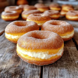 - 1 cup all-purpose flour - 1/2 cup granulated sugar - 1 teaspoon baking powder - 1/2 teaspoon baking soda - 1 teaspoon pumpkin pie spice - 1/4 teaspoon salt - 1/2 cup canned pumpkin puree - 1 large egg - 1/2 teaspoon vanilla extract - 1/4 cup buttermilk - 4 oz cream cheese, softened - 1/4 cup powdered sugar - 1 tablespoon milk - 1/2 tablespoon cinnamon sugar (for topping) To make these doughnuts, you need to gather fresh ingredients. Start with the dry ingredients. Flour, sugar, baking powder, baking soda, pumpkin pie spice, and salt are key. They create the base for your doughnuts. Next, focus on the wet ingredients. Canned pumpkin puree gives that rich flavor. A large egg binds everything. Vanilla extract adds a touch of sweetness. Buttermilk brings moisture and richness. For the cheesecake filling, use softened cream cheese. It should be easy to mix. Add powdered sugar for sweetness. A little milk helps create a smooth texture. Finally, cinnamon sugar gives a tasty finish. Using these ingredients, you can create a delightful treat. The blend of flavors makes each bite special. Check out the Full Recipe for complete steps. Enjoy your baking adventure! - Set the temperature to 350°F (175°C). - Grease doughnut pan with cooking spray. - Mix flour, sugar, baking powder, baking soda, pumpkin pie spice, and salt. - Blend pumpkin, egg, vanilla, and buttermilk until smooth. - Integrate wet and dry mixtures. - Fill doughnut pan and bake for 10-12 minutes. - Beat cream cheese, powdered sugar, and milk until smooth. - Create holes in doughnuts and pipe in cheesecake filling. - Dip tops in cinnamon sugar. Making these pumpkin spice cheesecake doughnuts is simple and fun! Follow the Full Recipe to get every detail. Enjoy the sweet aroma of pumpkin while you bake. The blend of spices makes your kitchen feel warm and cozy. Plus, the cheesecake filling adds a creamy touch that everyone will love. To get the best texture in your Pumpkin Spice Cheesecake Doughnuts, avoid overmixing. Mix just until the wet and dry ingredients come together. This keeps your doughnuts light and fluffy. Room temperature ingredients are key for the wet mixture. They blend better and help create a smooth batter. Always check if your doughnuts are done with a toothpick. Insert it into a doughnut; if it comes out clean, they are ready. After baking, let the doughnuts cool in the pan for a bit. This makes it easier to remove them without breaking. For a great presentation, use decorative platters. This adds charm to your doughnuts. Pairing them with cream cheese frosting for dipping takes them to the next level. It adds flavor and a fun twist to your treat. You can find the Full Recipe for more details on making these doughnuts. {{image_4}} You can change the taste of your doughnuts easily. Try adding chocolate chips to the batter for a sweet twist. The chocolate goes great with pumpkin spice. Instead of granulated sugar, use maple syrup. This swap gives your doughnuts a rich flavor. You can make your doughnuts fit your diet. For a gluten-free option, use gluten-free flour. This change keeps the texture light and fluffy. If you want dairy-free doughnuts, replace cream cheese with dairy-free alternatives. Options like tofu or cashew cream work well. Toppings can take your doughnuts to the next level. Drizzle caramel sauce on top for extra sweetness. It adds a lovely shine too. For some crunch, sprinkle chopped nuts on top. Walnuts or pecans are tasty choices. These toppings make your doughnuts look great and taste even better. For the full recipe, check out the details above! Store your doughnuts in an airtight container. They will stay fresh for up to 3 days. This helps keep them moist and tasty. You can freeze unfilled doughnuts for longer storage. This is a great option if you want to save some for later. When you're ready to enjoy, just thaw and fill them before serving. This keeps the texture perfect. To enjoy your doughnuts warm, pop them in the microwave. Heat them for 10-15 seconds before serving. This will make them soft and delicious again. A delicious doughnut filled with a creamy cheesecake mixture and flavored with pumpkin spice. The doughnuts have a soft, fluffy texture, and the cheesecake filling adds a rich and tangy contrast. You get the warmth of pumpkin spice in each bite, making them perfect for autumn. Yes, they can be prepared in advance and stored properly. Just make sure to cool them completely before storing. Keep them in an airtight container to keep them fresh. You can fill them with cheesecake just before serving for the best taste. Check local bakeries or specialty dessert shops for availability. Many shops love to create seasonal treats like this. If you can't find them, try making them at home with the full recipe. Explore variations in flavors and toppings as detailed above. You can add chocolate chips or nuts to the dough. Try using maple syrup instead of sugar for a different sweetness. Get creative with your favorite flavors! Insert a toothpick into the doughnut; it should come out clean when fully baked. If the toothpick has batter on it, bake the doughnuts a few more minutes. This simple test helps ensure you get perfectly baked doughnuts. Consider substituting sweeteners and using whole grain flour to enhance nutritional value. You can also use yogurt instead of cream cheese for the filling. Small changes make a big difference in health without losing flavor! In this post, we explored how to make tasty Pumpkin Spice Cheesecake Doughnuts. You learned about the ingredients, from dry and wet mixtures to cheesecake filling. I gave step-by-step instructions for baking and tips for perfect texture. We also covered variations, storage, and answers to common questions. These doughnuts are simple to make and delicious to eat. Enjoy creating your own treats!