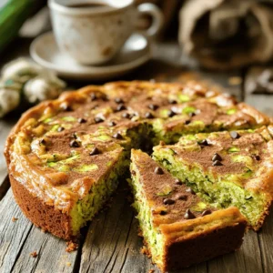 To make this easy zucchini coffee cake, you need some simple ingredients. Here’s a list: - 2 cups grated zucchini (about 2 medium zucchinis) - 1½ cups all-purpose flour - 1 cup granulated sugar - ½ cup packed brown sugar - 1 teaspoon baking soda - ½ teaspoon baking powder - ½ teaspoon salt - 1 teaspoon ground cinnamon - ½ teaspoon ground nutmeg (optional) - 3 large eggs - ½ cup vegetable oil - 1 teaspoon pure vanilla extract - ½ cup chopped walnuts or pecans (optional) - ½ cup semi-sweet chocolate chips (optional) These ingredients combine to create a moist and flavorful cake. The zucchini adds moisture without a strong flavor. You can change this recipe to fit your taste. Here are some fun ideas: - Nuts: Add walnuts or pecans for crunch. - Chocolate: Toss in chocolate chips for sweetness. - Spices: Try adding ginger or allspice for a warm twist. - Fruits: Mix in dried cranberries or raisins for extra flavor. You can also adjust the spices to make the cake your own. If you have dietary needs, here are some swaps: - Gluten-free flour: Use a gluten-free blend instead of all-purpose flour. - Sugar alternatives: Try coconut sugar or a sugar substitute. - Egg replacements: Use flax eggs for a vegan option (1 tablespoon of flaxseed meal mixed with 2.5 tablespoons of water equals one egg). - Oil: Substitute with applesauce for less fat. These swaps help you enjoy this cake, no matter your diet. For the complete recipe, check out the Full Recipe section. 1. Preheat the oven: Start by heating your oven to 350°F (175°C). Grab a 9x13 inch baking pan. Grease and flour it, or use parchment paper for easy removal. This step is key for a great bake. 2. Prepare the zucchini: Rinse the zucchinis well and cut off both ends. Using a box grater, grate the zucchinis finely. To remove extra moisture, place the grated zucchini in a clean kitchen towel. Gather the ends of the towel and twist it to squeeze out the liquid. Set the drained zucchini aside for later. 3. Mix dry ingredients: In a large bowl, combine all-purpose flour, granulated sugar, brown sugar, baking soda, baking powder, salt, ground cinnamon, and nutmeg. Use a whisk to mix these ingredients well until they're lump-free. This helps them blend better in the cake. 4. Combine wet ingredients: In another bowl, crack the eggs and whisk them. Add vegetable oil and pure vanilla extract. Keep whisking until the mixture is well combined and slightly frothy. This creates a nice base for your cake. 5. Combine mixtures: Slowly pour the wet mixture into the dry ingredients. Use a spatula or wooden spoon to stir until just combined. Be careful not to overmix, as this can change the cake's texture. Gently fold in the prepared zucchini, and if you want, add chopped nuts or chocolate chips for extra texture and flavor. 6. Bake the cake: Pour the batter into your prepared baking pan. Spread it evenly with a spatula. Place the pan in the preheated oven and bake for about 30-35 minutes. The cake is done when a toothpick inserted in the center comes out clean or with a few moist crumbs. 7. Cool the cake: Once baked, let the cake cool in the pan for about 10 minutes. Then, carefully transfer it to a wire rack to cool completely. This ensures it stays moist and has the right texture. 8. Serve: After it cools, slice the cake into squares. Enjoy your deliciously moist zucchini coffee cake! For an extra treat, you can dust it with powdered sugar or add a dollop of whipped cream. To keep your coffee cake moist, use fresh zucchini. Fresh zucchini has more water. Grate the zucchini finely for even mixing. After grating, remove excess water. Use a clean towel to wring it out. This helps prevent a soggy cake. You can also add a bit more oil. This adds moisture without making it too heavy. When grating zucchini, choose medium-sized zucchinis. They tend to have the best flavor. Use a box grater or food processor for quick grating. Grate the zucchini just before mixing. This way, it stays fresh. Remember to remove the ends before grating. Place the grated zucchini in a towel to remove moisture. This step is key for a great texture. Serve your zucchini coffee cake warm or at room temperature. A light dusting of powdered sugar adds a nice touch. You can also top it with whipped cream. Pair it with a hot cup of coffee for a perfect snack. This cake is great for breakfast or as a treat. For a fun twist, try adding chocolate chips. The sweetness balances the zucchini perfectly. For the full recipe, check out the instructions above. {{image_4}} You can turn your zucchini coffee cake into a chocolate chip dream. Just add ½ cup of semi-sweet chocolate chips to the batter. This small change brings a sweet twist to the cake. The chocolate pairs well with the moist zucchini. Kids and adults will love this version! Want to jazz up your cake? Try adding spices! Ground nutmeg gives a warm flavor. A teaspoon of pumpkin spice can also add a cozy touch. You can even mix in some lemon zest for a fresh kick. These simple additions can change the flavor and make it unique. For a gluten-free cake, swap out the all-purpose flour. Use a gluten-free blend instead. Check that your baking powder is gluten-free too. You can also make it healthier by using applesauce instead of half the oil. This keeps it moist while cutting down on fat. Enjoy these variations to suit your taste! Check the Full Recipe for more ideas. To keep your zucchini coffee cake fresh, store it in an airtight container. You can also wrap it tightly in plastic wrap. This method protects the cake from drying out. Place it in the fridge if you plan to eat it within a week. For longer storage, consider freezing it. For freezing, first cool the cake completely. Then, cut it into squares. Wrap each piece in plastic wrap and place them in a freezer-safe bag. Be sure to remove as much air as possible. This helps prevent freezer burn. You can freeze the cake for up to three months. To reheat the cake, take a piece out of the fridge or freezer. If it’s frozen, let it thaw in the fridge overnight. For a quick warm-up, use the microwave. Heat it for about 15-30 seconds. For a crispier texture, place it in the oven at 350°F (175°C) for about 10 minutes. Enjoy your slice with coffee for a tasty treat! Remember to check the [Full Recipe] for more details. Yes, you can use frozen zucchini. Just make sure to thaw and drain it well. Frozen zucchini may have more water than fresh, so drying it helps keep the cake from being too wet. No, you do not need to peel the zucchini. The skin adds color and nutrients to your cake. Just wash the zucchini well before grating. To make this zucchini coffee cake vegan, replace eggs with flax eggs or applesauce. Use plant-based oil instead of vegetable oil. You can also swap regular chocolate chips for dairy-free ones. This way, you keep the flavor while making it vegan! For the complete recipe, check out the [Full Recipe]. This blog post covered how to make zucchini coffee cake. We discussed the main ingredients and possible mix-ins. You learned step-by-step instructions for preparing and baking the cake. I shared tips for keeping it moist and how to serve it best. We explored fun variations and storage tips. Zucchini coffee cake is easy and tasty. Feel free to get creative with ingredients. Enjoy baking and sharing your delicious creation!