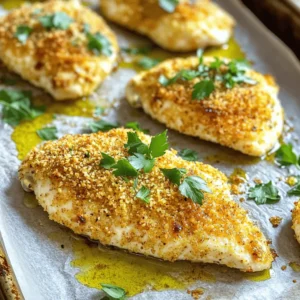- 4 boneless, skinless chicken breasts - 1 packet (1 oz) ranch seasoning mix - 1 cup buttermilk - 1 cup panko breadcrumbs - 1 teaspoon garlic powder - 1 teaspoon paprika - Salt and black pepper to taste - 2 tablespoons olive oil - Fresh parsley for garnish When choosing chicken breasts, look for ones that are firm and pink. Avoid any that feel slimy or look discolored. If you don’t have buttermilk, you can make your own by mixing milk with lemon juice or vinegar. This gives a similar tangy flavor. For ranch seasoning, you can use a mix of dried herbs like dill, parsley, and garlic powder if you want a homemade touch. This allows you to control the flavors more closely. If you want to try something different, consider adding spices like cayenne pepper or paprika for a kick! 1. In a medium bowl, pour 1 cup of buttermilk. 2. Add 1 packet of ranch seasoning mix to the buttermilk. 3. Whisk the two together until fully mixed. 4. Submerge the 4 chicken breasts in the buttermilk mixture. 5. Make sure each piece is well coated. 6. Let the chicken marinate for at least 15 minutes. For deeper flavor, marinate up to 2 hours. 1. Preheat your oven to 425°F (220°C). 2. Line a baking sheet with parchment paper. 3. In a separate bowl, mix 1 cup of panko breadcrumbs, 1 teaspoon garlic powder, and 1 teaspoon paprika. 4. Add salt and pepper to taste, then stir until mixed. 5. After marinating, take each chicken breast out of the buttermilk. 6. Allow any excess liquid to drip off. 7. Dredge each chicken piece in the breadcrumb mixture. 8. Press lightly to make sure the crumbs stick well. 1. Arrange the coated chicken on the prepared baking sheet. 2. Drizzle 2 tablespoons of olive oil over the chicken. 3. Bake in the preheated oven for 20-25 minutes. 4. Cook until the chicken is golden brown and reaches 165°F (74°C). 5. Remove the chicken from the oven and let it rest for a few minutes. 6. This helps the juices stay inside. 7. Garnish with finely chopped fresh parsley for a fresh look and flavor. To get that perfect crunch on your chicken, use panko breadcrumbs. They are light and airy, which helps create a crisp outer layer. Regular breadcrumbs won’t give you the same texture. When you drizzle olive oil, do it evenly across the chicken. This helps the breadcrumbs crisp up while baking. Too little oil can lead to soggy chicken. You can easily boost the flavor of your ranch chicken. Try adding extra spices like cayenne pepper or smoked paprika to the breadcrumb mix. These will give your dish a little kick. For a different taste, think about using a marinade. You could mix some lemon juice or honey into the buttermilk. This can add a nice tang or sweetness to the chicken. One mistake is over-marinating the chicken. If you let it sit too long, it can become mushy. Aim for 15 minutes to 2 hours for the best results. Another issue is not preheating your oven. If the oven isn’t hot enough, the chicken may not cook right. Always preheat to 425°F before baking your ranch chicken for that golden, crispy finish. For the full recipe, check out the details above. {{image_4}} To make this recipe fit your needs, try these changes. For gluten-free options, swap regular breadcrumbs for gluten-free ones. Look for brands that use rice flour or cornmeal. You can easily find these at most grocery stores. For a dairy-free choice, use unsweetened almond milk instead of buttermilk. Add a splash of vinegar or lemon juice to mimic the tangy flavor of buttermilk. Want to spice things up? Try adding cayenne pepper or hot sauce to the buttermilk mix. This gives your ranch chicken a kick that many will love. If you prefer a more herbal taste, mix fresh or dried herbs into your breadcrumb mix. Good choices are thyme, oregano, or rosemary. These herbs add depth and freshness to your dish. Pair your ranch chicken with tasty sides. Roasted vegetables like carrots, zucchini, or broccoli work well. They not only taste great but also add color to your plate. You can also serve the chicken over a hearty salad. Mix greens, cherry tomatoes, and cucumber for a fresh crunch. Drizzle some ranch dressing on top for a fun twist. Each bite will be bursting with flavor! To keep your ranch chicken fresh, store it in an airtight container. Place it in the fridge. It will stay good for about 3 to 4 days. If you want to keep it longer, freezing is a great option. Wrap each piece in plastic wrap, then place in a freezer bag. This way, you can enjoy it for up to 3 months. To reheat the chicken, the best method is using the oven. Preheat your oven to 350°F (175°C). Place the chicken on a baking sheet and cover it with foil. This keeps it moist. Heat for about 15 to 20 minutes. If you want the coating crispy, remove the foil for the last 5 minutes. You can also use an air fryer for a quick and crispy result. Leftover ranch chicken is safe to eat for 3 to 4 days when stored in the fridge. If you freeze it, it will last for about 3 months. Always check for signs of spoilage before eating. If it looks or smells off, it’s best to throw it away. Enjoy your meals safely! It takes about 15 minutes to prep and 25 minutes to cook. You can enjoy your meal in just 40 minutes. This makes it perfect for busy weeknights. Yes, you can use frozen chicken, but make sure to thaw it first. Thawing helps the chicken cook evenly. You can thaw chicken in the fridge overnight or in cold water if you're short on time. Ranch chicken pairs well with many sides. Here are a few ideas: - Fresh garden salad - Roasted vegetables - Mashed potatoes - Steamed rice These sides will add color and nutrients to your meal. Absolutely! Ranch chicken is great for meal prep. You can cook a batch and store it for later. Just follow these tips: - Store cooked chicken in airtight containers. - Keep it in the fridge for up to four days. - You can also freeze it for up to three months. This makes it easy to grab a quick meal anytime. For the full details on how to make this dish, check out the Full Recipe. In this blog post, we covered how to make Quick Weeknight Ranch Chicken using simple ingredients and easy steps. I shared tips for ensuring crispiness, variations for dietary needs, and how to store leftovers. You can create a meal that is both tasty and quick. With these easy methods, you’ll impress everyone at your table. Enjoy your cooking and have fun experimenting with flavors!