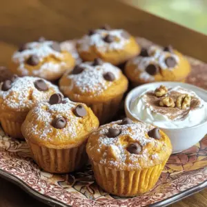 To make High-Protein Greek Yogurt Pumpkin Muffins, you need the following: - 1 cup canned pumpkin puree - 1 cup non-fat Greek yogurt - 2 large eggs - 1/2 cup honey or maple syrup - 1/4 cup unsweetened applesauce - 1 1/2 cups whole wheat flour - 1 teaspoon baking soda - 1 teaspoon baking powder - 1 tablespoon pumpkin pie spice - 1/2 teaspoon salt - 1/2 cup chopped walnuts or pecans (optional) - 1/4 cup chocolate chips (optional) You can swap some ingredients for a different taste or diet: - Use almond butter instead of applesauce for a nutty flavor. - Instead of whole wheat flour, try oat flour for a gluten-free option. - For a vegan muffin, replace eggs with flax eggs (1 tablespoon flaxseed meal + 2.5 tablespoons water per egg). - Maple syrup can replace honey for a vegan sweetener. These muffins are not just tasty; they also pack a nutritional punch. Each muffin has roughly: - Calories: 150 - Protein: 6 grams - Carbohydrates: 24 grams - Fat: 5 grams - Fiber: 3 grams Using Greek yogurt boosts the protein content. Plus, pumpkin adds vitamins like A and C. Start by preheating your oven to 350°F (175°C). This helps the muffins bake evenly. Next, prepare your muffin tin. You can line it with paper liners or spray it with non-stick spray. Both options work well for easy muffin release. In a large bowl, combine the following ingredients: - 1 cup canned pumpkin puree - 1 cup non-fat Greek yogurt - 2 large eggs - 1/2 cup honey or maple syrup - 1/4 cup unsweetened applesauce Whisk these ingredients together until the mixture is smooth. Make sure there are no lumps. This step is key for a nice, fluffy muffin. In another bowl, sift together: - 1 1/2 cups whole wheat flour - 1 teaspoon baking soda - 1 teaspoon baking powder - 1 tablespoon pumpkin pie spice - 1/2 teaspoon salt Sifting helps mix the dry ingredients well and adds air. This makes your muffins light and fluffy. If you want to add a twist, now is the time! Gently fold in: - 1/2 cup chopped walnuts or pecans (optional) - 1/4 cup chocolate chips (optional) These add-ins give your muffins a nice crunch and a bit of sweetness. Spoon the batter into the prepared muffin tin. Fill each cup about three-quarters full. This gives them room to rise. Bake in the preheated oven for 18 to 22 minutes. To check if they are done, use a toothpick. If it comes out clean or with a few crumbs, they are ready. After baking, let the muffins cool in the tin for about 5 minutes. Then, transfer them to a wire rack. This keeps them fluffy and prevents sogginess. Store any leftovers in an airtight container. Enjoy your delicious muffins! To create the best muffins, follow these simple tips: - Measure ingredients carefully. Use a kitchen scale if possible. - Don’t overmix. Stir just until the wet and dry ingredients blend. - Fill the muffin cups correctly. Fill them three-quarters full for good rise. - Use fresh ingredients. Check your baking powder and spices for freshness. - Bake in batches. If your oven has uneven heat, bake in smaller batches. Many make common mistakes when baking muffins. Here are a few to avoid: - Overmixing the batter. This leads to tough muffins. Mix gently and stop when combined. - Skipping the cooling step. Muffins need time to set. Let them cool before eating. - Not checking for doneness. Use a toothpick to check if they are baked through. - Ignoring ingredient temperatures. Use room-temperature eggs and yogurt for better mixing. - Using too much flour. Scoop flour lightly into the measuring cup to avoid adding too much. Serve your muffins for breakfast or a snack. Here are some fun ideas: - Pair with Greek yogurt. A dollop on the side adds creaminess. - Add a sprinkle of cinnamon. Dust a little cinnamon on top for extra flavor. - Serve warm. Warm muffins taste best and bring out the flavors. - Try a drizzle of honey. A honey drizzle adds sweetness and moisture. - Pair with coffee or tea. They make a perfect morning or afternoon treat! {{image_4}} You can make these muffins gluten-free. Use a gluten-free flour blend instead of whole wheat flour. Look for a mix that has xanthan gum in it. This will help the muffins rise and hold together well. To make these muffins vegan, swap the eggs for flaxseed meal. Use one tablespoon of flaxseed mixed with three tablespoons of water for each egg. Let it sit for a few minutes until it thickens. Replace Greek yogurt with a dairy-free yogurt. Maple syrup can be used for sweetening. You can change the flavor of these muffins in fun ways. Try adding different spices, like cardamom or allspice, to give them a unique taste. You can also mix in dried fruits, like cranberries or raisins. Nuts like almonds or pecans can add crunch. If you want a sweeter touch, fold in chocolate chips or butterscotch chips for a rich flavor. To keep your high-protein Greek yogurt pumpkin muffins fresh, store them in an airtight container. A simple zip-top bag works well too. Make sure to let them cool completely before sealing. This keeps moisture at bay and helps them stay fluffy. If you plan to eat them within a few days, keep them at room temperature. If you need them to last longer, consider freezing. To freeze your muffins, first, let them cool down. Then, wrap each muffin in plastic wrap. After that, place the wrapped muffins in a freezer-safe bag. This extra layer prevents freezer burn. They can stay in the freezer for up to three months. When you want a muffin, just take one out and let it thaw at room temperature. Reheating your muffins is easy and quick. For the best result, preheat your oven to 350°F (175°C). Place the muffins on a baking sheet and warm them for about 5 to 10 minutes. This helps restore their softness. You can also microwave them for about 15-20 seconds. Just be careful not to overheat, or they may become dry. Enjoy your muffins warm for a delightful treat! Yes, you can use different flours. Almond flour and oat flour are great options. Keep in mind, each flour changes the texture. For example, almond flour can make muffins softer. Oat flour can add a nice chew. If you use gluten-free flour, check the package for measurements. To sweeten the muffins, add more honey or maple syrup. You can also mix in chocolate chips for extra sweetness. If you want a natural sweetener, try mashed bananas or dates. They can boost flavor and moisture too. Greek yogurt adds protein and moisture. It gives the muffins a nice texture. It also helps keep them fresh longer. Greek yogurt contains probiotics, which are good for digestion. Plus, it cuts down on added fat, making this recipe healthier. These muffins last about 3 to 5 days at room temperature. Store them in an airtight container. If you want them to last longer, freeze them. They can keep for up to 3 months in the freezer. Just thaw them before enjoying! We covered all you need for making great muffins, from ingredients to storage tips. You learned about ingredient swaps, step-by-step prep, and tricks for perfect muffins. Don’t forget, you can customize flavors and find healthy ways to store them. Enjoy experimenting with options, and share your tasty results! Happy baking!