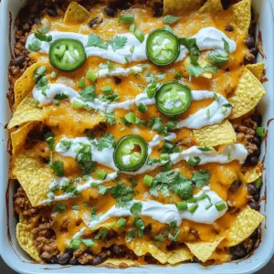 - 1 lb ground beef - 1 tablespoon taco seasoning - 1 can (15 oz) black beans, drained and rinsed - 1 cup corn (fresh or frozen) - 1 cup salsa - 2 cups tortilla chips, crushed - 2 cups shredded cheddar cheese - 1 cup sour cream - 1/2 cup sliced green onions - 1 jalapeño, sliced (optional) - Fresh cilantro for garnish The ingredients for Walking Taco Casserole are simple and easy to find. You will start with ground beef. It gives a nice base. The taco seasoning adds great flavor. Black beans give protein and texture. Corn brings sweetness, and salsa adds zest. You will need tortilla chips for crunch. I love using crushed chips for that perfect bite. Cheddar cheese makes it rich and gooey. Sour cream cools the heat and adds creaminess. Green onions give a fresh crunch. If you want heat, add jalapeño slices. Finally, cilantro adds a burst of color and flavor. - Options for ground beef: Try ground turkey or chicken for a leaner option. You can also use plant-based meat if you prefer a vegetarian dish. - Alternatives for cheese: Use pepper jack cheese for a spicy kick, or go with mozzarella for a milder taste. - Dairy-free options for sour cream: Look for coconut yogurt or cashew cream as great substitutes. These substitutes let you customize the casserole to fit your taste. Do not be afraid to experiment! - Preheat the oven to 350°F (175°C). - Cook the ground beef in a skillet. Start by preheating your oven to 350°F (175°C). This temperature ensures the casserole cooks evenly. Next, heat a large skillet over medium heat. Add 1 pound of ground beef and cook for about 5-7 minutes. Stir it often until the beef is brown and no longer pink. Remember to drain off any extra fat. This step keeps your dish lean and tasty. - Layer tortilla chips and beef mixture. - Top with cheese and additional chips. In a large baking dish, create a base layer with half of the crushed tortilla chips. Spread them out evenly across the bottom. Next, add the beef mixture on top of the chips. This mixture includes the taco seasoning, black beans, corn, and salsa, all stirred together. Make sure to spread it evenly. Now, sprinkle 1 cup of shredded cheddar cheese over the beef mixture. This cheese will melt nicely as it bakes. Finish your layers by adding the remaining crushed tortilla chips on top of the beef. Finally, cover this layer with the rest of the shredded cheese. This will give you a cheesy, golden crust when baked! - Bake time and temperature. - Signs of readiness for serving. Place the baking dish in your preheated oven. Bake for about 15-20 minutes. Keep an eye on it as it bakes. The casserole is ready when the cheese is melted and bubbly. Once done, remove it from the oven and let it cool for a few minutes. This waiting time helps it set up nicely. Before serving, drizzle sour cream on top and sprinkle with sliced green onions and jalapeños if you like a bit of heat. Add a touch of fresh cilantro for that final pop of flavor! How to avoid soggy chips To keep your chips crunchy, layer them carefully. Place half the crushed chips at the bottom first. Then, add the beef mixture and one cup of cheese on top. The cheese forms a barrier. This barrier helps protect the chips from moisture. Layer the remaining chips on top before the last cheese layer. This method keeps the chips crispy. Best practices for melting cheese For perfectly melted cheese, use shredded cheddar. It melts more evenly than blocks. Spread the cheese in an even layer across the top. Bake until it’s bubbly and golden. Keep an eye on it to avoid burning. If the cheese gets too brown, cover with foil. This way, it melts without overcooking. Side dishes that pair well Walking Taco Casserole goes great with simple side dishes. Consider serving it with a fresh salad. A side of guacamole also adds creaminess. You can even try some Mexican rice. These sides balance the rich flavors of the casserole. Garnishing options for added flavor Garnishing makes your dish look and taste great. Fresh cilantro adds color and freshness. Sliced green onions bring a mild onion flavor. If you like heat, add sliced jalapeños. A drizzle of sour cream also adds creaminess. These toppings enhance each bite. Best practices for refrigerator storage To store leftovers, let the casserole cool first. Cover it tightly with plastic wrap or foil. It can last about 3-4 days in the fridge. For longer storage, consider freezing it. Just make sure to use an airtight container. How to reheat the casserole without losing texture When reheating, use the oven for best results. Preheat your oven to 350°F. Place the casserole in a safe dish. Cover it with foil to keep moisture in. Heat for about 20 minutes or until warmed through. This method keeps the texture nice and helps the cheese melt again. {{image_4}} You can easily change the Walking Taco Casserole to fit your needs. If you want a vegetarian option, try plant-based meat. It gives the same texture and flavor. Use it in place of ground beef. You can also make it spicy. Add sliced jalapeños or other peppers. They will bring a nice heat to each bite. The way you serve this casserole can change its vibe. You can serve it in a "walking taco" style. Put the casserole in a small cup and add toppings. This makes it easy for guests to eat on the go. Another option is to make a taco salad version. Use lettuce as a base. Then, layer the casserole on top. This adds a fresh crunch. You can play with flavors by adding different salsas. Mango salsa adds a sweet twist, while a tomatillo salsa brings tang. Toppings can also change the taste. Add guacamole for creaminess or sliced olives for a briny kick. You can mix and match to find your favorite flavor profile. This makes each meal unique and fun! The prep time for Walking Taco Casserole is just 15 minutes. This quick start helps you get to the best part—eating! Cooking takes about 20 minutes in the oven at 350°F (175°C). This gives the cheese time to melt and the flavors to blend. After baking, let the casserole rest for about 5 minutes. This resting time is key. It helps the layers set and makes it easier to serve. This recipe serves about 6 people. Each person can enjoy a generous portion. If you are hosting a bigger gathering, simply double the recipe. Use a larger baking dish and adjust the cook time as needed. You want to ensure everyone gets a taste of this tasty meal! Can I make Walking Taco Casserole ahead of time? Yes, you can prepare the casserole in advance. Just follow the recipe up to the baking step. Cover it and store it in the fridge for a day. When ready, bake it as directed. This saves time on busy days. Is it freezer-friendly? Absolutely! You can freeze the casserole before or after baking. Wrap it tightly in foil or use a freezer-safe container. It can last up to three months in the freezer. Just thaw it overnight in the fridge before baking. What can I serve with it besides tacos? This casserole pairs well with a fresh salad. You can also serve it with rice or refried beans. Chips and guacamole make a great side too. Feel free to add your favorite toppings to create a fun meal. Can I use turkey instead of beef? Yes, ground turkey works well in this recipe. It is a leaner option and still provides great flavor. Just cook it in the same way as the beef. What can I replace sour cream with? You can use Greek yogurt as a healthier swap. It has a similar texture and taste. If you want a dairy-free option, try cashew cream or avocado. How do I ensure the casserole doesn’t dry out? To keep it moist, don’t overbake it. If you notice it getting dry, cover it with foil. Adding extra salsa or beans can also help retain moisture. Can I cook it in an air fryer? Yes, you can use an air fryer! Just layer the ingredients in a suitable dish. Cook at 350°F for about 15-20 minutes. Keep an eye on it for even cooking. You learned how to make a tasty Walking Taco Casserole. We discussed ingredients, easy steps, and helpful tips. You can choose different meats, cheeses, or serve styles to make it your own. Remember to layer well for the best flavor and texture. This dish is great for gatherings or a fun family meal. Try it out and enjoy the delicious results! Your kitchen adventure awaits.