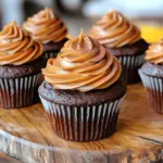 - 1 cup canned pumpkin puree - 1 cup all-purpose flour - 1/2 cup unsweetened cocoa powder - 1 cup granulated sugar - 1/2 cup packed brown sugar - 1/2 cup vegetable oil - 2 large eggs, at room temperature - 1 teaspoon vanilla extract - 1 teaspoon baking powder - 1/2 teaspoon baking soda - 1/2 teaspoon salt - 1 teaspoon ground cinnamon - 1/2 teaspoon ground nutmeg - 1/2 cup chocolate chips (optional) These ingredients create a rich, moist, and flavorful cupcake. The pumpkin puree gives a soft texture. The cocoa powder adds a deep chocolate taste. The sugars balance the flavors well. Each egg helps bind everything together, making the cupcakes fluffy. You can make swaps if needed. Use fresh pumpkin puree instead of canned. Applesauce can replace the vegetable oil for a healthier option. If you want a gluten-free treat, try almond or coconut flour. Instead of granulated sugar, use coconut sugar for a different flavor. To boost flavor, consider adding: - 1/2 cup of chocolate chips for extra richness. - A handful of chopped nuts for crunch. - A dash of cayenne pepper for a spicy kick. These add-ins can elevate your cupcakes further, making them even more enjoyable. First, preheat your oven to 350°F (175°C). This step is key to getting the right rise and texture. While the oven heats, line a muffin tin with cupcake liners. Make sure they fit snugly. This helps keep the batter from leaking out. In a large bowl, mix the canned pumpkin puree, granulated sugar, brown sugar, and vegetable oil. Add in the eggs and vanilla extract next. Whisk these ingredients together until they are smooth. This creates a rich base for your cupcakes. In another bowl, sift together the flour, cocoa powder, baking powder, baking soda, salt, cinnamon, and nutmeg. Sifting helps make the mixture light. Gradually add this dry mix into the wet pumpkin mixture. Stir gently with a spatula until just combined. Avoid overmixing to keep your cupcakes light and fluffy. If you want to add chocolate chips, fold them into the batter now. Use a scoop to fill the cupcake liners about two-thirds full. This leaves room for the cupcakes to rise. Place the muffin tin in the oven and bake for 18-20 minutes. Check if they are done by inserting a toothpick into the center. It should come out clean or with a few moist crumbs. After baking, let the cupcakes cool in the tin for about 5 minutes. This helps them set. Then, transfer them to a wire rack to cool completely. Once cool, they are ready for frosting. To get light and fluffy cupcakes, follow these steps: - Use room temperature eggs. Cold eggs can make the batter dense. - Sift dry ingredients. Sifting helps aerate flour and cocoa powder. This gives cupcakes a nice rise. - Mix gently. Combine wet and dry ingredients until just mixed. Overmixing can lead to tough cupcakes. - Don’t skip the chocolate chips. They add moisture and richness. Use semi-sweet or dark for the best flavor. If your cupcakes don’t turn out as expected, here’s what to check: - Cupcakes sink in the middle. This often means they were underbaked. Always test with a toothpick. - Cupcakes are dry. Overbaking is a common cause. Keep an eye on them in the last few minutes. - Cupcakes are too dense. This usually happens from overmixing the batter. Stir just until combined. Once your cupcakes cool, it’s time to make them look great: - Frost with cream cheese frosting. Its tangy flavor pairs well with chocolate and pumpkin. - Sprinkle cocoa powder. A light dusting adds a nice touch. - Add grated chocolate. This gives a rich look and taste. - Use rustic platters. Serving on wooden boards enhances the cozy fall vibe. These tips will help you create the perfect chocolate pumpkin cupcakes, making your fall gatherings delightful. {{image_4}} You can twist this recipe for chocolate pumpkin cupcakes in many fun ways. Here are a few ideas: - Spicy Pumpkin Cupcakes: Add a pinch of cayenne pepper to the batter. It gives a nice kick. - Nutty Chocolate Pumpkin: Mix in chopped walnuts or pecans. They add crunch and flavor. - Chocolate Swirl: After filling the liners, add a spoonful of chocolate batter on top. Swirl it gently with a toothpick for a marbled look. You can easily modify these cupcakes to fit different diets: - Gluten-Free Version: Use a gluten-free flour blend instead of all-purpose flour. This keeps the texture light. - Vegan Option: Replace eggs with flax eggs. Mix 1 tablespoon of flaxseed meal with 2.5 tablespoons of water for each egg. Use a plant-based oil for moisture. Frosting and toppings can really change the taste of your cupcakes. Here are some great ideas: - Cream Cheese Frosting: This classic pairs well with pumpkin and adds a tangy flavor. - Chocolate Ganache: Drizzle this over the cupcakes for extra chocolatey goodness. - Caramel Drizzle: A light caramel sauce adds sweetness and a lovely contrast. - Sprinkles or Nuts: Top with colorful sprinkles or crushed nuts for a fun finish. These variations will keep your chocolate pumpkin cupcakes exciting and delicious! To keep your chocolate pumpkin cupcakes fresh, store them in an airtight container. Use a container that is large enough to avoid squishing the cupcakes. If you have frosting on them, place a piece of parchment paper between layers. This step prevents sticking and preserves the look of your treats. Store the container at room temperature for up to three days. If you want them to last longer, refrigerate them for up to a week. Freezing is a great option if you want to save your cupcakes for later. First, make sure the cupcakes are completely cooled. Wrap each cupcake in plastic wrap tightly. Then, place them in a freezer-safe bag or container. They can stay frozen for up to three months. When you're ready to enjoy them, remove the cupcakes from the freezer. Let them thaw at room temperature for about an hour. This keeps them soft and tasty. Chocolate pumpkin cupcakes can last quite a while when stored properly. At room temperature, they stay fresh for three days. In the fridge, they last about a week. If you want to reheat them, use the microwave. Heat each cupcake for about 10-15 seconds. Check to see if they are warm. Avoid overheating, as this can make them dry. For a cozy fall treat, enjoy them warm with a cup of tea or coffee! Yes, you can use fresh pumpkin. Start by roasting a small pumpkin. Cut it in half, scoop out the seeds, and bake it at 350°F (175°C) for about 45 minutes. Once cool, mash it until smooth. This gives great flavor and freshness to your cupcakes. If you need a substitute for vegetable oil, try using melted coconut oil or applesauce. Both options keep the cupcakes moist and add a unique twist. You can replace the same amount for a good result. To check if your cupcakes are done, insert a toothpick into the center of one cupcake. If it comes out clean or with a few moist crumbs, they are ready. This usually takes about 18-20 minutes of baking time. Cream cheese frosting pairs perfectly with chocolate pumpkin cupcakes. The tangy flavor balances the sweet chocolate and pumpkin. You can also try a simple buttercream or a chocolate ganache for a rich treat. In this post, I covered key ingredients and step-by-step instructions for delicious chocolate pumpkin cupcakes. You learned about common substitutions, tips for perfect texture, and variations, including dietary options. You now have ideas for storage and frosting pairings. Use this knowledge to create tasty treats that impress. Baking is fun and easy, and your cupcakes will surely delight everyone. Enjoy making them!